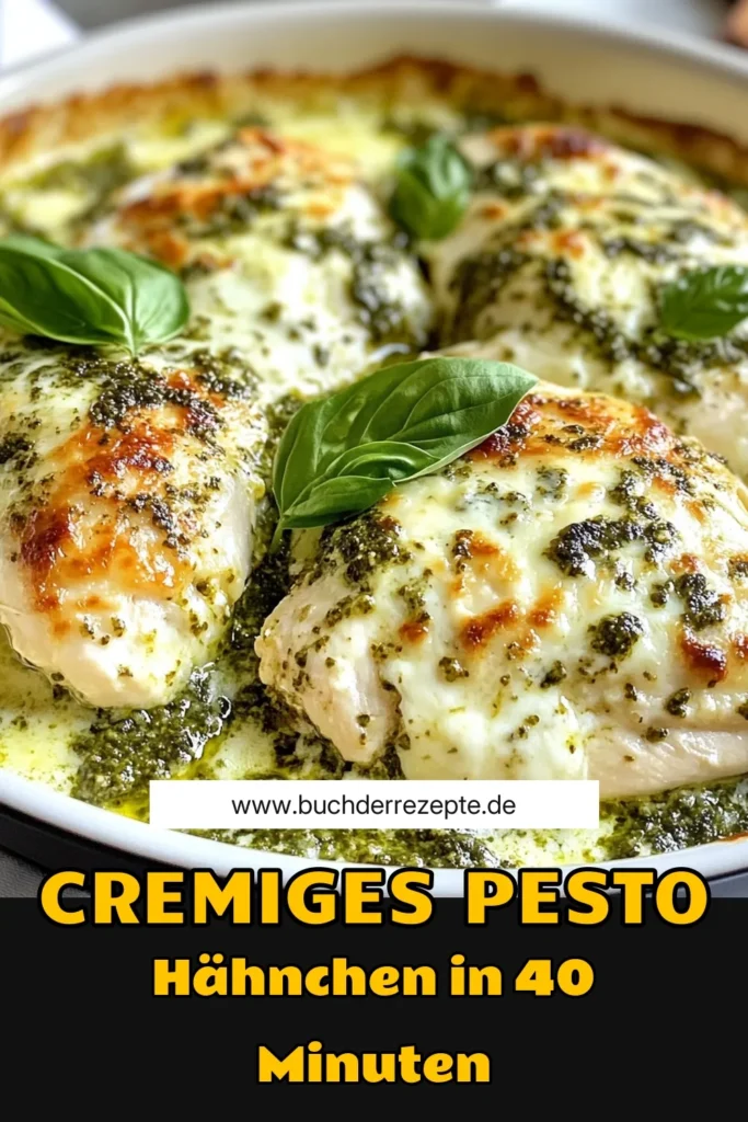 Entdecken Sie unser cremiges Pesto-Hähnchen Rezept! Dieses köstliche Hähnchenbrustfilet Rezept ist perfekt für einfache Pesto Gerichte und wird mit Frischkäse und mediterranen Aromen zubereitet. In nur 40 Minuten erhalten Sie ein unvergessliches Ofen Hähnchen Rezept, das jeder lieben wird. Probieren Sie es aus und genießen Sie die Kombination aus zartem Hähnchen und cremigem Pesto! Teile und speichere es für später. #Hähnchenrezept #Pesto #einfacheGerichte #OfenHähnchen