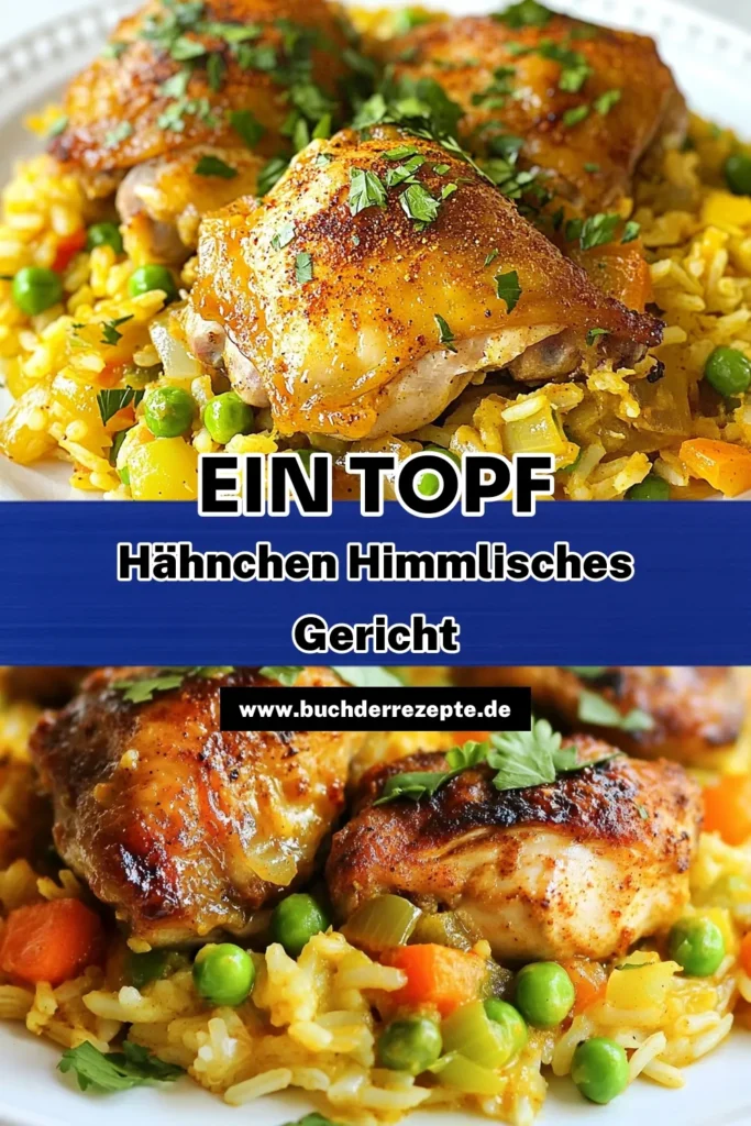 Entdecke dieses köstliche Hähnchen Reis Rezept für ein einfaches und schmackhaftes Abendessen! In diesem Ein Topf Hähnchen wirst du zarte Hähnchenschenkel kochen, die perfekt mit aromatischem Reis harmonieren. Ideal für mediterrane Hähnchengerichte! Probiere es aus und genieße ein stressfreies Kochen in nur 40 Minuten. Speichere dieses Rezept für deine nächste Mahlzeit! #HähnchenReisRezept #EinTopfHähnchen #einfacheAbendessenRezepte #mediterranesHähnchengericht