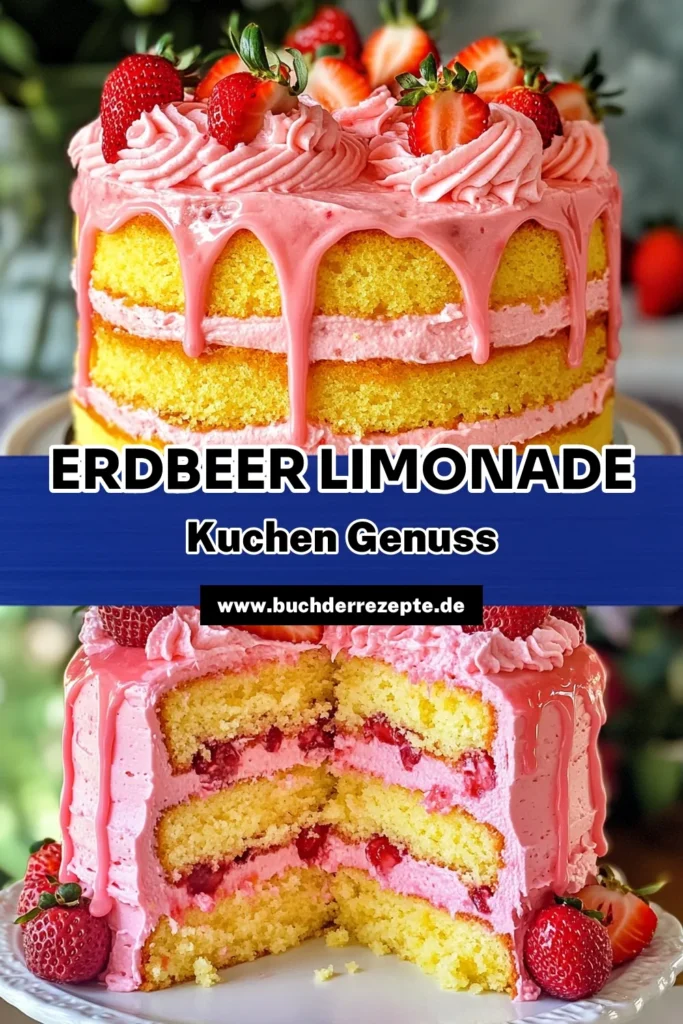Entdecken Sie unser leckeres Erdbeer-Limonade-Kuchen Rezept, perfekt für fruchtige Geburtstagsfeiern! Dieser Zitronen-Lemon Cake vereint frische Erdbeeren und ein unwiderstehliches Zitronenfrosting. Mit einfachen Zutaten zaubern Sie schnell eine köstliche Erdbeertorte, die jeden begeistert. Probieren Sie es aus und bringen Sie Frühlingszauber auf Ihren Tisch! Speichern Sie das Rezept für den nächsten besonderen Anlass! #ErdbeerLimonadeKuchen #LemonCakeRezept #fruchtigerGeburtstagskuchen #leckereErdbeertorte