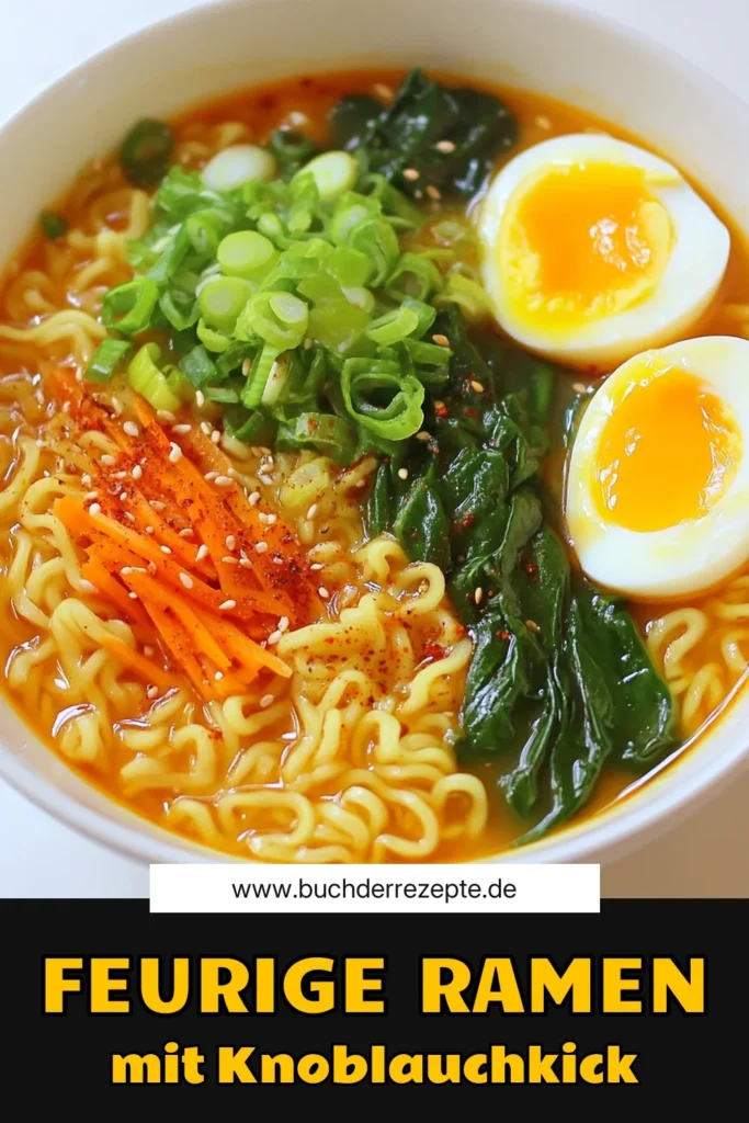 Entdecken Sie dieses feurige Knoblauch Chili Ramen Rezept, das Ihre Geschmacksknospen auf Reisen schickt. Diese scharfen Ramen Nudeln vereinen asiatische Aromen und frisches Gemüse für eine köstliche Instant Ramen mit Gemüse Erfahrung. Ideal für ein schnelles und sättigendes Abendessen, das in nur 15 Minuten zubereitet ist! Speichern Sie das Rezept für Ihre nächste Ramen-Liebe. #KnoblauchChiliRamen #feurigeRamenRezept #scharfeRamenNudeln #asiatischeRamenSuppe