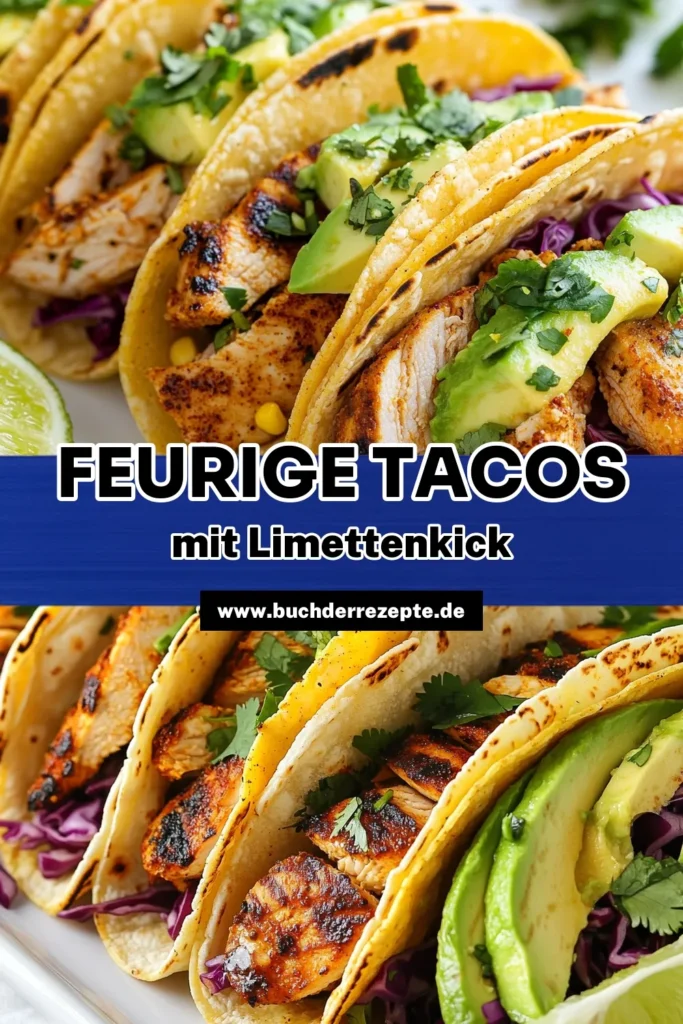 Entdecke das perfekte Rezept für Chili-Limetten-Tacos mit gehäuftem Hühnchen! Diese würzigen Hühnchentacos sind einfach zuzubereiten und vereinen frische Maistortillas mit Avocado und knackigem Kohl. Ideal für dein nächstes Taco-Dinner. Probiere dieses einfache Taco-Rezept und lass dich von dem Geschmack verzaubern! Speichere dir das Rezept und teile es mit Freunden! #ChiliLimettenTacos #HühnchenRezept #WürzigeTacos #EinfacheRezepte
