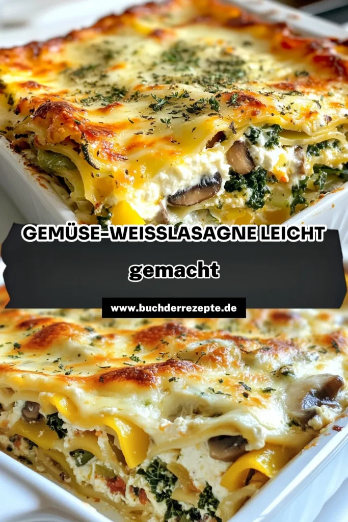 Entdecke unser köstliches Gemüse-Weißlasagne Rezept! Diese vegetarische Lasagne mit Ricotta kombiniert zartes Gemüse wie Grünkohl und Spinat in einer cremigen Weißsoße, die für ein gesundes und schmackhaftes Essen sorgt. Ideal für eine einfache Lasagne mit Gemüse, die du lieben wirst! Perfekt für deine nächste Familienmahlzeit. Probiere es aus und teile deine Kreation! #GemüseWeißlasagne #VegetarischeLasagne #GesundeLasagne #EinfacheLasagne