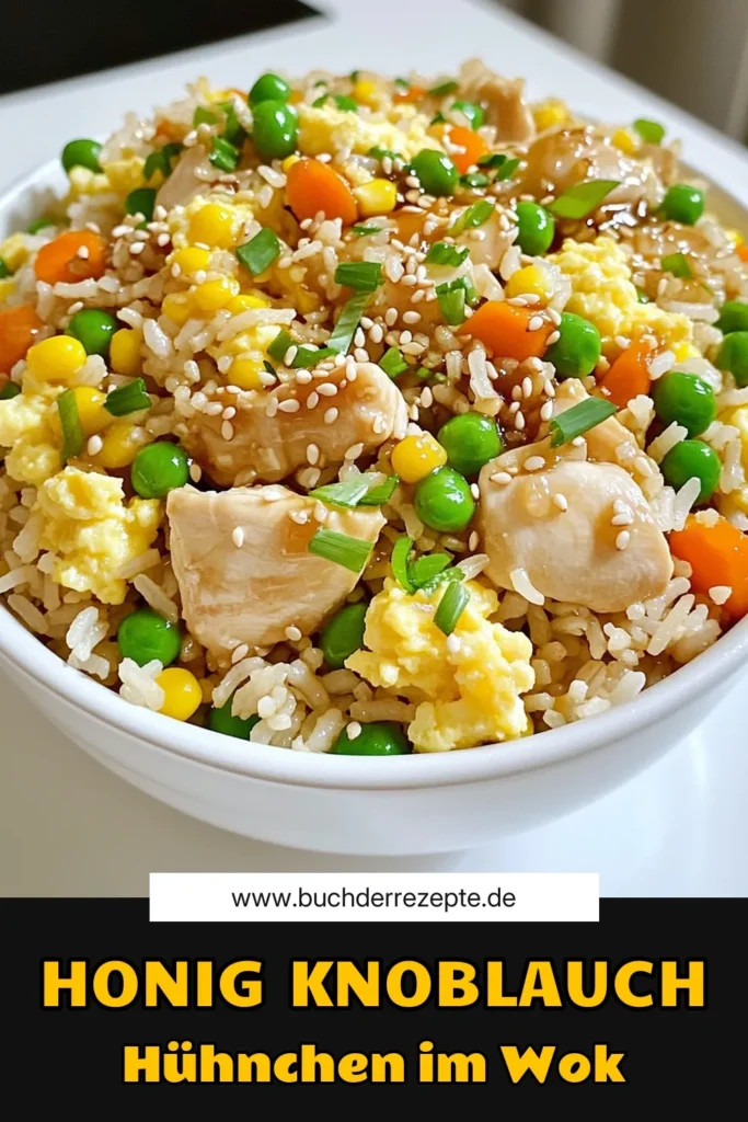 Entdecken Sie das köstliche Rezept für Honig Knoblauch Hühnchen Bratreis! Mit zartem Hähnchen, buntem Gemüse und der süß-würzigen Honig-Knoblauch-Sauce ist dieses Gericht schnell und einfach zubereitet. Perfekt für ein schnelles Abendessen oder Mahlzeiten zum Mitnehmen. Klicken Sie jetzt, um alle Schritte und Tipps zu sehen und verwandeln Sie Ihr Abendessen in ein Geschmackserlebnis! #HonigKnoblauch #Hühnchen #Bratreis #EssenRezept
