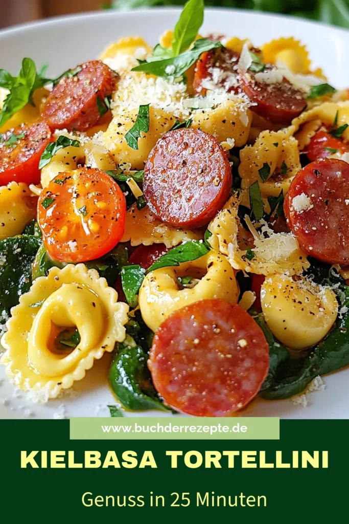 Entdecke dieses köstliche Kielbasa Tortellini Rezept! Einfaches und schnelles Blackstone Grill Rezept, perfekt für jeden Abend. Genieße die Kombination von Käse Tortellini mit Gemüse, frischem Spinat und würziger Kielbasa Wurst. Dieses einfache Tortellini Gericht wird deine Familie begeistern! Probiere es heute aus und lass dich von den Aromen überraschen. Speichere dieses Rezept für später! #KielbasaTortellini #BlackstoneGrill #einfacheTortelliniGerichte #KielbasaWurstRezept