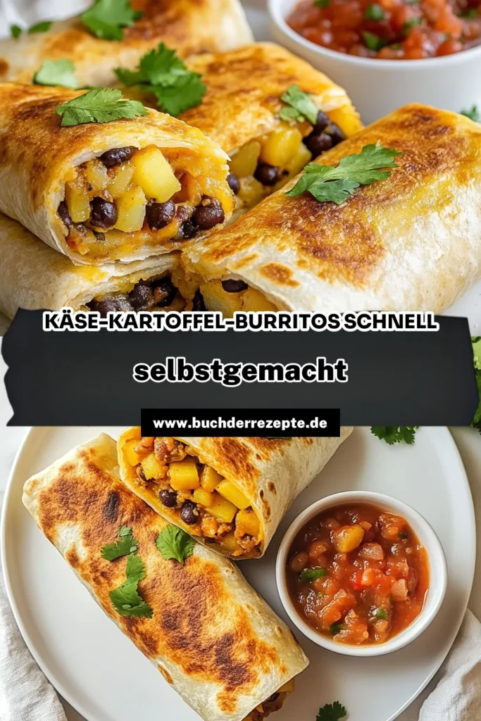 Entdecken Sie unser köstliches Käse-Kartoffel-Burritos Rezept! Diese einfachen Burritos sind ein perfektes vegetarisches Gericht für Liebhaber der mexikanischen Küche. Mit einer herzhaften Mischung aus Kartoffeln, Cheddar und schwarzen Bohnen sind diese Burritos nicht nur schnell zubereitet, sondern auch super lecker. Probieren Sie dieses Burrito-Rezept und bringen Sie Ihren Gaumen zum Strahlen! Speichern Sie das Rezept für ein köstliches Essen! #KäseKartoffelBurritos #einfacheBurritos #vegetarischeBurritos #mexikanischeKüche