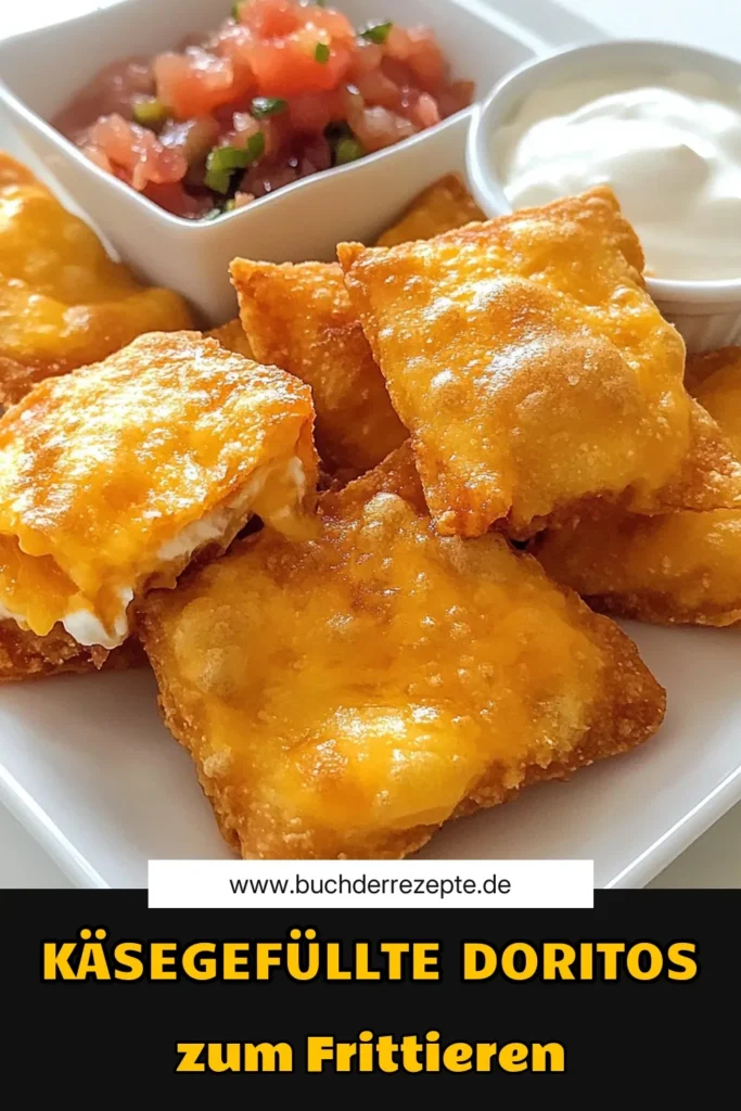 Entdecke, wie du frittierte Doritos in ein unwiderstehliches Snack-Erlebnis verwandelst! Dieses einfache Rezept für käsegefüllte Nacho Chips kombiniert den unverwechselbaren Geschmack von Doritos mit geschmolzenem Käse. Perfekt für Partys oder gemütliche Abende zu Hause. Probiere dieses frittierte Fingerfood aus und serviere es mit Salsa und Sauerrahm. Speichere dieses Doritos Rezept und erfreue deine Freunde! #FrittierteDoritos #KäsegefüllteNachoChips #EinfacheSnackRezepte #FrittiertesFingerfood