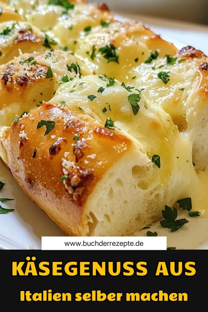 Entdecken Sie unser köstliches italienisches Kräuter-Käse-Brot! Dieses einfache, selbstgemachte Käsebrot kombiniert Mozzarella und Parmesan für einen unwiderstehlichen Geschmack. Das Rezept für dieses italienische Brot ist perfekt für jeden Anlass. Erleben Sie mit unserem italienischen Brotrezeptideen eine neue Genusswelt. Lassen Sie sich inspirieren und probieren Sie es aus! Speichern Sie das Rezept jetzt! #KräuterKäseBrot #italienischesBrotRezept #selbstgemachtesKäsebrot #BrotMitMozzarellaUndParmesan