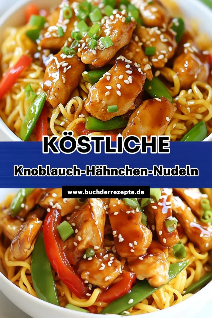 Entdecke unser köstliches Rezept für klebrige Knoblauch-Hähnchen-Nudeln! Diese asiatischen Hähnchen-Nudeln sind das perfekte schnelle Abendessen Rezept, das du in nur 35 Minuten zubereiten kannst. Mit zarten Eiernudeln mit Hähnchen, süßem Honig und aromatischem Knoblauch wirst du deine Familie begeistern. Probiere es aus und genieße jede Gabel! Teile deine Kreationen mit uns! #Rezeptideen #Cuisinestagram #Essen #KochenLernen