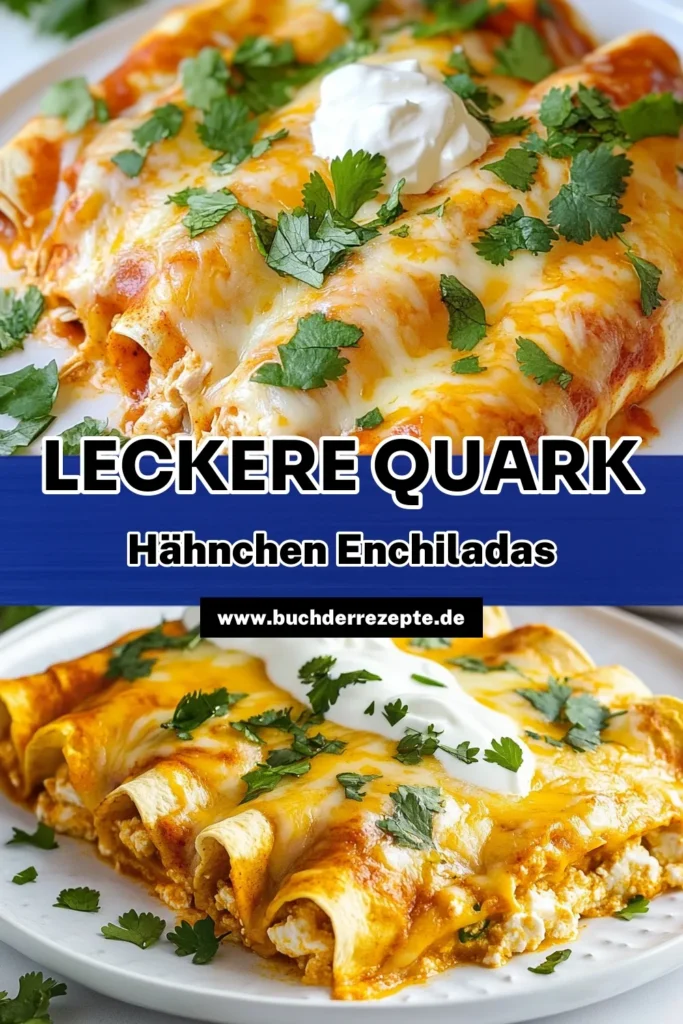 Entdecken Sie unser köstliches Hähnchen Enchiladas Rezept! Diese Quark Hähnchen Enchiladas sind nicht nur einfach zuzubereiten, sondern auch gesund und perfekt für ein schnelles mexikanisches Hähnchenrezept, das die ganze Familie lieben wird. Mit zartem Hähnchen, cremigem Quark und geschmolzenem Käse sind diese einfachen Enchiladas ein Muss. Probieren Sie es aus und bringen Sie etwas Mexiko auf Ihren Tisch! #HähnchenEnchiladasRezept #QuarkHähnchenEnchiladas #gesundeEnchiladas #einfachenEnchiladas