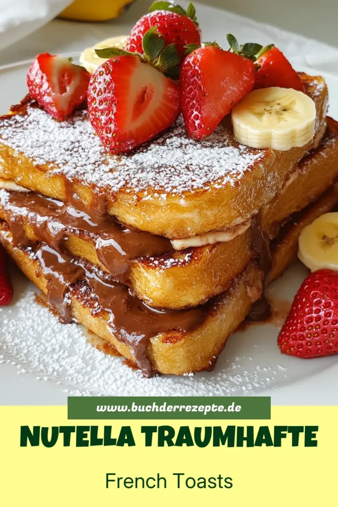 Entdecke dieses leckere Nutella französischer Toast Rezept, ideal für Frühstücksrezepte mit Nutella! Diese süße Toastrezepte aus Brioche sind einfach zuzubereiten und verzaubern mit ihrer knusprigen Außenseite und dem schokoladigen Kern. Bringe dein Frühstück auf das nächste Level mit dieser einfachen französischen Toast Variante. Probiere es aus, teile dein Ergebnis und speichere das Rezept für ein unwiderstehliches Frühstück! #NutellaFrenchToast #Frühstücksideen #BriocheRezept #SüßeToastrezepte