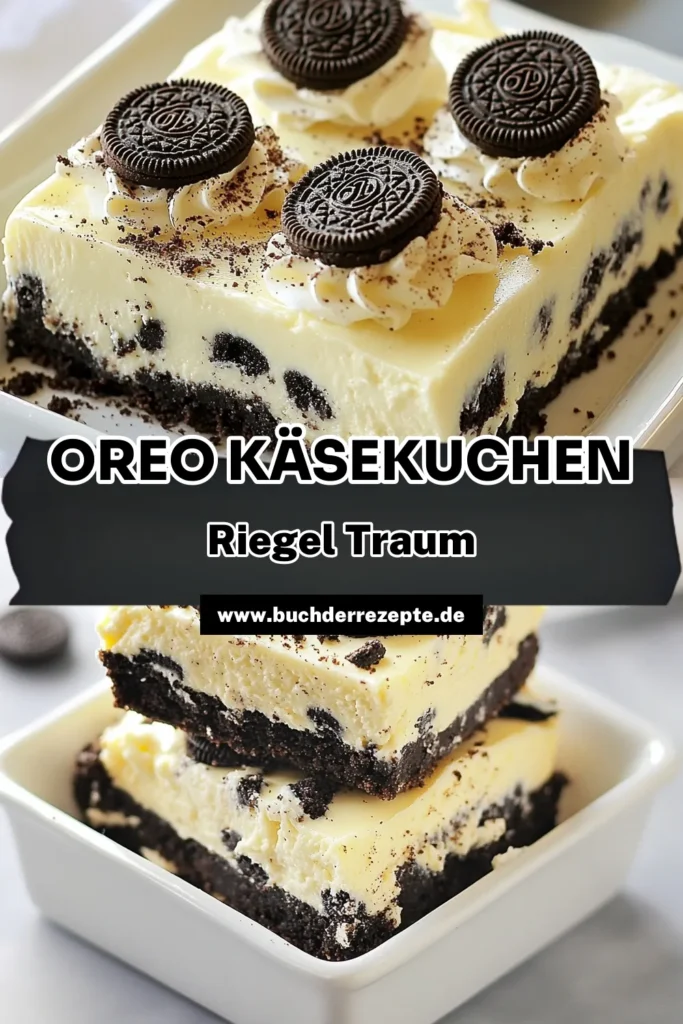 Entdecke unser köstliches Rezept für Oreo Käsekuchen Riegel! Diese einfachen Käsekuchen Bars sind perfekt für jedes Dessert. Mit einem Keksboden aus Oreo Keksen und einer cremigen Frischkäsefüllung ist dieses Oreo Dessert Rezept ein Hit für die ganze Familie. Mach dein eigenes Kehlen Käsekuchen Rezept zu Hause und verwöhne deine Gäste. Speichere dir dieses Rezept und genieße den Genuss! #OreoKäsekuchen #KäsekuchenRezept #OreoDessert #einfacheKäsekuchenBars