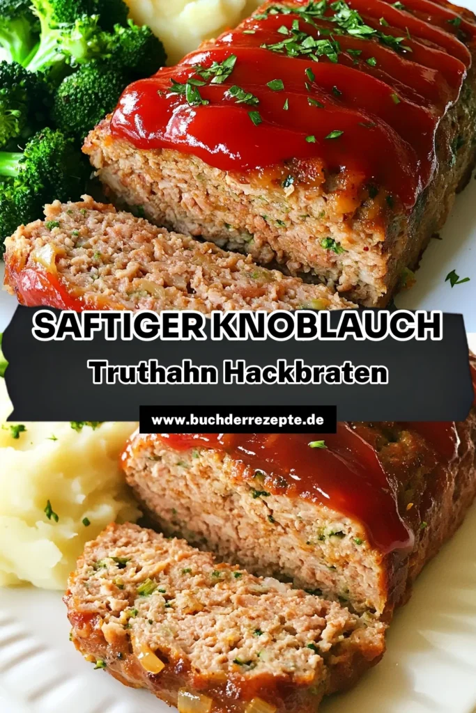 Entdecken Sie unser gesundes Truthahn Rezept für einen köstlichen Knoblauch-Kräuter Hackbraten! Dieses einfaches Hackbraten Rezept kombiniert mageres Truthahnfleisch mit aromatischen Kräutern und einer leckeren Ketchup-Glasur. Ideal für eine gesunde Mahlzeit! Lassen Sie sich inspirieren und probieren Sie es selbst aus! Speichern Sie dieses Rezept und teilen Sie Ihre Kreationen! #Hackbraten #Truthahn #GesundeRezepte #EinfachKochen