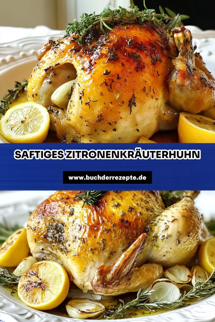 Entdecken Sie das köstliche Rezept für Zitronen-Kräuter-Hähnchen! Dieses aromatische Rösthähnchen wird im Ofen perfekt saftig gebraten und verwöhnt Ihre Sinne mit frischen Kräutern und Zitrone. Ideal für Familienessen oder besondere Anlässe. Folgen Sie unserem einfachen Rösthähnchen Rezept und servieren Sie Ihren Gästen ein unvergessliches Gericht. Jetzt ausprobieren und speichern! #ZitronenKräuterHähnchen #RösthähnchenRezept #KräuterhähnchenImOfen #AromatischesRösthähnchen