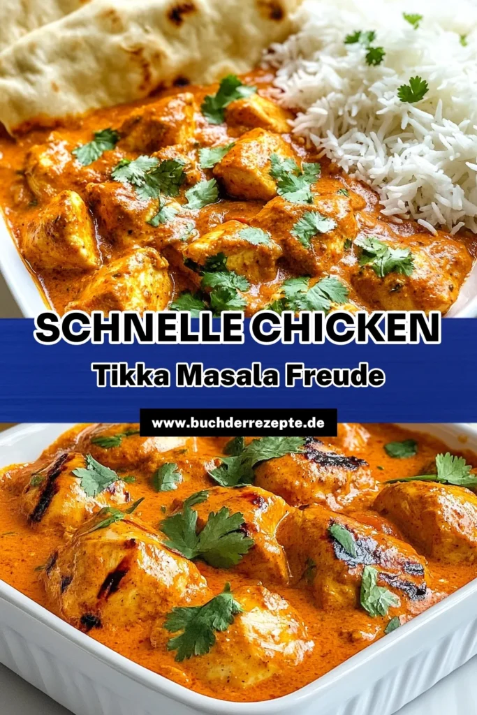 Entdecke unser einfaches Hähnchen Tikka Masala Rezept – ein köstliches indisches Hähnchengericht, das mit einer würzigen Tikka Masala Marinade verfeinert wird. Dieses Curry mit Hähnchen ist perfekt für ein festliches Abendessen und überzeugt durch aromatische Aromen und eine einfache Tikka Masala Zubereitung. Probiere es aus und bringe den Geschmack Indiens in deine Küche! Teile und speichere dieses Rezept! #HähnchenTikkaMasala #IndischeRezepte #CurryMitHähnchen #TikkaMasala