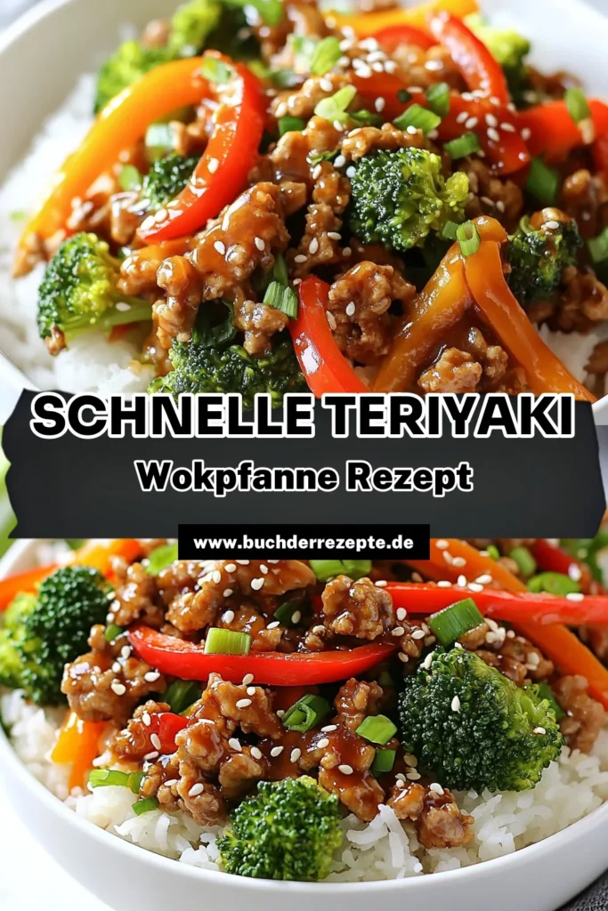 Entdecke unser schnelles Putenhackfleisch Rezept für eine köstliche Teriyaki Wokpfanne! Diese gesunde Wokgericht vereint frisches Gemüse und aromatische asiatische Küche, perfekt für ein gesundes Abendessen. In nur 20 Minuten zauberst du ein einfaches und leckeres Gericht, das jeden begeistert. Probiere es aus und genieße eine gesunde Mahlzeit! Speichere dieses Rezept für später! #TeriyakiWokpfanne #PutenhackfleischRezept #schnelleWokgerichte #asiatischeKüche