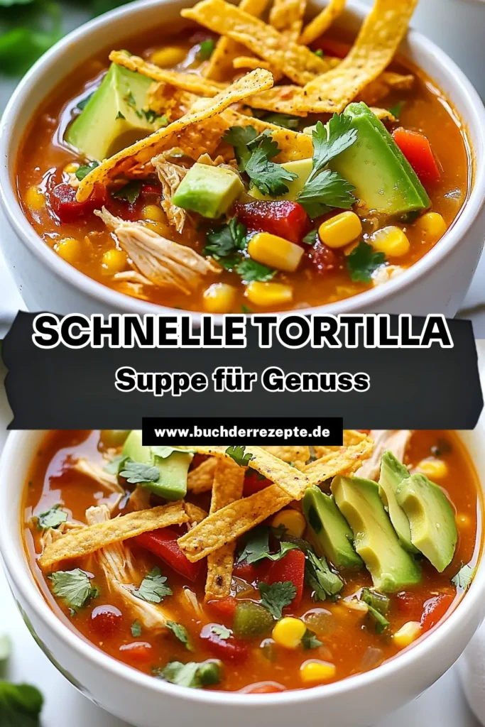 Entdecke die perfekte Schnelle Hühnersuppe mit diesem Instant Pot Rezept für Hähnchen Tortilla Suppe! Dieses einfache mexikanische Suppe Rezept ist ideal für eine schnelle Mahlzeit und bietet köstliche Aromen. Bereite in nur 30 Minuten eine herzhafte Tortilla Suppe zu, die jeder lieben wird. Lass dir diese Rezept-Idee nicht entgehen! Speichere es dir jetzt! #InstantPotRezept #HähnchenTortillaSuppe #TortillaSuppeRezept #EinfacheMexikanischeSuppe