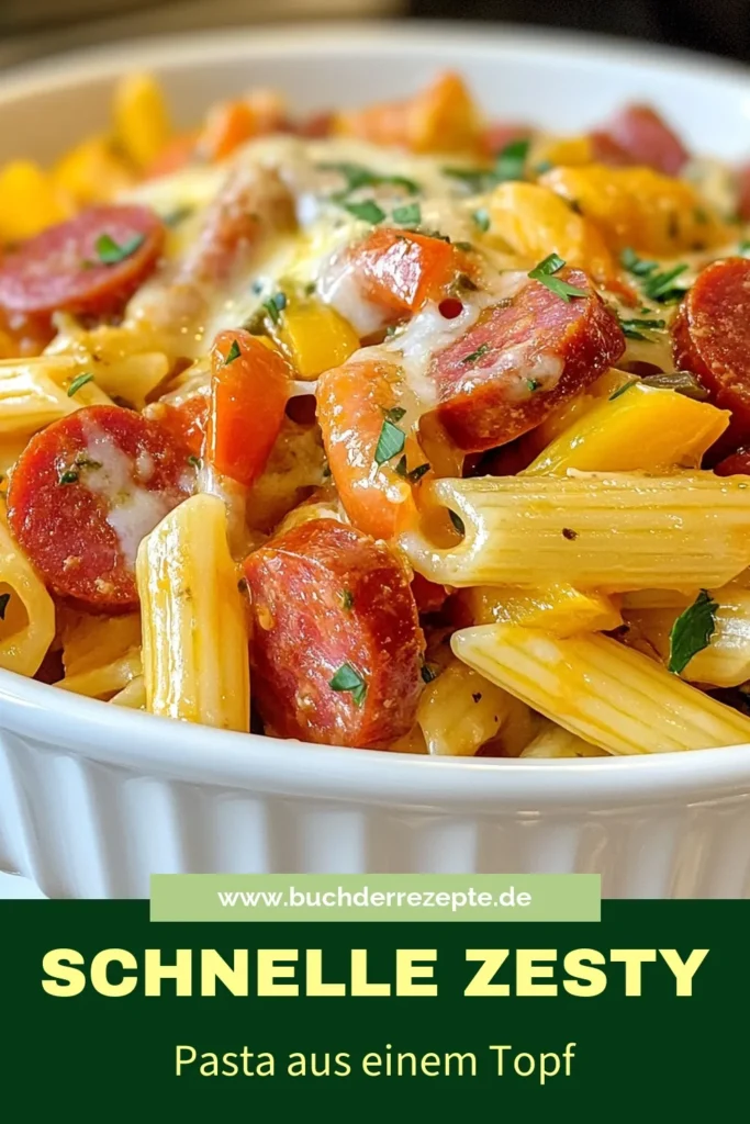 Entdecke dieses einfache One Pot Pasta Rezept für ein köstliches Kielbasa Pasta Gericht! Perfekt für schnelle Abendessen, kombiniert dieses Gericht zarte Penne Pasta mit würziger Kielbasa-Wurst, frischem Gemüse und cremigem Käse. Ein ideales Rezept, wenn du schnelle und einfache Pasta Rezepte suchst. Spare Zeit in der Küche und genieße ein leckeres Essen. Probiere es aus! #PastaMitWurst #OnePotPasta #schnelleAbendessen #KielbasaPasta