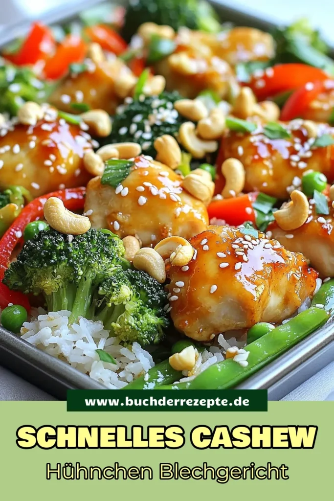 Entdecke dieses köstliche Blech-Pfanne Cashew-Hühnchen Rezept! Mit saftigem Hühnchen mit Brokkoli, knackigen Paprika und ungesalzenen Cashewkernen ist dieses einfache Hühnchenpfanne ein gesundes Ofengericht für die ganze Familie. Perfekt für ein schnelles Abendessen. Lass dir diese leckere Kombination nicht entgehen! Speichere das Rezept für deinen nächsten Kochabend! #CashewHühnchen #GesundesEssen #Ofengerichte #SchnelleRezepte