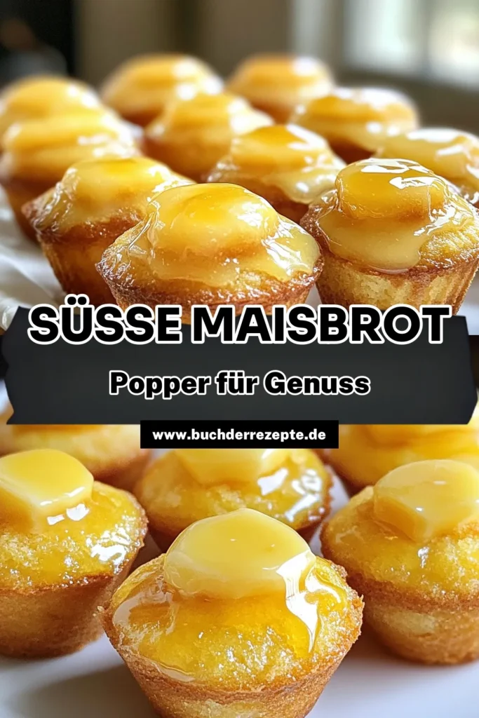 Entdecke unser köstliches Honigbutter-Maisbrot-Popper Rezept! Diese süßen Maisbrot-Muffins sind einfach zuzubereiten und perfekt für jede Gelegenheit. Mit einem zarten Biss und der besten Honigbutter zum Verfeinern sind sie ein wahrer Genuss. Probiere auch die einfache Anleitung zur Honigbutter selber machen! Lass dich inspirieren und pinne dieses einfache Muffin-Rezept für später. #HonigbutterMaisbrot #MaisbrotPopperRezept #süßesMaisbrot #einfacheMuffinRezepte