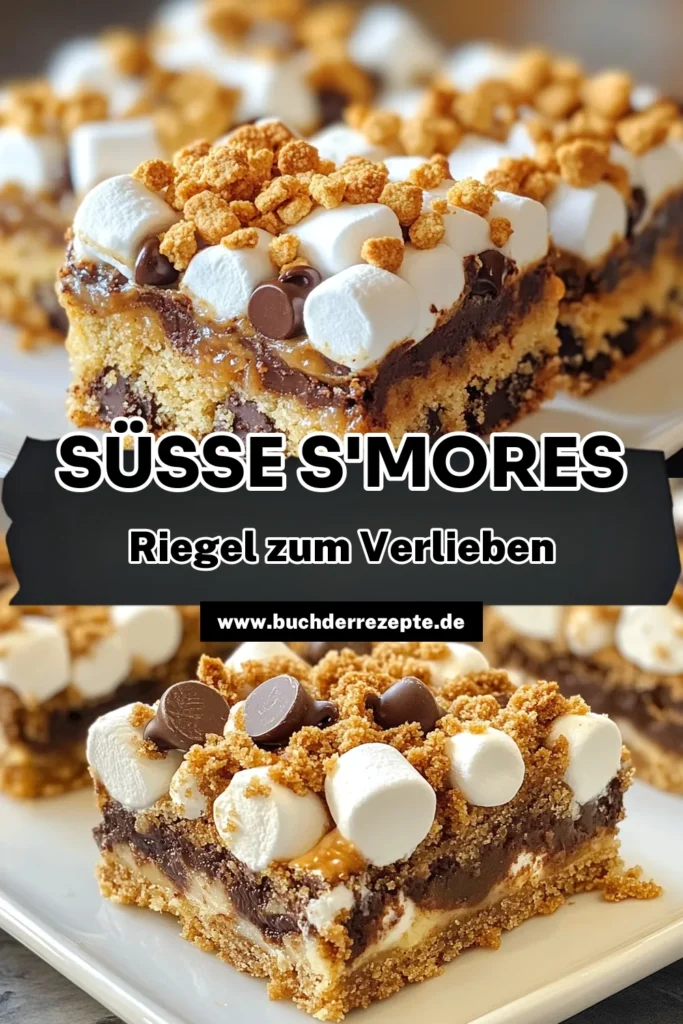 Entdecke dieses einfaches Rezept für S'mores Keksriegel, das perfekt für jede Gelegenheit ist! Diese Keksbars mit Schokolade, Mini-Marshmallows und zerbröselten Graham Crackern kombinieren alle Aromen des klassischen S'mores im handlichen Format. Perfekt für Partys oder für einen süßen Snack zu Hause. Lass dir diese köstlichen Marshmallow Keksriegel nicht entgehen! Probiere es aus und speichere das Rezept für später! #SmoresKeksriegel #backen #Keksbars #Süßigkeiten
