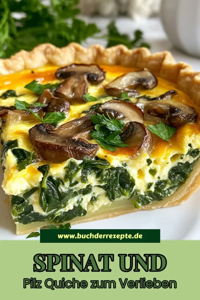 Entdecken Sie dieses einfache und herzhaftes Quiche-Rezept für eine köstliche Spinat-Pilz-Quiche! Mit frischen Zutaten wie Spinat und Champignons ist diese vegetarische Quiche perfekt für jeden Anlass. Ideal für die Familienküche oder als Partyhit. Sie werden lieben, wie schnell sie zubereitet ist! Probieren Sie dieses einfache Quiche-Rezepte jetzt aus und verschenken Sie den Genuss! #Quiche #Kochrezepte #Vegetarisch #LeckerEssen