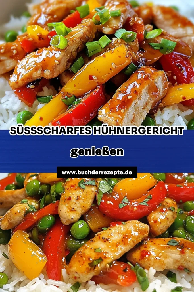Entdecken Sie dieses köstliche süßscharfe Hühnergericht, perfekt für ein schnelles Abendessen Hähnchen! Dieses asiatische Pfannengericht kombiniert zartes Hähnchen mit knackigem Gemüse und einer unwiderstehlichen Chilisauce. Mit nur 25 Minuten Zubereitungszeit ist dieses Hähnchen-Pfanne Rezept ideal für geschäftige Wochentage. Probieren Sie es aus und bringen Sie Abwechslung in Ihre Mahlzeiten! Speichern Sie das Rezept für später! #HähnchenPfanne #süßscharfesHühnergericht #schnellesAbendessen #asiatischesPfannengericht