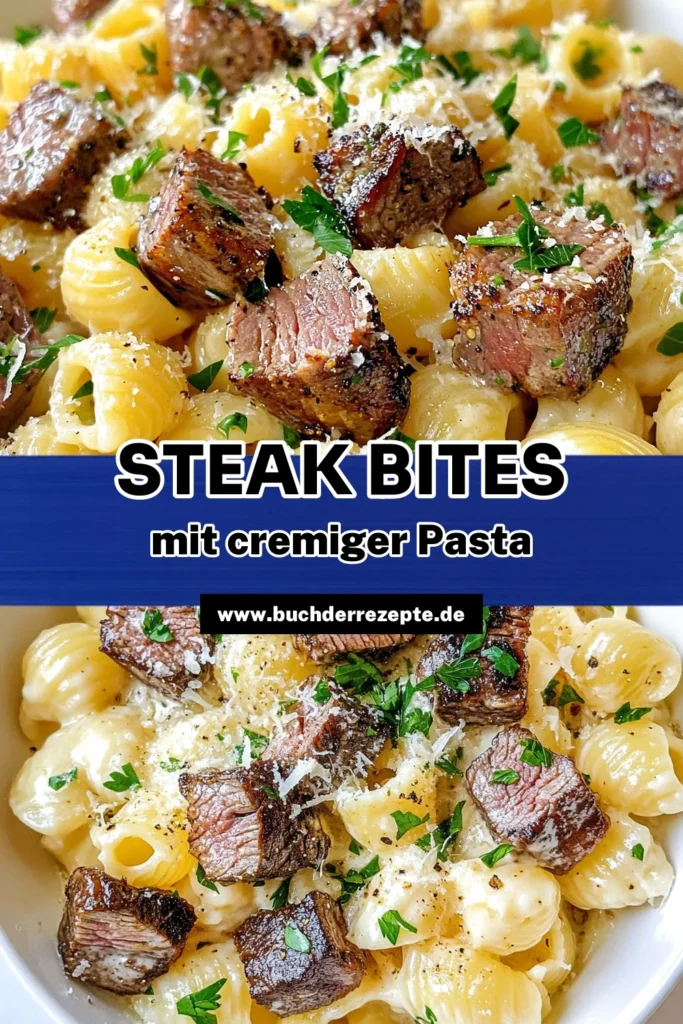 Entdecke das köstliche Steak Bites Rezept mit Muschelnudeln Alfredo! Diese Rinderfilet Pasta begeistert mit zarter Textur und einer cremigen Alfredo-Sauce, die in nur 30 Minuten zubereitet ist. Ideal für schnelle Pasta-Gerichte, die deine Familie lieben wird. Probiere dieses Rezept aus und genieße eine unvergessliche Mahlzeit. Teile und speichere es für später! #SteakBites #Muschelnudeln #RinderfiletPasta #AlfredoSauce