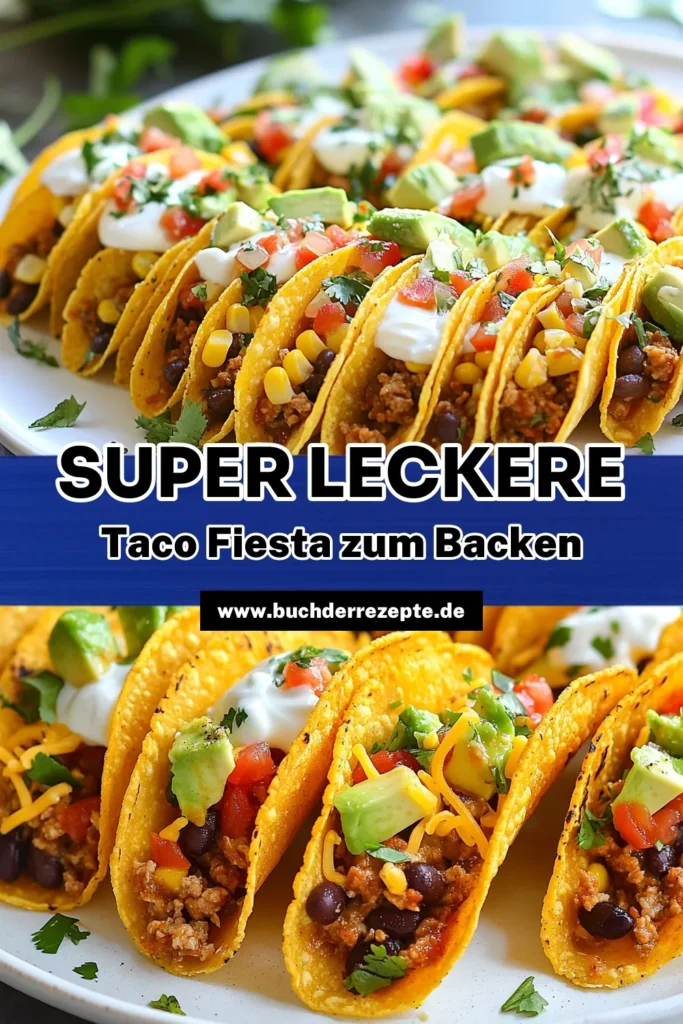 Genießen Sie die köstlichen gebackenen Tacos mit diesem einfachen Taco Fiesta Rezept! Füllungen aus Truthahn und Bohnen in knusprigen mexikanischen Taco Schalen machen jede Mahlzeit zu einem Fest. Ideal für eine schnelle Zubereitung und perfekt für Familie und Freunde. Lassen Sie sich diese süchtig machenden Tacos nicht entgehen! Speichern Sie das Rezept und erleben Sie den Geschmack Mexikos. #gebackeneTacos #TacoFiestaRezept #TacoMitTruthahnUndBohnen #einfacheTacoZubereitung