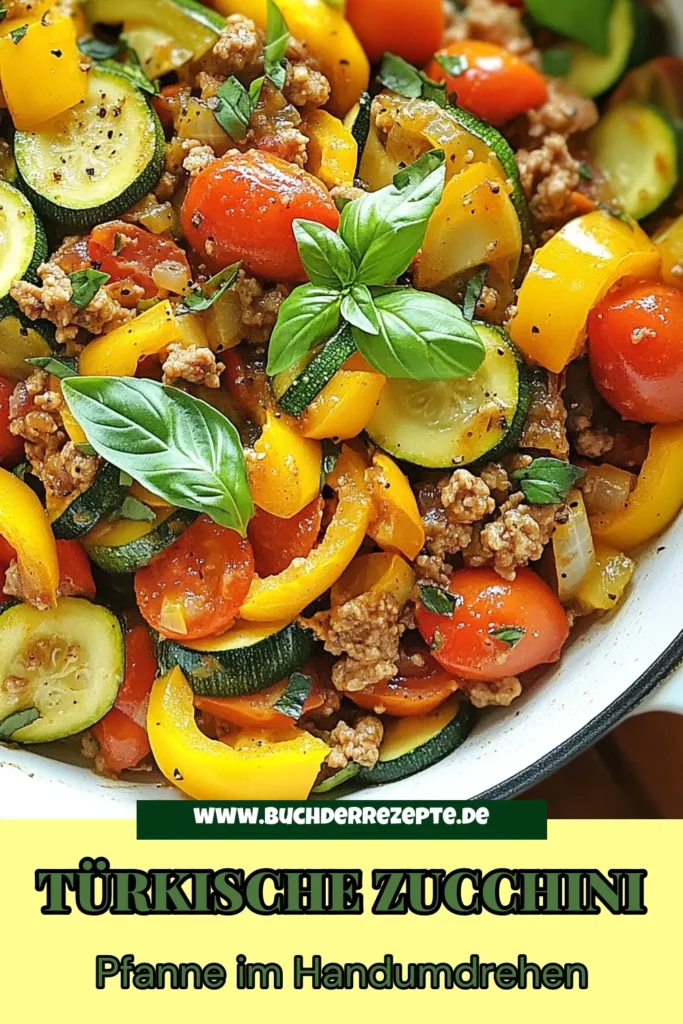 Entdecken Sie dieses köstliche türkische Zucchini-Rezept mit Putenfleisch in einer Pfanne! Ideal für gesunde Zucchini Gerichte – einfach und schnell zubereitet. Diese Putenfleisch Pfanne kombiniert vollmundige Aromen mit italienischer Gewürzmischung und frischen Zutaten. Perfekt für eine ausgewogene Mahlzeit! Probieren Sie es aus und lassen Sie sich inspirieren! #TürkischesZucchiniRezept #PutenfleischPfanne #GesundeZucchiniGerichte #EinfachePfannengerichte