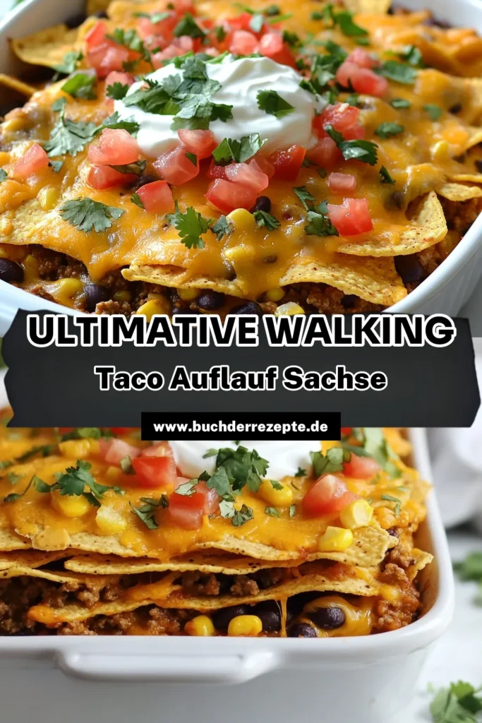 Entdecken Sie dieses köstliche Walking Taco Auflauf Rezept, das einfach zu machen ist und perfekt für jede Gelegenheit geeignet ist! Diese herzhaften Tex-Mex Casserole kombiniert Rinderhackfleisch, scharfe Sauce und Tortilla-Chips zu einem unwiderstehlichen Auflaufgericht. Schnell kochen und für die ganze Familie genießen! Speichern Sie das Rezept für Ihr nächstes Abendessen! #WalkingTacoAuflauf #einfachesTacoRezept #TexMex #schnellkochen