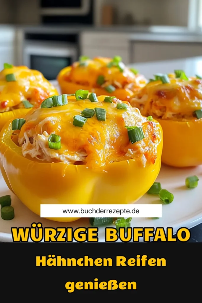 Entdecken Sie unser köstliches Rezept für Buffalo Chicken gefüllte Paprika! Diese gesunde Paprika Füllung kombiniert saftiges Hähnchen mit würziger Buffalo-Sauce für ein einfaches Abendessen, das Ihre Familie lieben wird. Perfekt für jeden Anlass, dieses gefüllte Paprika Rezept ist die ideale Mischung aus Geschmack und Gesundheit. Probieren Sie es heute aus und bringen Sie neuen Schwung in Ihr Abendessen! #BuffaloChicken #gefülltePaprika #einfacheAbendessenIdeen #gesundeRezepte