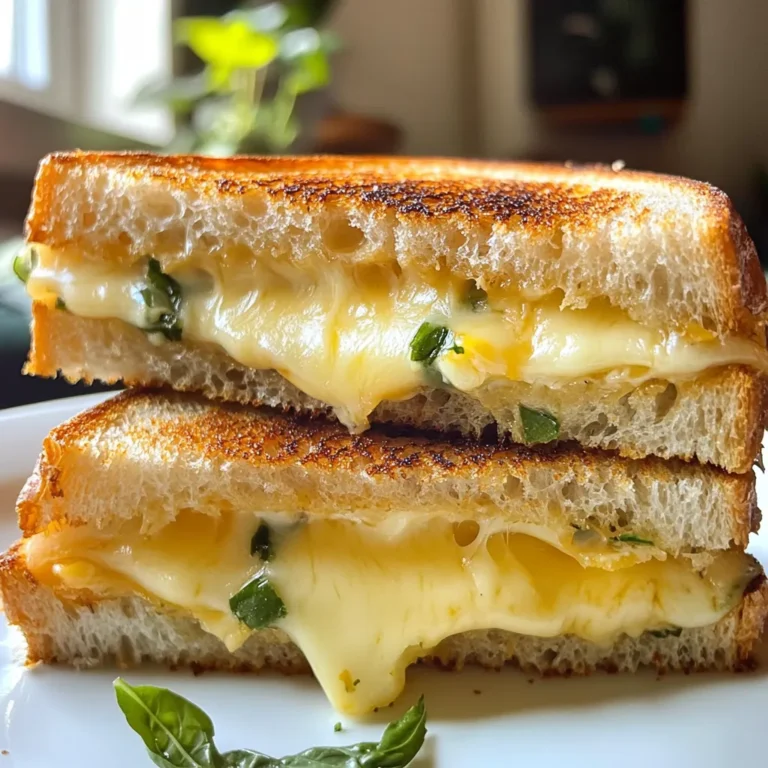 Für ein köstliches gegrilltes Käse-Sandwich benötigst du die richtigen Zutaten. Hier sind sie: - 4 Scheiben Sauerteigbrot - 2 Esslöffel ungesalzene Butter, weich - 1 Tasse scharfer Cheddar-Käse, gerieben - 1/2 Tasse Gruyère-Käse, gerieben - 1 Esslöffel frisches Basilikum, gehackt (optional) - 1/4 Teelöffel Knoblauchpulver - Salz und Pfeffer nach Geschmack Diese Zutaten sorgen für einen tollen Geschmack und eine schöne Textur. Die Wahl des Käses ist entscheidend. Ich empfehle, eine Kombination aus scharfem Cheddar und Gruyère zu verwenden. Cheddar bringt eine kräftige Note mit, während Gruyère für eine cremige Schmelze sorgt. Du kannst auch andere Käsesorten ausprobieren, wie Mozzarella für mehr Dehnung oder Brie für einen milderen Geschmack. Das Brot ist die Basis deines Sandwiches. Sauerteigbrot ist ideal, da es außen knusprig und innen weich ist. Du kannst auch Vollkornbrot oder Ciabatta verwenden. Achte darauf, dass das Brot frisch ist. So vermeidest du ein matschiges Sandwich. {{ingredient_image_2}} Beginne mit der Auswahl der richtigen Zutaten. Du brauchst: - 4 Scheiben Sauerteigbrot - 2 Esslöffel ungesalzene Butter, weich - 1 Tasse scharfer Cheddar-Käse, gerieben - 1/2 Tasse Gruyère-Käse, gerieben - 1 Esslöffel frisches Basilikum, gehackt (optional) - 1/4 Teelöffel Knoblauchpulver - Salz und Pfeffer nach Geschmack Stelle sicher, dass die Butter weich ist. Das macht das Streichen einfacher. Reibe den Käse im Voraus. So sparst du Zeit. Nimm eine kleine Schüssel. Mische die weiche Butter, Knoblauchpulver, eine Prise Salz und Pfeffer. Rühre gut um. Diese aromatische Butter bringt viel Geschmack. Du kannst auch frisches Basilikum hinzufügen. Es fügt eine frische Note hinzu. Verteile die Butter gleichmäßig auf einer Seite jeder Brotscheibe. Achte darauf, dass du genug Butter verwendest. Das macht die Kruste knusprig und goldbraun. Erhitze eine Pfanne auf mittlerer Hitze. Lege zwei Brotscheiben mit der unbutterten Seite nach oben in die Pfanne. Bedecke sie gleichmäßig mit Cheddar und Gruyère. Wenn du möchtest, streue etwas Basilikum darüber. Legen die anderen zwei Brotscheiben darauf, aber mit der buttrigen Seite nach außen. Grillen die Sandwiches für 3-4 Minuten. Drücke leicht mit einem Pfannenwender nach unten. Das sorgt für eine knusprige Kruste. Wende die Sandwiches vorsichtig um und grille die andere Seite. Warte, bis der Käse schmilzt und die Kruste goldbraun wird. Nach dem Grillen lass die Sandwiches eine Minute ruhen. So setzen sich die Aromen. Dann halbieren und heiß servieren. Die perfekte Grilltemperatur liegt bei mittlerer Hitze. So wird das Brot goldbraun und der Käse schmilzt gut. Grillen Sie das Sandwich etwa 3 bis 4 Minuten pro Seite. Achten Sie auf die Farbe des Brotes. Wenn es goldbraun ist, wenden Sie es. Um den Käse gleichmäßig zu schmelzen, verwenden Sie eine Mischung aus Käsesorten. Cheddar und Gruyère sind ideal. Diese Käsesorten schmelzen gut und geben tollen Geschmack. Drücken Sie während des Grillens leicht mit einem Pfannenwender auf das Sandwich. So wird der Käse schneller weich. Gewürze und frische Kräuter machen Ihr Käse-Sandwich besonders. Fügen Sie Knoblauchpulver zur Butter hinzu. Das bringt viel Aroma. Frisches Basilikum ist ein weiterer toller Zusatz. Es passt gut zu Käse und gibt einen frischen Geschmack. Experimentieren Sie mit Ihren Lieblingsgewürzen für mehr Vielfalt. Pro Tipps Wählen Sie den richtigen Käse: Eine Mischung aus scharfem Cheddar und Gruyère sorgt für ein perfektes Geschmacksprofil. Experimentieren Sie auch mit anderen Käsesorten wie Fontina oder Mozzarella für unterschiedliche Texturen. Die richtige Hitze: Grillen Sie das Sandwich bei mittlerer Hitze, um sicherzustellen, dass der Käse vollständig schmilzt, ohne dass das Brot verbrennt. Ein langsames Grillen sorgt für eine goldbraune, knusprige Kruste. Butter gleichmäßig verteilen: Stellen Sie sicher, dass die Butter gleichmäßig auf das Brot aufgetragen wird, um eine gleichmäßige Bräunung und Knusprigkeit zu erreichen. Verwenden Sie ein Buttermesser oder einen Silikonpinsel. Sandwich ruhen lassen: Lassen Sie das Sandwich nach dem Grillen eine Minute ruhen, bevor Sie es schneiden. Dies hilft, dass der geschmolzene Käse nicht ausläuft und das Sandwich stabil bleibt. {{image_4}} Viele lieben es, ihr Käse-Sandwich zu verfeinern. Speck bringt einen tollen Crunch. Er passt gut zu dem schmelzenden Käse. Tomaten geben Frische und saftige Noten. Du kannst frische Tomatenscheiben hinzufügen oder sogar getrocknete Tomaten verwenden. Beides schmeckt himmlisch. Für Veganer gibt es viele Optionen. Du kannst pflanzliche Butter nutzen. Statt Käse nimmst du veganen Käse. Achte darauf, dass er gut schmilzt. Glutenfreies Brot ist einfach zu finden. Probiere verschiedene Sorten aus, um die beste Textur zu finden. Käse ist der Star deines Sandwiches. Experimentiere mit Gouda, Mozzarella oder sogar Blauschimmelkäse. Jeder Käse hat seinen eigenen Geschmack. Auch das Brot kann variieren. Vollkornbrot oder Ciabatta geben einen neuen Twist. Probiere es aus und finde deine Lieblingskombination! Um Reste Ihres gegrillten Käse-Sandwiches gut zu lagern, lassen Sie es zuerst abkühlen. Wickeln Sie es dann in Frischhaltefolie oder legen Sie es in einen luftdichten Behälter. So bleibt das Sandwich frisch. Sie können es bis zu zwei Tage im Kühlschrank aufbewahren. Achten Sie darauf, es nicht zu lange zu lagern, damit der Geschmack erhalten bleibt. Zum Wiedererwärmen gibt es mehrere Optionen. Die beste Methode ist die Pfanne. Erhitzen Sie die Pfanne bei mittlerer Hitze und legen Sie das Sandwich hinein. Grillen Sie es für ein paar Minuten auf jeder Seite. So wird das Brot wieder knusprig und der Käse schmilzt gleichmäßig. Alternativ können Sie auch einen Toaster oder Mikrowelle nutzen, aber das Brot wird nicht knusprig sein. Um Sumpfen und Matsche zu vermeiden, lassen Sie das Sandwich nach dem Grillen ruhen. Dies hilft, den Dampf entweichen zu lassen. Wenn Sie Reste aufbewahren, stellen Sie sicher, dass das Sandwich vollständig abgekühlt ist, bevor Sie es lagern. Vermeiden Sie auch, das Sandwich in einen Behälter zu packen, während es noch warm ist, denn das kann Feuchtigkeit erzeugen. Um ein Anbrennen zu vermeiden, nutzen Sie eine mittlere Hitze. Zu hohe Hitze kann das Brot verbrennen, bevor der Käse schmilzt. Achten Sie darauf, die Pfanne gut vorzuwärmen. Verwenden Sie auch ausreichend Butter auf dem Brot. Dies hilft, eine goldbraune Kruste zu bilden und schützt vor direkter Hitze. Grillen Sie das Sandwich etwa 3-4 Minuten pro Seite. Wenden Sie es, wenn die Unterseite goldbraun ist. Der Käse sollte schön schmelzen. Drücken Sie das Sandwich leicht mit einem Pfannenwender. So entsteht eine knusprigere Kruste und der Käse schmilzt gleichmäßiger. Zu einem gegrillten Käse-Sandwich passen viele Beilagen. Eine warme Tomatensuppe ist klassisch und lecker. Auch ein frischer Salat bringt Farbe und Geschmack. Sie können auch eingelegte Gurken oder Oliven servieren. Diese Beilagen ergänzen das Sandwich perfekt. Ein perfektes gegrilltes Käse-Sandwich braucht die richtigen Zutaten, gute Technik und kreative Variationen. Ich habe dir gezeigt, wie du aromatische Butter machst und die Grilltechnik meisterst. Achte auf die Temperatur für den besten Crunch. Experimentiere mit Käsesorten und füge Beläge hinzu, die dir gefallen. Denke daran, Reste richtig zu lagern, um den vollen Geschmack zu bewahren. Mit diesen Tipps bist du bereit, dein eigenes leckeres Sandwich zuzubereiten. Viel Spaß beim Grillen!