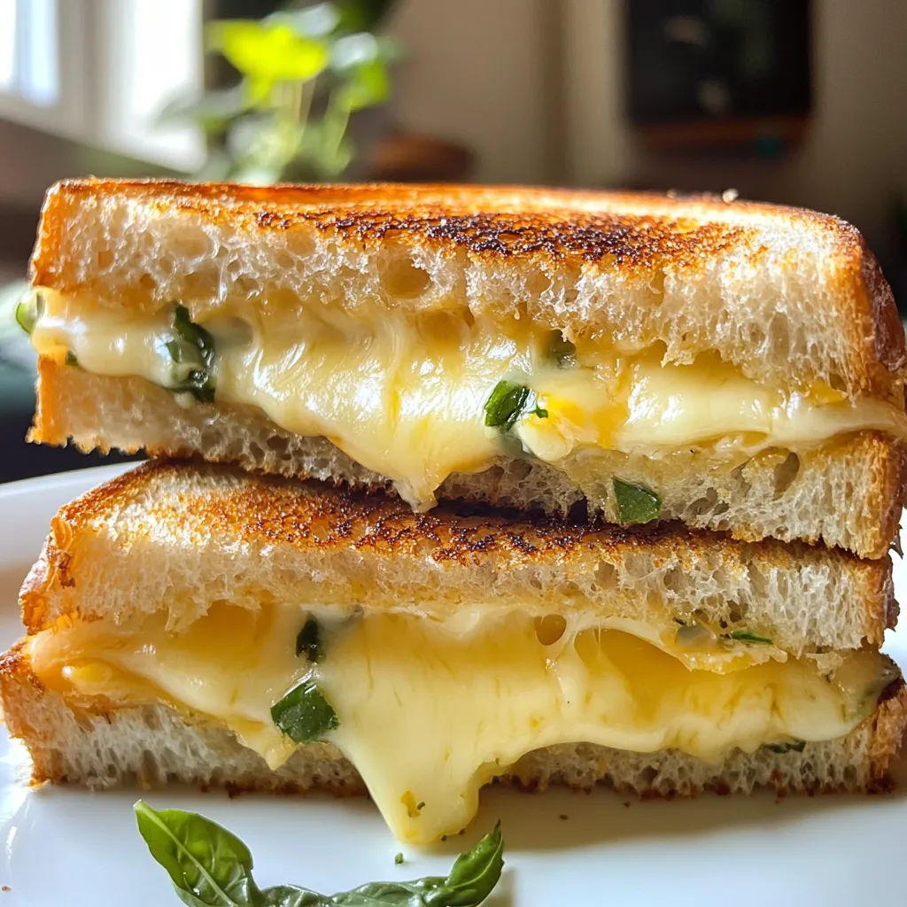 Für ein köstliches gegrilltes Käse-Sandwich benötigst du die richtigen Zutaten. Hier sind sie: - 4 Scheiben Sauerteigbrot - 2 Esslöffel ungesalzene Butter, weich - 1 Tasse scharfer Cheddar-Käse, gerieben - 1/2 Tasse Gruyère-Käse, gerieben - 1 Esslöffel frisches Basilikum, gehackt (optional) - 1/4 Teelöffel Knoblauchpulver - Salz und Pfeffer nach Geschmack Diese Zutaten sorgen für einen tollen Geschmack und eine schöne Textur. Die Wahl des Käses ist entscheidend. Ich empfehle, eine Kombination aus scharfem Cheddar und Gruyère zu verwenden. Cheddar bringt eine kräftige Note mit, während Gruyère für eine cremige Schmelze sorgt. Du kannst auch andere Käsesorten ausprobieren, wie Mozzarella für mehr Dehnung oder Brie für einen milderen Geschmack. Das Brot ist die Basis deines Sandwiches. Sauerteigbrot ist ideal, da es außen knusprig und innen weich ist. Du kannst auch Vollkornbrot oder Ciabatta verwenden. Achte darauf, dass das Brot frisch ist. So vermeidest du ein matschiges Sandwich. {{ingredient_image_2}} Beginne mit der Auswahl der richtigen Zutaten. Du brauchst: - 4 Scheiben Sauerteigbrot - 2 Esslöffel ungesalzene Butter, weich - 1 Tasse scharfer Cheddar-Käse, gerieben - 1/2 Tasse Gruyère-Käse, gerieben - 1 Esslöffel frisches Basilikum, gehackt (optional) - 1/4 Teelöffel Knoblauchpulver - Salz und Pfeffer nach Geschmack Stelle sicher, dass die Butter weich ist. Das macht das Streichen einfacher. Reibe den Käse im Voraus. So sparst du Zeit. Nimm eine kleine Schüssel. Mische die weiche Butter, Knoblauchpulver, eine Prise Salz und Pfeffer. Rühre gut um. Diese aromatische Butter bringt viel Geschmack. Du kannst auch frisches Basilikum hinzufügen. Es fügt eine frische Note hinzu. Verteile die Butter gleichmäßig auf einer Seite jeder Brotscheibe. Achte darauf, dass du genug Butter verwendest. Das macht die Kruste knusprig und goldbraun. Erhitze eine Pfanne auf mittlerer Hitze. Lege zwei Brotscheiben mit der unbutterten Seite nach oben in die Pfanne. Bedecke sie gleichmäßig mit Cheddar und Gruyère. Wenn du möchtest, streue etwas Basilikum darüber. Legen die anderen zwei Brotscheiben darauf, aber mit der buttrigen Seite nach außen. Grillen die Sandwiches für 3-4 Minuten. Drücke leicht mit einem Pfannenwender nach unten. Das sorgt für eine knusprige Kruste. Wende die Sandwiches vorsichtig um und grille die andere Seite. Warte, bis der Käse schmilzt und die Kruste goldbraun wird. Nach dem Grillen lass die Sandwiches eine Minute ruhen. So setzen sich die Aromen. Dann halbieren und heiß servieren. Die perfekte Grilltemperatur liegt bei mittlerer Hitze. So wird das Brot goldbraun und der Käse schmilzt gut. Grillen Sie das Sandwich etwa 3 bis 4 Minuten pro Seite. Achten Sie auf die Farbe des Brotes. Wenn es goldbraun ist, wenden Sie es. Um den Käse gleichmäßig zu schmelzen, verwenden Sie eine Mischung aus Käsesorten. Cheddar und Gruyère sind ideal. Diese Käsesorten schmelzen gut und geben tollen Geschmack. Drücken Sie während des Grillens leicht mit einem Pfannenwender auf das Sandwich. So wird der Käse schneller weich. Gewürze und frische Kräuter machen Ihr Käse-Sandwich besonders. Fügen Sie Knoblauchpulver zur Butter hinzu. Das bringt viel Aroma. Frisches Basilikum ist ein weiterer toller Zusatz. Es passt gut zu Käse und gibt einen frischen Geschmack. Experimentieren Sie mit Ihren Lieblingsgewürzen für mehr Vielfalt. Pro Tipps Wählen Sie den richtigen Käse: Eine Mischung aus scharfem Cheddar und Gruyère sorgt für ein perfektes Geschmacksprofil. Experimentieren Sie auch mit anderen Käsesorten wie Fontina oder Mozzarella für unterschiedliche Texturen. Die richtige Hitze: Grillen Sie das Sandwich bei mittlerer Hitze, um sicherzustellen, dass der Käse vollständig schmilzt, ohne dass das Brot verbrennt. Ein langsames Grillen sorgt für eine goldbraune, knusprige Kruste. Butter gleichmäßig verteilen: Stellen Sie sicher, dass die Butter gleichmäßig auf das Brot aufgetragen wird, um eine gleichmäßige Bräunung und Knusprigkeit zu erreichen. Verwenden Sie ein Buttermesser oder einen Silikonpinsel. Sandwich ruhen lassen: Lassen Sie das Sandwich nach dem Grillen eine Minute ruhen, bevor Sie es schneiden. Dies hilft, dass der geschmolzene Käse nicht ausläuft und das Sandwich stabil bleibt. {{image_4}} Viele lieben es, ihr Käse-Sandwich zu verfeinern. Speck bringt einen tollen Crunch. Er passt gut zu dem schmelzenden Käse. Tomaten geben Frische und saftige Noten. Du kannst frische Tomatenscheiben hinzufügen oder sogar getrocknete Tomaten verwenden. Beides schmeckt himmlisch. Für Veganer gibt es viele Optionen. Du kannst pflanzliche Butter nutzen. Statt Käse nimmst du veganen Käse. Achte darauf, dass er gut schmilzt. Glutenfreies Brot ist einfach zu finden. Probiere verschiedene Sorten aus, um die beste Textur zu finden. Käse ist der Star deines Sandwiches. Experimentiere mit Gouda, Mozzarella oder sogar Blauschimmelkäse. Jeder Käse hat seinen eigenen Geschmack. Auch das Brot kann variieren. Vollkornbrot oder Ciabatta geben einen neuen Twist. Probiere es aus und finde deine Lieblingskombination! Um Reste Ihres gegrillten Käse-Sandwiches gut zu lagern, lassen Sie es zuerst abkühlen. Wickeln Sie es dann in Frischhaltefolie oder legen Sie es in einen luftdichten Behälter. So bleibt das Sandwich frisch. Sie können es bis zu zwei Tage im Kühlschrank aufbewahren. Achten Sie darauf, es nicht zu lange zu lagern, damit der Geschmack erhalten bleibt. Zum Wiedererwärmen gibt es mehrere Optionen. Die beste Methode ist die Pfanne. Erhitzen Sie die Pfanne bei mittlerer Hitze und legen Sie das Sandwich hinein. Grillen Sie es für ein paar Minuten auf jeder Seite. So wird das Brot wieder knusprig und der Käse schmilzt gleichmäßig. Alternativ können Sie auch einen Toaster oder Mikrowelle nutzen, aber das Brot wird nicht knusprig sein. Um Sumpfen und Matsche zu vermeiden, lassen Sie das Sandwich nach dem Grillen ruhen. Dies hilft, den Dampf entweichen zu lassen. Wenn Sie Reste aufbewahren, stellen Sie sicher, dass das Sandwich vollständig abgekühlt ist, bevor Sie es lagern. Vermeiden Sie auch, das Sandwich in einen Behälter zu packen, während es noch warm ist, denn das kann Feuchtigkeit erzeugen. Um ein Anbrennen zu vermeiden, nutzen Sie eine mittlere Hitze. Zu hohe Hitze kann das Brot verbrennen, bevor der Käse schmilzt. Achten Sie darauf, die Pfanne gut vorzuwärmen. Verwenden Sie auch ausreichend Butter auf dem Brot. Dies hilft, eine goldbraune Kruste zu bilden und schützt vor direkter Hitze. Grillen Sie das Sandwich etwa 3-4 Minuten pro Seite. Wenden Sie es, wenn die Unterseite goldbraun ist. Der Käse sollte schön schmelzen. Drücken Sie das Sandwich leicht mit einem Pfannenwender. So entsteht eine knusprigere Kruste und der Käse schmilzt gleichmäßiger. Zu einem gegrillten Käse-Sandwich passen viele Beilagen. Eine warme Tomatensuppe ist klassisch und lecker. Auch ein frischer Salat bringt Farbe und Geschmack. Sie können auch eingelegte Gurken oder Oliven servieren. Diese Beilagen ergänzen das Sandwich perfekt. Ein perfektes gegrilltes Käse-Sandwich braucht die richtigen Zutaten, gute Technik und kreative Variationen. Ich habe dir gezeigt, wie du aromatische Butter machst und die Grilltechnik meisterst. Achte auf die Temperatur für den besten Crunch. Experimentiere mit Käsesorten und füge Beläge hinzu, die dir gefallen. Denke daran, Reste richtig zu lagern, um den vollen Geschmack zu bewahren. Mit diesen Tipps bist du bereit, dein eigenes leckeres Sandwich zuzubereiten. Viel Spaß beim Grillen!