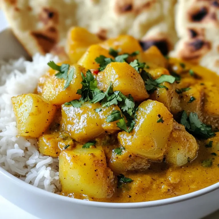 Die Basis für mein persisches Kartoffel-Curry sind frische und einfache Zutaten. Hier sind die Hauptzutaten, die du brauchst: - 4 mittelgroße Kartoffeln, geschält und gewürfelt - 1 große Zwiebel, fein gehackt - 3 Knoblauchzehen, gehackt - 1 Esslöffel Ingwer, gerieben - 1 große Tomate, gewürfelt - 1 Dose (400 ml) Kokosmilch Diese Zutaten geben dem Curry seine leckere und reichhaltige Basis. Die Kartoffeln sorgen für eine schöne Textur. Die Zwiebel, der Knoblauch und der Ingwer bringen einen tollen Geschmack. Die Gewürze sind der Schlüssel zu diesem Gericht. Sie verleihen dem Curry Tiefe und Aroma. Hier sind die wichtigsten Gewürze, die du benötigst: - 2 Esslöffel Currypulver - 1 Teelöffel Kurkuma - 1 Teelöffel gemahlener Kreuzkümmel - Salz und Pfeffer nach Geschmack Currypulver bringt eine Mischung aus verschiedenen Gewürzen. Kurkuma gibt eine schöne Farbe und hat viele gesundheitliche Vorteile. Kreuzkümmel fügt einen warmen, erdigen Geschmack hinzu. Diese Gewürze machen das Curry besonders lecker. Um das Curry noch besser zu präsentieren, kannst du es garnieren. Ich empfehle frische Korianderblätter. Sie geben einen schönen Kontrast und frischen Geschmack. Zusätzlich kannst du das Curry mit Beilagen servieren. Lockerer Basmati-Reis ist eine tolle Wahl. Warmes Naan-Brot passt auch perfekt dazu. Ein Spritzer Limettensaft kurz vor dem Servieren hebt den Geschmack hervor. Probiere es aus und genieße dein Gericht! {{ingredient_image_2}} Für dieses Curry sind frische Zutaten wichtig. Sie bringen den besten Geschmack hervor. Beginne mit diesen Zutaten: - 4 mittelgroße Kartoffeln, geschält und gewürfelt - 1 große Zwiebel, fein gehackt - 3 Knoblauchzehen, gehackt - 1 Esslöffel Ingwer, gerieben - 1 große Tomate, gewürfelt - 1 Dose (400 ml) Kokosmilch - 2 Esslöffel Currypulver - 1 Teelöffel Kurkuma - 1 Teelöffel gemahlener Kreuzkümmel - Salz und Pfeffer nach Geschmack - 2 Esslöffel Pflanzenöl - Frische Korianderblätter zum Garnieren - Saft von 1 Limette Schneide zuerst die Kartoffeln in Würfel. Dann hacke die Zwiebel, den Knoblauch und den Ingwer. Diese Schritte sind entscheidend für den Geschmack. Erhitze das Pflanzenöl in einem großen Topf bei mittlerer Hitze. Füge die Zwiebel hinzu und brate sie an. Sie sollte etwa 5-7 Minuten braten, bis sie goldbraun ist. Dann kommen der Knoblauch und der Ingwer in den Topf. Brate sie für 1-2 Minuten an. Jetzt füge die gewürfelte Tomate hinzu. Lass sie für 3-4 Minuten kochen, bis sie zerfällt. Dann streue das Currypulver, den Kurkuma und den Kreuzkümmel hinein. Rühre gut um und röste die Gewürze für 1 Minute. Jetzt sind die Kartoffeln an der Reihe. Mische sie gut mit der Zwiebelmischung. Gieße die Kokosmilch hinein und würze mit Salz und Pfeffer. Bring die Mischung zum Köcheln. Decke den Topf ab und reduziere die Hitze. Lass das Curry für 20-25 Minuten köcheln, bis die Kartoffeln zart sind. Vergiss nicht, gelegentlich umzurühren. Wenn die Kartoffeln gar sind, füge den Limettensaft hinzu und passe die Gewürze an. Für eine bessere Textur solltest du die Kartoffeln gleichmäßig würfeln. So garen sie gleichmäßig. Wenn du das Curry cremiger magst, kannst du mehr Kokosmilch hinzufügen. Ein zusätzlicher Spritzer Limettensaft gibt dem Gericht Frische. Korianderblätter als Garnitur bringen Farbe und Geschmack. Experimentiere mit den Gewürzen, um den perfekten Geschmack zu finden. Ein häufiger Fehler ist, die Zwiebeln nicht lange genug zu braten. Das macht sie nicht süß genug. Achte darauf, dass sie schön goldbraun werden. Ein weiterer Fehler ist, die Gewürze zu früh hinzuzufügen. Röstet sie zuerst an, um den Geschmack zu verstärken. Vermeide es auch, zu viel Wasser hinzuzufügen. Die Kokosmilch sorgt für die richtige Konsistenz. Du kannst das Curry nach deinem Geschmack anpassen. Füge mehr Gemüse hinzu, wie zum Beispiel Karotten oder Erbsen. Wenn du es schärfer magst, gib mehr Currypulver oder frische Chilis dazu. Auch das Hinzufügen von Kichererbsen macht das Curry nahrhafter. Probiere verschiedene Kräuter anstelle von Koriander, wenn du möchtest. Es gibt viele Wege, um dein Gericht einzigartig zu machen. Um das Curry frisch zu halten, lagere es in einem luftdichten Behälter. Es bleibt im Kühlschrank etwa 3-4 Tage gut. Zum Wiedererwärmen kannst du es in einem Topf oder der Mikrowelle erhitzen. Achte darauf, es gut umzurühren, damit es gleichmäßig warm wird. Wenn du das Curry länger aufbewahren möchtest, friere es ein. So bleibt der Geschmack bis zu 3 Monate erhalten. Pro Tipps Garnieren für zusätzlichen Geschmack: Fügen Sie frische Limettenzesten hinzu, um dem Curry eine zusätzliche Geschmacksnote zu verleihen. Kartoffelvariationen: Verwenden Sie verschiedene Kartoffelsorten wie Süßkartoffeln oder festkochende Kartoffeln für unterschiedliche Texturen und Aromen. Gewürze anpassen: Experimentieren Sie mit zusätzlichen Gewürzen wie Zimt oder Nelken für eine interessante Geschmacksdimension. Vorbereitung der Zutaten: Bereiten Sie alle Zutaten im Voraus vor, um den Kochprozess zu erleichtern und die Aromen optimal zu entfalten. {{image_4}} Persisches Curry hat viele regionale Varianten. In Teheran, zum Beispiel, nutzen Köche oft Linsen oder Kichererbsen. Diese Zutaten machen das Gericht nahrhafter. In anderen Regionen fügen sie frische Kräuter wie Dill oder Petersilie hinzu. Diese Kräuter bringen frische Aromen. Du kannst auch lokale Gemüsesorten verwenden, die du magst. So wird das Curry ganz nach deinem Geschmack. Wenn du vegan bist, ersetze die Kokosmilch nicht. Sie ist schon pflanzlich. Du kannst auch Gemüsebrühe verwenden, um den Geschmack zu ändern. Für glutenfreie Optionen achte darauf, dass dein Currypulver glutenfrei ist. Das Rezept ist von Natur aus glutenfrei, also keine Sorge. Du kannst auch Tofu hinzufügen, um mehr Protein zu erhalten. Das Curry passt perfekt zu Basmati-Reis oder warmem Naan-Brot. Beide Beilagen ergänzen die Aromen gut. Du kannst auch einen frischen Salat dazu servieren. Ein einfacher Gurkensalat bringt Frische ins Gericht. Wenn du es schärfer magst, füge Chiliflocken hinzu. So bleibt dein Essen spannend und lecker. Um Reste von Persischem Kartoffel-Curry zu lagern, lassen Sie das Curry zuerst abkühlen. Füllen Sie es dann in einen luftdichten Behälter. So bleibt der Geschmack frisch. Stellen Sie sicher, dass der Behälter gut verschlossen ist, um die Feuchtigkeit zu halten. Im Kühlschrank bleibt das Curry bis zu drei Tage frisch. Wenn Sie mehr Zeit haben, können Sie das Curry auch einfrieren. Achten Sie darauf, es in portionsgerechte Behälter zu füllen. Für das Wiedererwärmen gibt es einfache Schritte. Nehmen Sie das Curry aus dem Kühlschrank oder Gefrierfach. Wenn es gefroren ist, lassen Sie es über Nacht im Kühlschrank auftauen. Erhitzen Sie das Curry in einem Topf bei mittlerer Hitze. Fügen Sie einen Spritzer Wasser oder Kokosmilch hinzu, um die Textur zu verbessern. Rühren Sie gut um, damit es gleichmäßig heiß wird. Sie können auch die Mikrowelle nutzen. Stellen Sie die Mikrowelle auf mittlere Leistung und erhitzen Sie es in kurzen Intervallen. Die Haltbarkeit des Currys hängt von der Lagerung ab. Im Kühlschrank bleibt es etwa drei Tage frisch. Wenn Sie das Curry einfrieren, hält es bis zu drei Monate. Die Frische ist wichtig, damit der Geschmack nicht leidet. Achten Sie darauf, dass das Curry keine Anzeichen von Verderb zeigt, wie unangenehmer Geruch oder Verfärbungen. Genießen Sie die Reste mit frischen Beilagen, um den Geschmack aufzufrischen. Ja, du kannst das Curry leicht anpassen. Zucchini, Karotten oder Erbsen passen gut. Diese Gemüsesorten bringen neue Aromen. Sie sind auch gesund und lecker. Experimentiere mit deinem Lieblingsgemüse. Achte darauf, die Kochzeit anzupassen. Weichere Gemüse benötigen weniger Zeit. Du kannst die Gewürze nach deinem Geschmack ändern. Mehr Currypulver gibt mehr Wärme. Wenn du es schärfer magst, füge Chili oder Cayennepfeffer hinzu. Für eine mildere Variante, reduziere das Currypulver. Frische Kräuter wie Koriander oder Petersilie geben zusätzlichen Geschmack. Probiere, was dir gefällt, und schaffe deine eigene Mischung. Persisches Kartoffel-Curry ist meist mild. Die Gewürze sind aromatisch, aber nicht scharf. Du kannst die Schärfe leicht erhöhen, wenn du magst. Füge einfach mehr scharfe Gewürze hinzu. Probiere es zuerst mit etwas weniger. So kontrollierst du die Schärfe für dein Gericht. Das persische Kartoffel-Curry vereint einfache Zutaten, Gewürze und köstliche Beilagen. In der Schritt-für-Schritt-Anleitung habe ich erklärt, wie du es perfekt zubereitest. Wir haben auch Tipps gegeben, um typische Fehler zu vermeiden und das Gericht anzupassen. Weitere Variationen machen das Rezept spannend für alle Essgewohnheiten. Denke daran, die Reste richtig zu lagern, damit du lange Freude daran hast. Experimentiere mit verschiedenen Gemüsesorten und genieße dein leckeres Curry. Kochen macht Spaß, und dieses Gericht wird deine Familie begeistern!