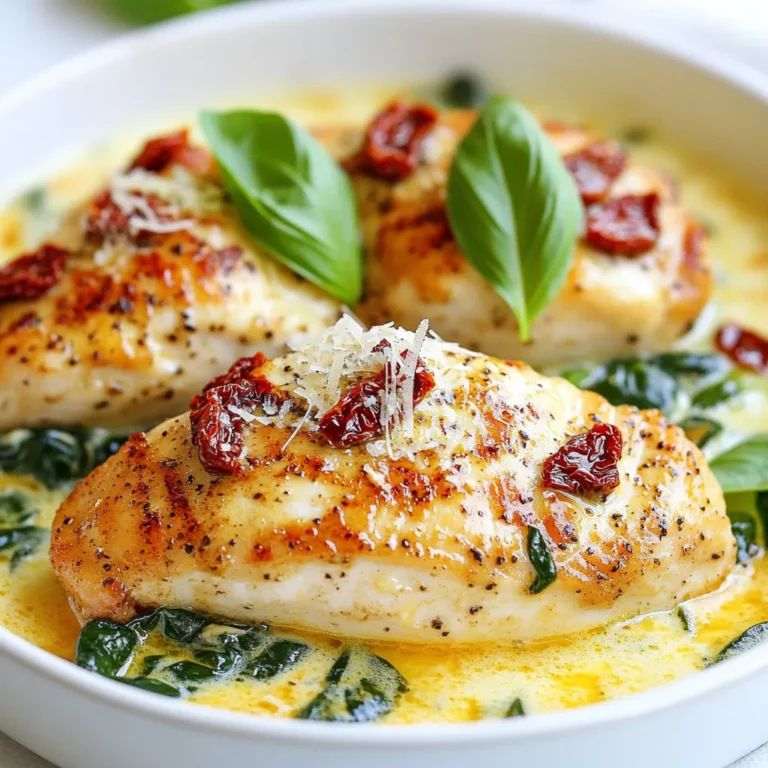 - 4 Hähnchenbrustfilets ohne Haut und Knochen - 1 Tasse Sahne - 1 Tasse Hühnerbrühe (low sodium) - 1 Tasse getrocknete Tomaten, grob gehackt - 1 Tasse frischer Spinat Die Hähnchenbrustfilets sind die Hauptzutat. Sie geben dem Gericht den Hauptgeschmack. Ich wähle immer frische, hochwertige Hähnchenbrust. Sahne macht die Soße cremig und reichhaltig. Die Hühnerbrühe gibt dem Gericht Tiefe. Getrocknete Tomaten bringen eine süße und würzige Note. Frischer Spinat sorgt für Farbe und einen gesunden Kick. - 2 Esslöffel Olivenöl - 1 Teelöffel italienische Gewürzmischung - ½ Teelöffel rote Paprikaflocken (optional) - ½ Teelöffel Salz - ½ Teelöffel schwarzer Pfeffer Olivenöl ist ideal zum Braten. Es hat einen tollen Geschmack und ist gesund. Die italienische Gewürzmischung bringt Aromen wie Oregano und Thymian. Rote Paprikaflocken fügen eine kleine Schärfe hinzu. Salz und Pfeffer sind unerlässlich, um die Aromen zu verstärken. - ½ Tasse geriebener Parmesan - Frische Basilikumblätter zur Garnitur Der geriebene Parmesan schmilzt und gibt einen herzhaften Geschmack. Frische Basilikumblätter sind der perfekte Abschluss. Sie bringen Frische und Farbe auf den Teller. Beide machen das Gericht optisch und geschmacklich besonders. {{ingredient_image_2}} - Erhitze 2 Esslöffel Olivenöl in einer großen Pfanne. - Füge 4 Hähnchenbrustfilets hinzu und würze sie mit ½ Teelöffel Salz und ½ Teelöffel schwarzem Pfeffer. - Brate die Filets für etwa 6-7 Minuten auf jeder Seite. Sie sollten goldbraun und durchgegart sein. - Nimm das Hähnchen aus der Pfanne und stelle es beiseite. - Gib 3 fein gehackte Knoblauchzehen in die Pfanne und brate sie für 30 Sekunden. - Gieße dann 1 Tasse Hühnerbrühe in die Pfanne. Schabe den Boden der Pfanne ab, um alle leckeren Rückstände zu lösen. - Lass die Brühe leicht köcheln. - Reduziere die Hitze und rühre 1 Tasse Sahne, 1 Tasse grob gehackte getrocknete Tomaten und 1 Teelöffel italienische Gewürzmischung ein. - Lass alles für 2-3 Minuten köcheln, bis die Soße leicht eindickt. - Füge 1 Tasse frischen Spinat hinzu und rühre, bis er zusammengefallen ist. - Gib das gebratene Hähnchen zurück in die Pfanne und wende es in der Soße. - Streue ½ Tasse geriebenen Parmesan über das Hähnchen und lasse ihn schmelzen. - Lasse das Gericht für weitere 2-3 Minuten auf dem Herd. - Garniere es mit frischen Basilikumblättern. Um das Hähnchen perfekt zu garen, gibt es einige einfache Tipps. Verwende frische Hähnchenbrustfilets. Diese sollten gleichmäßig dick sein. So garen sie gleichmäßig. Brate die Filets etwa 6-7 Minuten auf jeder Seite. Wenn sie goldbraun sind, sind sie meist durch. Du kannst ein Fleischthermometer nutzen. Die Innentemperatur sollte 75 Grad Celsius betragen. Lass das Hähnchen nach dem Braten einige Minuten ruhen. So bleibt der Saft im Fleisch. Die Soße ist das Herzstück des Gerichts. Wenn sie zu dick ist, füge mehr Hühnerbrühe hinzu. Für eine dickere Soße kannst du die Sahne etwas länger köcheln lassen. Rühre während des Kochens gut um. So bleibt die Soße schön cremig. Probiere die Soße vor dem Servieren. Du kannst die Würze nach deinem Geschmack anpassen. Vielleicht magst du mehr Salz oder Pfeffer. Frische Zutaten machen das Gericht lebendig. Du kannst Gemüse wie Zucchini oder Paprika hinzufügen. Diese passen gut zur Soße. Auch Brokkoli oder grüne Bohnen sind lecker. Sie bringen Farbe und Nährstoffe. Wenn du frischen Spinat verwendest, achte darauf, ihn nur kurz zu garen. So bleibt er schön grün und knackig. Pro Tipps Hähnchen marinieren: Mariniere das Hähnchen mindestens 30 Minuten vorher in einer Mischung aus Olivenöl, Zitronensaft und Gewürzen, um mehr Geschmack zu erzielen. Die Soße anpassen: Experimentiere mit verschiedenen Kräutern und Gewürzen in der Soße, wie z.B. Oregano oder Thymian, um den Geschmack nach deinem Gusto zu variieren. Frischer Spinat: Füge den Spinat erst kurz vor dem Servieren hinzu, damit er seine leuchtende grüne Farbe und Nährstoffe behält. Parmesan richtig schmelzen: Streue den Parmesan erst am Ende über das Gericht und lasse es bei niedriger Hitze schmelzen, um eine cremige Konsistenz zu erreichen. {{image_4}} Keto-Optionen Für eine Keto-Diät ist dieses Gericht perfekt. Es hat wenig Kohlenhydrate. Du kannst die Sahne und den Parmesan für mehr Geschmack beibehalten. Achte darauf, keine zusätzlichen Kohlenhydrate hinzuzufügen. Verwende frische, natürliche Zutaten. So bleibt das Gericht gesund und lecker. Glutenfreie Alternativen Das Gericht ist von Natur aus glutenfrei. Achte darauf, dass die Brühe und die Gewürze keine Glutenstoffe enthalten. So kannst du sicher sein, dass du eine glutenfreie Mahlzeit hast. Verwende frische Zutaten, um den besten Geschmack zu erzielen. Um eine vegetarische Version zu machen, ersetze das Hähnchen durch Tofu oder Gemüse. Tofu ist eine tolle Wahl. Es nimmt die Aromen der Soße gut auf. Du kannst auch Gemüse wie Zucchini oder Auberginen verwenden. Brate sie in der Pfanne, wie du das Hähnchen gemacht hast. So bekommst du eine leckere und gesunde Mahlzeit. Füge weitere Zutaten hinzu, um das Gericht zu variieren. Pilze passen sehr gut zu diesem Rezept. Sie geben eine schöne Textur und Geschmack. Auch Artischocken können eine gute Wahl sein. Sie sind gesund und machen das Gericht bunter. Experimentiere mit diesen Zutaten, um neue Geschmäcker zu entdecken. Lagere das Low Carb Tuscan Chicken in einem luftdichten Behälter. Stelle sicher, dass es gut gekühlt ist. Der Kühlschrank ist der beste Ort. So bleibt das Gericht frisch und lecker. Wie lange ist das Gericht haltbar? Bei richtiger Lagerung hält es sich etwa 3 bis 4 Tage. Achte darauf, dass der Behälter gut verschlossen ist. Nach dieser Zeit kann der Geschmack nachlassen. Die besten Methoden zum Aufwärmen des Gerichts sind einfach. Erhitze es in einer Pfanne bei mittlerer Hitze. Füge etwas Wasser oder Brühe hinzu, um die Soße geschmeidig zu halten. Du kannst auch die Mikrowelle nutzen. Stelle sicher, dass das Gericht gleichmäßig warm wird. Low Carb Tuscan Chicken hat sehr wenige Kohlenhydrate. Pro Portion gibt es etwa 5 Gramm. Die Hauptquellen sind die Sahne und die getrockneten Tomaten. Die anderen Zutaten fügen kaum Kohlenhydrate hinzu. Wenn du auf deine Kohlenhydrate achtest, ist dieses Gericht ideal. Es lässt sich gut in eine Low-Carb-Diät integrieren. Ja, du kannst die Sahne ersetzen. Eine gute Alternative ist Kokosmilch. Sie gibt eine ähnliche Cremigkeit und ist auch Low Carb. Du kannst auch Mandelmilch oder Cashewcreme verwenden. Diese Optionen sind leichter und haben weniger Fett. Achte darauf, die Gewürze anzupassen, wenn du sie verwendest. So bleibt der Geschmack lecker und rund. Die Zubereitung dauert insgesamt etwa 30 Minuten. Du brauchst ca. 10 Minuten für die Vorbereitung. Das Kochen dauert dann 20 Minuten. Es ist schnell und einfach. Das Gericht eignet sich gut für ein schnelles Abendessen nach einem langen Tag. Dieses Gericht vereint frische Zutaten und einfache Zubereitung. Du hast gelernt, wie du Hähnchen, eine cremige Soße und Gemüse kombinierst. Die Tipps helfen dir, das Gericht perfekt hinzubekommen. Denk daran, dass du auch Varianten für verschiedene Diäten nutzen kannst. Nimm dir Zeit, um die Schritte zu genießen. Mit diesen Informationen machst du dein Essen lecker und gesund. Du bist bereit, das Rezept auszuprobieren und zu experimentieren. Guten Appetit!