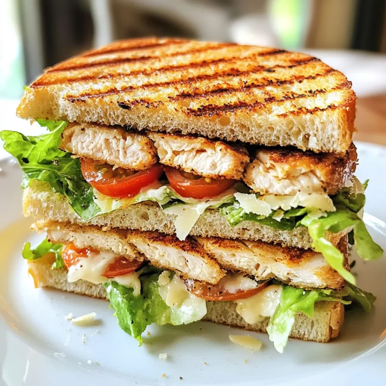 Für dieses leckere Chicken Caesar Sandwich brauchst du einige einfache Zutaten. Hier ist die Liste: - 2 Hähnchenbrustfilets ohne Knochen und Haut - 1 Esslöffel Olivenöl - Salz und schwarzer Pfeffer nach Geschmack - 1 Tasse Römersalat, grob gehackt - 1/2 Tasse Caesar-Dressing (fertig gekauft oder selbstgemacht) - 1/4 Tasse geriebener Parmesan - 4 Scheiben Vollkornbrot (oder Brot nach Wahl) - 1/4 Tasse Kirschtomaten, halbiert - Frische Basilikumblätter zur Garnierung (optional) Jede dieser Zutaten bringt ihren eigenen Geschmack in das Sandwich. Das Hähnchen ist die Hauptquelle für Eiweiß. Der Römersalat sorgt für Frische und Knusprigkeit. Das Dressing gibt dem Ganzen den berühmten Caesar-Geschmack. Möchtest du etwas Abwechslung? Hier sind einige Alternativen und Ergänzungen: - Verwende Putenbrust statt Hähnchen für einen anderen Geschmack. - Probiere ein anderes Brot, wie Ciabatta oder Baguette. - Füge Avocadoscheiben für mehr Cremigkeit hinzu. - Statt Parmesan kannst du auch Feta oder Gouda verwenden. - Kresse oder Spinat können den Salat aufpeppen. Diese Optionen machen dein Sandwich noch spannender. Experimentiere und finde deine perfekte Mischung. Lass uns einen Blick auf die Nährstoffe werfen. - Hähnchenbrust ist reich an Proteinen. Sie unterstützt den Muskelaufbau. - Olivenöl enthält gesunde Fette. Es ist gut für das Herz. - Römersalat bietet Ballaststoffe und Vitamine. Das unterstützt die Verdauung. - Parmesan liefert Kalzium und Protein. Es gibt dem Gericht Geschmack. - Vollkornbrot hat mehr Ballaststoffe als Weißbrot. Es hält dich länger satt. Das Sandwich ist also nicht nur lecker, sondern auch gesund. Es bringt dir viele wichtige Nährstoffe. {{ingredient_image_2}} Um das Hähnchen vorzubereiten, heizen Sie den Grill oder die Grillpfanne auf mittelhohe Temperatur vor. Nehmen Sie die Hähnchenbrustfilets und würzen Sie sie großzügig mit Olivenöl, Salz und schwarzem Pfeffer. Das gibt dem Fleisch Geschmack. Grillen Sie die Hähnchenbrust für etwa 6-7 Minuten pro Seite. Achten Sie darauf, dass der Saft klar austritt, wenn es fertig ist. Lassen Sie das Hähnchen nach dem Grillen 5 Minuten ruhen. So bleibt es saftig. Während das Hähnchen ruht, bereiten Sie den Caesar-Salat vor. Nehmen Sie eine mittelgroße Schüssel und geben Sie den grob gehackten Römersalat hinein. Fügen Sie das Caesar-Dressing hinzu, entweder gekauft oder selbstgemacht. Mischen Sie alles gut, bis der Salat gleichmäßig mit Dressing bedeckt ist. Dies gibt dem Salat einen tollen Geschmack. Jetzt kommt der spannende Teil: das Sandwich zusammenstellen! Nehmen Sie die gerösteten Scheiben Vollkornbrot. Legen Sie auf jede Scheibe eine großzügige Menge der Caesar-Salat-Mischung. Dann schneiden Sie die gegrillten Hähnchenbrustfilets in dünne Streifen und fügen Sie diese hinzu. Streuen Sie den geriebenen Parmesan und die halbierten Kirschtomaten gleichmäßig darüber. Decken Sie das Sandwich mit einer weiteren Scheibe Brot ab. Wenn Sie mögen, garnieren Sie es mit frischen Basilikumblättern. Schneiden Sie das Sandwich in der Mitte durch, um es einfacher zu essen. Genießen Sie Ihr leckeres Chicken Caesar Sandwich! Grillen Sie das Hähnchen richtig, um es saftig und zart zu halten. Beginnen Sie mit dem Vorheizen des Grills. Er sollte mittelhoch sein. Würzen Sie die Hähnchenbrustfilets mit Olivenöl, Salz und Pfeffer. Legen Sie die Filets auf den Grill. Grillen Sie sie 6-7 Minuten pro Seite. Prüfen Sie, ob der Saft klar austritt. Lassen Sie das Hähnchen fünf Minuten ruhen, bevor Sie es schneiden. Dies hilft, den Saft zu halten. Für Sandwiches ist frisches, knuspriges Brot wichtig. Vollkornbrot gibt einen nussigen Geschmack. Es ist auch gesund. Sie können auch Ciabatta oder Baguette verwenden. Achten Sie darauf, das Brot leicht zu rösten. So bleibt es knusprig, wenn Sie das Sandwich zusammenbauen. Röstung fügt auch einen tollen Geschmack hinzu. Das Caesar-Dressing kann variieren. Fertig gekauftes Dressing ist schnell und einfach. Wenn Sie selbstgemacht wollen, kombinieren Sie Mayonnaise, Knoblauch, Zitronensaft und Parmesan. Für eine leichtere Option verwenden Sie Joghurt statt Mayonnaise. Fügen Sie frische Kräuter wie Petersilie hinzu, um mehr Geschmack zu erhalten. Experimentieren Sie mit verschiedenen Zutaten, um Ihre perfekte Mischung zu finden. Pro Tipps Hähnchen marinieren: Lassen Sie die Hähnchenbrustfilets vor dem Grillen mindestens 30 Minuten im Olivenöl und den Gewürzen marinieren, um mehr Geschmack zu erhalten. Frische Zutaten verwenden: Verwenden Sie frischen Römersalat und frisch geriebenen Parmesan für den besten Geschmack und eine ansprechende Textur. Perfekte Röstaromen: Achten Sie darauf, das Brot nicht zu lange zu rösten, damit es knusprig bleibt, aber nicht verbrennt. Zusätzliche Aromen: Fügen Sie einen Spritzer Zitronensaft oder ein paar Kapern hinzu, um eine zusätzliche Geschmackstiefe zu erreichen. {{image_4}} Für eine leckere vegetarische Option nutzen Sie gegrillte Gemüse oder Tofu. Marinieren Sie das Gemüse in Olivenöl und Gewürzen. Grillen Sie es, bis es zart ist. Tofu ist eine großartige Proteinquelle. Verwenden Sie festen Tofu, schneiden Sie ihn in Scheiben, und grillen Sie ihn. Der Geschmack wird dank des Caesar-Dressings wunderbar. Fügen Sie einige Extras hinzu, um den Geschmack zu verbessern. Kirschtomaten bringen Süße. Avocado sorgt für Cremigkeit. Auch Röstzwiebeln geben einen tollen Crunch. Sie können auch Speck oder Hühnchenstreifen hinzufügen, um mehr Protein zu bekommen. Für eine frische Note sind Gurkenscheiben oder Radieschen perfekt. Die Wahl des Brotes macht einen großen Unterschied. Vollkornbrot ist nahrhaft und hat tollen Geschmack. Baguette verleiht dem Sandwich eine knusprige Textur. Ciabatta ist luftig und leicht. Toasten Sie das Brot, um es extra knusprig zu machen. So wird das Sandwich noch besser! Um Reste Ihres Chicken Caesar Sandwiches richtig zu lagern, verwenden Sie einen luftdichten Behälter. Legen Sie die Sandwiches in den Kühlschrank. Sie können sie auch in Frischhaltefolie einwickeln. So bleibt das Brot frisch und der Salat knusprig. Lagern Sie die Sandwiches nicht länger als drei Tage, um die beste Qualität zu gewährleisten. Wenn Sie Ihr Sandwich wieder aufwärmen möchten, verwenden Sie einen Toaster oder eine Pfanne. Das gibt dem Brot eine schöne Knusprigkeit. Legen Sie das Sandwich bei mittlerer Hitze für etwa fünf Minuten in die Pfanne. Wenn das Sandwich gefüllt ist, können Sie die Füllung auch frisch zubereiten. So bleibt der Geschmack intensiv und frisch. Die Haltbarkeit der Zutaten ist wichtig für den Genuss Ihres Sandwiches. Hähnchenbrust kann im Kühlschrank etwa 1-2 Tage aufbewahrt werden. Römersalat bleibt frisch, wenn Sie ihn in einem trockenen Behälter lagern. Caesar-Dressing hält sich bis zu einer Woche, wenn es gut verschlossen ist. Parmesan-Käse bleibt auch im Kühlschrank lange frisch, bis zu einem Monat. Achten Sie darauf, die Zutaten regelmäßig zu kontrollieren, um die beste Qualität zu sichern. Du kannst viele Alternativen zum Hähnchen verwenden. Probiere gekochten Lachs, Tofu oder Kichererbsen. Diese Optionen sind lecker und gesund. Sie bieten auch viele Nährstoffe. Wenn du kein Fleisch magst, sind diese Optionen großartig. Um Caesar-Dressing selbst zu machen, brauchst du einige einfache Zutaten. Du benötigst: - 1/2 Tasse Mayonnaise - 2 Esslöffel Zitronensaft - 1 Teelöffel Dijon-Senf - 1 Knoblauchzehe, zerdrückt - 1/4 Tasse geriebener Parmesan - Salz und Pfeffer nach Geschmack Mische einfach alle Zutaten in einer Schüssel. Rühre gut um, bis alles gut vermischt ist. Du kannst das Dressing sofort verwenden oder im Kühlschrank aufbewahren. Die besten Chicken Caesar Sandwiches gibt es oft in Cafés oder Restaurants. Achte auf lokale Plätze, die frische Zutaten nutzen. Du kannst auch in Delikatessenläden nach leckeren Varianten suchen. Frage nach den Zutaten, um sicherzustellen, dass sie frisch sind. Ein gutes Sandwich sollte knackigen Salat und zartes Hähnchen haben. Dieses Rezept für ein Chicken Caesar Sandwich gibt Ihnen viele Optionen. Wir haben die Hauptzutaten, Alternativen und die Nährstoffe besprochen. Die Schritt-für-Schritt-Anleitung macht das Zubereiten einfach. Tipps helfen Ihnen, das Hähnchen perfekt zu grillen und das beste Brot auszuwählen. Variationen wie vegetarische Alternativen erweitern Ihr Menü. Denken Sie an die richtige Lagerung und Aufbereitung von Resten. Mit diesen Informationen können Sie Ihr Sandwich genießen und kreativ sein.