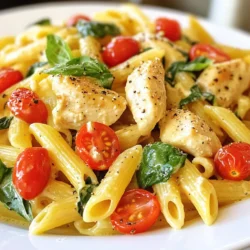 Um dieses leckere Gericht zu machen, brauchst du folgende Hauptzutaten: - 2 Hähnchenbrustfilets, in Stücke geschnitten - Salz und Pfeffer nach Geschmack - 2 Esslöffel Olivenöl - 1 Teelöffel Knoblauchpulver - 1 Teelöffel italienische Gewürzmischung - 1 Tasse Kirschtomaten, halbiert - 1 Tasse gewürfelter roter Paprika - 3 Knoblauchzehen, fein gehackt - 4 Tassen natriumreduzierte Hühnerbrühe - 225 Gramm Penne-Nudeln - 1 Tasse Sahne - 1 Tasse geriebener Parmesan - 1 Tasse frischer Spinat - Frische Basilikumblätter zur Garnitur Diese Zutaten machen dein Gericht nahrhaft und köstlich. Das Hähnchen ist eine tolle Proteinquelle und die Nudeln sorgen für Sättigung. Für den besten Geschmack sind die Gewürze wichtig. Hier sind einige Tipps: - Knoblauchpulver: Gibt einen starken, herzhaften Geschmack. - Italienische Gewürzmischung: Diese Mischung bringt viele Aromen. Sie enthält oft Oregano und Thymian. - Salz und Pfeffer: Sie sind die Grundgewürze. Sie heben den Geschmack aller Zutaten hervor. Die Kombination dieser Gewürze macht das Gericht besonders lecker und aromatisch. Frische Zutaten machen dein Gericht noch besser. Hier sind einige Vorschläge: - Frischer Spinat: Er bringt Farbe und Nährstoffe. Du kannst auch Mangold verwenden. - Kirschtomaten: Sie sind süß und saftig. Alternativ kannst du auch andere Tomatensorten nutzen. - Roter Paprika: Er gibt dem Gericht einen süßen Geschmack. Gelber oder grüner Paprika sind ebenfalls möglich. Nutze frische Zutaten, um den Geschmack zu verbessern und das Gericht gesünder zu machen. {{ingredient_image_2}} Zuerst bereiten wir die Hähnchenbrust vor. Du brauchst zwei Hähnchenbrustfilets. Schneide sie in mundgerechte Stücke. Würze die Hähnchenstücke mit Salz, Pfeffer, Knoblauchpulver und italienischer Gewürzmischung. Diese Gewürze geben dem Gericht viel Geschmack. Ich empfehle, die Hähnchenstücke für etwa 5-7 Minuten in Olivenöl zu braten, bis sie goldbraun sind. Danach nimm das Hähnchen aus dem Topf und stelle es beiseite. Jetzt kommt das Gemüse. Füge die halbierten Kirschtomaten und den gewürfelten roten Paprika in den gleichen Topf hinzu. Brate das Gemüse für 3-4 Minuten, bis es weich wird. Der Duft wird dich anziehen! Danach gib den fein gehackten Knoblauch dazu. Koche ihn für eine Minute, bis er gut riecht. Dieser Schritt bringt das Aroma richtig zur Geltung. Jetzt geht’s weiter mit der Pasta! Gieße die Hühnerbrühe in den Topf und füge die Penne-Nudeln hinzu. Rühre alles gut um. Bring es dann zum sanften Kochen. Reduziere die Hitze und lasse das Ganze 10-12 Minuten köcheln, bis die Nudeln al dente sind. Vergiss nicht, zwischendurch umzurühren! Wenn die Nudeln gar sind, füge die Sahne und den geriebenen Parmesan hinzu. Rühre alles um, bis es schön cremig wird. Gib das angebratene Hähnchen und den frischen Spinat zurück in den Topf. Rühre um, bis der Spinat zusammenfällt. Das dauert etwa 2-3 Minuten. Probiere das Gericht und passe die Gewürze an, falls nötig. Jetzt ist dein One Pot Marry Me Chicken Pasta fertig. Garniere es mit frischen Basilikumblättern und genieße! Um die beste Cremigkeit zu erreichen, benutze frische Sahne. Sie macht das Gericht reichhaltig. Achte darauf, die Sahne am Ende hinzuzufügen. So bleibt sie schön glatt. Rühre die Sahne gut ein, bis sie schmilzt. Der Parmesan verstärkt den cremigen Geschmack. Du kannst auch etwas Nudelwasser hinzufügen. Das macht die Sauce noch geschmeidiger. Variiere die Gewürze nach deinem Geschmack. Probiere geräucherten Paprika für ein rauchiges Aroma. Du kannst auch frische Kräuter wie Thymian oder Oregano nutzen. Sie geben dem Gericht frische Noten. Für einen scharfen Kick füge rote Pfefferflocken hinzu. Denke daran, mit den Gewürzen vorsichtig zu sein. Du kannst immer mehr hinzufügen, aber es ist schwer, den Geschmack zu mildern. Ein häufiger Fehler ist, die Nudeln zu lange zu kochen. Achte darauf, sie al dente zu garen. Rühre die Mischung häufig um, damit nichts anbrennt. Wenn die Pasta zu trocken erscheint, füge mehr Brühe hinzu. Ein weiterer Fehler ist, die Sahne zu früh hinzuzufügen. Das kann sie gerinnen lassen. Halte dich an die Schritte für das beste Ergebnis. Pro Tipps Hähnchen marinieren: Marinieren Sie das Hähnchen einige Stunden vorher in einer Mischung aus Olivenöl, Zitronensaft und Kräutern, um den Geschmack zu intensivieren. Frische Kräuter verwenden: Fügen Sie frische Kräuter wie Oregano oder Thymian hinzu, um einen zusätzlichen Geschmacksboost zu erzielen. Gemüse variieren: Experimentieren Sie mit verschiedenen Gemüsesorten wie Zucchini oder Brokkoli, um mehr Farbe und Nährstoffe in das Gericht zu bringen. Resteverwertung: Verwenden Sie übrig gebliebene Pasta für köstliche Salate oder als Füllung für Aufläufe am nächsten Tag. {{image_4}} Wenn du die One Pot Marry Me Chicken Pasta ohne Fleisch machen möchtest, ist das einfach. Ersetze das Hähnchen durch Tofu oder Kichererbsen. Tofu gibt dir eine tolle Textur. Kichererbsen fügen Proteine und Ballaststoffe hinzu. Du kannst auch mehr Gemüse verwenden. Zum Beispiel Zucchini, Brokkoli oder Karotten. Diese machen das Gericht bunt und gesund. So bleibt der Geschmack lecker und frisch. Meeresfrüchte sind eine tolle Option für eine besondere Note. Du kannst Garnelen, Muscheln oder Lachs verwenden. Brate die Meeresfrüchte einfach in Olivenöl an, bevor du das Gemüse hinzufügst. Achte darauf, die Garzeit anzupassen. Garnelen brauchen nur ein paar Minuten. Muscheln und Lachs sollten ebenfalls nicht zu lange kochen. So bleiben sie zart und saftig. Diese Variante bringt einen Hauch vom Meer auf den Tisch. Die Wahl der Nudeln kann das Gericht verändern. Verwende Spaghetti, Farfalle oder sogar zarte Reisnudeln. Jede Nudelsorte hat ihren eigenen Charme. Spaghetti sind klassisch und beliebt. Farfalle haben eine schöne Form und machen das Gericht hübsch. Reisnudeln sind glutenfrei und leicht. Wähle die Nudeln, die dir am besten gefallen. Die Kochzeit kann sich ändern, also prüfe die Anleitung auf der Verpackung. So gelingt dir die perfekte Pasta jedes Mal. Um die Reste von One Pot Marry Me Chicken Pasta frisch zu halten, bewahre sie in einem luftdichten Behälter auf. Lass das Gericht zuerst auf Raumtemperatur abkühlen. So vermeidest du Kondenswasser, das die Pasta matschig macht. Du kannst die Reste bis zu drei Tage im Kühlschrank lagern. Achte darauf, den Behälter gut zu verschließen. Wenn du die Reste aufwärmen möchtest, gibt es einige einfache Tipps. Erhitze die Pasta in einem Topf bei mittlerer Hitze. Füge einen Schuss Hühnerbrühe oder Sahne hinzu, um die Cremigkeit zu erhalten. Rühre die Pasta regelmäßig um, damit sie gleichmäßig warm wird. Du kannst auch die Mikrowelle nutzen. Gib die Pasta in eine mikrowellengeeignete Schüssel. Decke sie mit einem feuchten Papiertuch ab, um ein Austrocknen zu verhindern. Im Kühlschrank bleibt die One Pot Marry Me Chicken Pasta bis zu drei Tage frisch. Wenn du sie länger aufbewahren möchtest, friere die Reste ein. In einem luftdichten Behälter hält sie sich bis zu drei Monate im Gefrierschrank. Zum Auftauen lass die Pasta über Nacht im Kühlschrank. So bleibt der Geschmack am besten erhalten. Um die Sauce dicker zu machen, kannst du folgende Schritte ausprobieren: - Füge mehr Parmesan hinzu. - Lass die Sauce länger köcheln. - Mische etwas Stärke mit Wasser, um eine Paste zu bilden. - Rühre die Paste in die Sauce ein und koche sie kurz auf. Diese Optionen helfen, die cremige Konsistenz zu erreichen, die du möchtest. Ja, du kannst andere Gemüsesorten hinzufügen, um das Gericht zu variieren. Hier sind einige Vorschläge: - Zucchini: Sie bringt eine frische Note. - Brokkoli: Für zusätzlichen Crunch und Nährstoffe. - Pilze: Sie geben einen herzhaften Geschmack. Achte darauf, das Gemüse so zuzubereiten, dass es nicht zu weich wird. Das sorgt für einen guten Biss. Ja, dieses Rezept eignet sich gut für Meal Prepping. Du kannst die Pasta in Portionen aufteilen und in luftdichten Behältern im Kühlschrank aufbewahren. Hier sind einige Tipps: - Lass die Pasta vor dem Kühlen etwas abkühlen. - Die Reste halten sich bis zu 4 Tage im Kühlschrank. - Du kannst die Portionen einfach aufwärmen, wenn du Hunger hast. So hast du immer ein schnelles und leckeres Essen zur Hand. In diesem Blogbeitrag haben wir die besten Zutaten für One Pot Marry Me Chicken Pasta behandelt. Wir haben die Zubereitung von Hähnchen und Gemüse besprochen. Die Tipps zur perfekten Cremigkeit und Variationen wie vegetarische Optionen jeztzt sind wichtig. Beachte auch die Lagerungshinweise für Reste. Diese Mahlzeit bietet viele Möglichkeiten und ist einfach zu machen. Mit diesen Schritten gelingt dir ein tolles Gericht. Probiere es aus und genieße jeden Bissen!