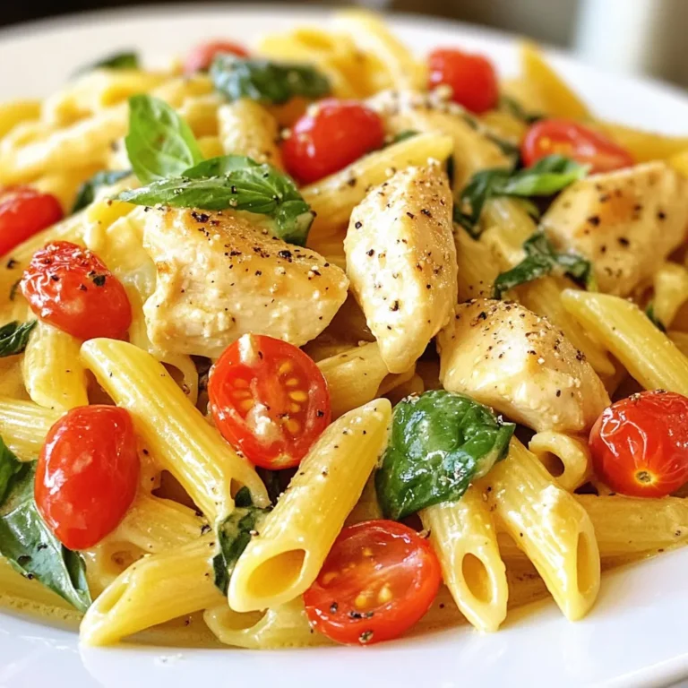Um dieses leckere Gericht zu machen, brauchst du folgende Hauptzutaten: - 2 Hähnchenbrustfilets, in Stücke geschnitten - Salz und Pfeffer nach Geschmack - 2 Esslöffel Olivenöl - 1 Teelöffel Knoblauchpulver - 1 Teelöffel italienische Gewürzmischung - 1 Tasse Kirschtomaten, halbiert - 1 Tasse gewürfelter roter Paprika - 3 Knoblauchzehen, fein gehackt - 4 Tassen natriumreduzierte Hühnerbrühe - 225 Gramm Penne-Nudeln - 1 Tasse Sahne - 1 Tasse geriebener Parmesan - 1 Tasse frischer Spinat - Frische Basilikumblätter zur Garnitur Diese Zutaten machen dein Gericht nahrhaft und köstlich. Das Hähnchen ist eine tolle Proteinquelle und die Nudeln sorgen für Sättigung. Für den besten Geschmack sind die Gewürze wichtig. Hier sind einige Tipps: - Knoblauchpulver: Gibt einen starken, herzhaften Geschmack. - Italienische Gewürzmischung: Diese Mischung bringt viele Aromen. Sie enthält oft Oregano und Thymian. - Salz und Pfeffer: Sie sind die Grundgewürze. Sie heben den Geschmack aller Zutaten hervor. Die Kombination dieser Gewürze macht das Gericht besonders lecker und aromatisch. Frische Zutaten machen dein Gericht noch besser. Hier sind einige Vorschläge: - Frischer Spinat: Er bringt Farbe und Nährstoffe. Du kannst auch Mangold verwenden. - Kirschtomaten: Sie sind süß und saftig. Alternativ kannst du auch andere Tomatensorten nutzen. - Roter Paprika: Er gibt dem Gericht einen süßen Geschmack. Gelber oder grüner Paprika sind ebenfalls möglich. Nutze frische Zutaten, um den Geschmack zu verbessern und das Gericht gesünder zu machen. {{ingredient_image_2}} Zuerst bereiten wir die Hähnchenbrust vor. Du brauchst zwei Hähnchenbrustfilets. Schneide sie in mundgerechte Stücke. Würze die Hähnchenstücke mit Salz, Pfeffer, Knoblauchpulver und italienischer Gewürzmischung. Diese Gewürze geben dem Gericht viel Geschmack. Ich empfehle, die Hähnchenstücke für etwa 5-7 Minuten in Olivenöl zu braten, bis sie goldbraun sind. Danach nimm das Hähnchen aus dem Topf und stelle es beiseite. Jetzt kommt das Gemüse. Füge die halbierten Kirschtomaten und den gewürfelten roten Paprika in den gleichen Topf hinzu. Brate das Gemüse für 3-4 Minuten, bis es weich wird. Der Duft wird dich anziehen! Danach gib den fein gehackten Knoblauch dazu. Koche ihn für eine Minute, bis er gut riecht. Dieser Schritt bringt das Aroma richtig zur Geltung. Jetzt geht’s weiter mit der Pasta! Gieße die Hühnerbrühe in den Topf und füge die Penne-Nudeln hinzu. Rühre alles gut um. Bring es dann zum sanften Kochen. Reduziere die Hitze und lasse das Ganze 10-12 Minuten köcheln, bis die Nudeln al dente sind. Vergiss nicht, zwischendurch umzurühren! Wenn die Nudeln gar sind, füge die Sahne und den geriebenen Parmesan hinzu. Rühre alles um, bis es schön cremig wird. Gib das angebratene Hähnchen und den frischen Spinat zurück in den Topf. Rühre um, bis der Spinat zusammenfällt. Das dauert etwa 2-3 Minuten. Probiere das Gericht und passe die Gewürze an, falls nötig. Jetzt ist dein One Pot Marry Me Chicken Pasta fertig. Garniere es mit frischen Basilikumblättern und genieße! Um die beste Cremigkeit zu erreichen, benutze frische Sahne. Sie macht das Gericht reichhaltig. Achte darauf, die Sahne am Ende hinzuzufügen. So bleibt sie schön glatt. Rühre die Sahne gut ein, bis sie schmilzt. Der Parmesan verstärkt den cremigen Geschmack. Du kannst auch etwas Nudelwasser hinzufügen. Das macht die Sauce noch geschmeidiger. Variiere die Gewürze nach deinem Geschmack. Probiere geräucherten Paprika für ein rauchiges Aroma. Du kannst auch frische Kräuter wie Thymian oder Oregano nutzen. Sie geben dem Gericht frische Noten. Für einen scharfen Kick füge rote Pfefferflocken hinzu. Denke daran, mit den Gewürzen vorsichtig zu sein. Du kannst immer mehr hinzufügen, aber es ist schwer, den Geschmack zu mildern. Ein häufiger Fehler ist, die Nudeln zu lange zu kochen. Achte darauf, sie al dente zu garen. Rühre die Mischung häufig um, damit nichts anbrennt. Wenn die Pasta zu trocken erscheint, füge mehr Brühe hinzu. Ein weiterer Fehler ist, die Sahne zu früh hinzuzufügen. Das kann sie gerinnen lassen. Halte dich an die Schritte für das beste Ergebnis. Pro Tipps Hähnchen marinieren: Marinieren Sie das Hähnchen einige Stunden vorher in einer Mischung aus Olivenöl, Zitronensaft und Kräutern, um den Geschmack zu intensivieren. Frische Kräuter verwenden: Fügen Sie frische Kräuter wie Oregano oder Thymian hinzu, um einen zusätzlichen Geschmacksboost zu erzielen. Gemüse variieren: Experimentieren Sie mit verschiedenen Gemüsesorten wie Zucchini oder Brokkoli, um mehr Farbe und Nährstoffe in das Gericht zu bringen. Resteverwertung: Verwenden Sie übrig gebliebene Pasta für köstliche Salate oder als Füllung für Aufläufe am nächsten Tag. {{image_4}} Wenn du die One Pot Marry Me Chicken Pasta ohne Fleisch machen möchtest, ist das einfach. Ersetze das Hähnchen durch Tofu oder Kichererbsen. Tofu gibt dir eine tolle Textur. Kichererbsen fügen Proteine und Ballaststoffe hinzu. Du kannst auch mehr Gemüse verwenden. Zum Beispiel Zucchini, Brokkoli oder Karotten. Diese machen das Gericht bunt und gesund. So bleibt der Geschmack lecker und frisch. Meeresfrüchte sind eine tolle Option für eine besondere Note. Du kannst Garnelen, Muscheln oder Lachs verwenden. Brate die Meeresfrüchte einfach in Olivenöl an, bevor du das Gemüse hinzufügst. Achte darauf, die Garzeit anzupassen. Garnelen brauchen nur ein paar Minuten. Muscheln und Lachs sollten ebenfalls nicht zu lange kochen. So bleiben sie zart und saftig. Diese Variante bringt einen Hauch vom Meer auf den Tisch. Die Wahl der Nudeln kann das Gericht verändern. Verwende Spaghetti, Farfalle oder sogar zarte Reisnudeln. Jede Nudelsorte hat ihren eigenen Charme. Spaghetti sind klassisch und beliebt. Farfalle haben eine schöne Form und machen das Gericht hübsch. Reisnudeln sind glutenfrei und leicht. Wähle die Nudeln, die dir am besten gefallen. Die Kochzeit kann sich ändern, also prüfe die Anleitung auf der Verpackung. So gelingt dir die perfekte Pasta jedes Mal. Um die Reste von One Pot Marry Me Chicken Pasta frisch zu halten, bewahre sie in einem luftdichten Behälter auf. Lass das Gericht zuerst auf Raumtemperatur abkühlen. So vermeidest du Kondenswasser, das die Pasta matschig macht. Du kannst die Reste bis zu drei Tage im Kühlschrank lagern. Achte darauf, den Behälter gut zu verschließen. Wenn du die Reste aufwärmen möchtest, gibt es einige einfache Tipps. Erhitze die Pasta in einem Topf bei mittlerer Hitze. Füge einen Schuss Hühnerbrühe oder Sahne hinzu, um die Cremigkeit zu erhalten. Rühre die Pasta regelmäßig um, damit sie gleichmäßig warm wird. Du kannst auch die Mikrowelle nutzen. Gib die Pasta in eine mikrowellengeeignete Schüssel. Decke sie mit einem feuchten Papiertuch ab, um ein Austrocknen zu verhindern. Im Kühlschrank bleibt die One Pot Marry Me Chicken Pasta bis zu drei Tage frisch. Wenn du sie länger aufbewahren möchtest, friere die Reste ein. In einem luftdichten Behälter hält sie sich bis zu drei Monate im Gefrierschrank. Zum Auftauen lass die Pasta über Nacht im Kühlschrank. So bleibt der Geschmack am besten erhalten. Um die Sauce dicker zu machen, kannst du folgende Schritte ausprobieren: - Füge mehr Parmesan hinzu. - Lass die Sauce länger köcheln. - Mische etwas Stärke mit Wasser, um eine Paste zu bilden. - Rühre die Paste in die Sauce ein und koche sie kurz auf. Diese Optionen helfen, die cremige Konsistenz zu erreichen, die du möchtest. Ja, du kannst andere Gemüsesorten hinzufügen, um das Gericht zu variieren. Hier sind einige Vorschläge: - Zucchini: Sie bringt eine frische Note. - Brokkoli: Für zusätzlichen Crunch und Nährstoffe. - Pilze: Sie geben einen herzhaften Geschmack. Achte darauf, das Gemüse so zuzubereiten, dass es nicht zu weich wird. Das sorgt für einen guten Biss. Ja, dieses Rezept eignet sich gut für Meal Prepping. Du kannst die Pasta in Portionen aufteilen und in luftdichten Behältern im Kühlschrank aufbewahren. Hier sind einige Tipps: - Lass die Pasta vor dem Kühlen etwas abkühlen. - Die Reste halten sich bis zu 4 Tage im Kühlschrank. - Du kannst die Portionen einfach aufwärmen, wenn du Hunger hast. So hast du immer ein schnelles und leckeres Essen zur Hand. In diesem Blogbeitrag haben wir die besten Zutaten für One Pot Marry Me Chicken Pasta behandelt. Wir haben die Zubereitung von Hähnchen und Gemüse besprochen. Die Tipps zur perfekten Cremigkeit und Variationen wie vegetarische Optionen jeztzt sind wichtig. Beachte auch die Lagerungshinweise für Reste. Diese Mahlzeit bietet viele Möglichkeiten und ist einfach zu machen. Mit diesen Schritten gelingt dir ein tolles Gericht. Probiere es aus und genieße jeden Bissen!