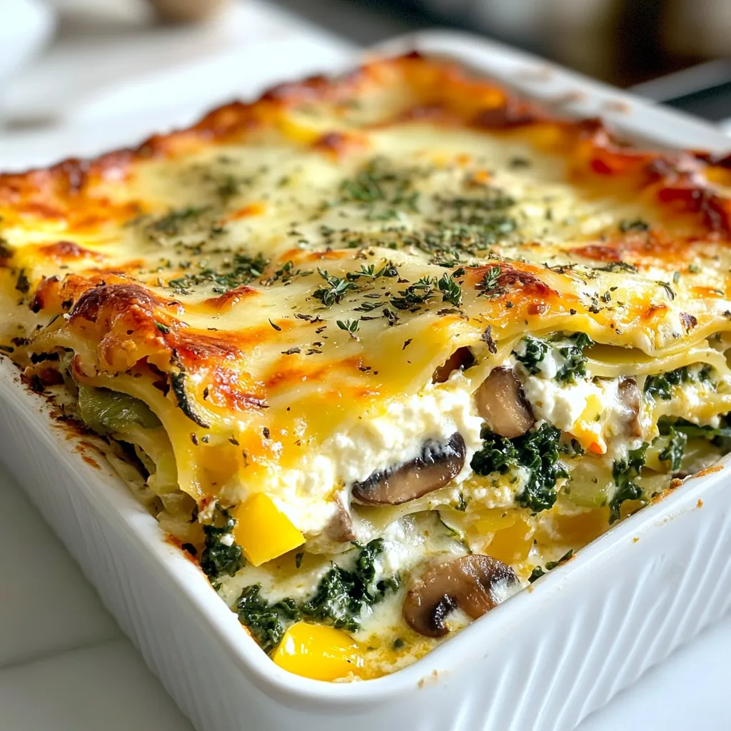Für die Loaded Veggie White Lasagna brauchst du folgende Hauptzutaten: - 9 Lasagneplatten (No-Boil oder normale) - 2 Tassen Ricotta-Käse - 1 ½ Tassen geriebener Mozzarella-Käse - 1 Tasse geriebener Parmesan-Käse - 2 Esslöffel Olivenöl - 2 fein gehackte Knoblauchzehen - 1 mittelgroße Zucchini, in Scheiben - 1 rote Paprika, gewürfelt - 1 Tasse grob gehackter Babyspinat - 1 Tasse in Scheiben geschnittene Champignons - 2 Tassen gehackter Grünkohl Diese Zutaten sorgen für viel Geschmack und Nährstoffe. Sie machen die Lasagne bunt und gesund. Verpasse deiner Lasagne das richtige Aroma mit: - 1 Teelöffel getrockneter Oregano - 1 Teelöffel getrockneter Basilikum - Salz und Pfeffer nach Geschmack Diese Gewürze bringen die Aromen der frischen Zutaten zur Geltung. Sie sind wichtig für den vollen Geschmack. Wenn du eine hausgemachte Weißsoße machen möchtest, brauchst du: - 3 Esslöffel Butter - 3 Esslöffel Mehl - 3 Tassen Milch - Salz und Pfeffer nach Geschmack Diese Soße macht die Lasagne cremig und köstlich. Sie ist einfach zuzubereiten und schmeckt frisch. {{ingredient_image_2}} Zuerst erhitzt du das Olivenöl in einer großen Pfanne. Füge den gehackten Knoblauch hinzu und brate ihn eine Minute lang. Der Knoblauch sollte duften, aber nicht bräunen. Jetzt gibst du die Zucchini, die rote Paprika, die Champignons und den Grünkohl dazu. Brate das Gemüse fünf bis sieben Minuten, bis es zart ist. Dann rührst du den Babyspinat unter und kochst ihn kurz, bis er verwelkt. Würze die Mischung mit Oregano, Basilikum, Salz und Pfeffer. Nimm die Pfanne vom Herd und stelle sie beiseite. Wenn du eine hausgemachte Weißsoße machen möchtest, beginnst du mit drei Esslöffeln Butter in einem Topf. Lass die Butter schmelzen und füge dann drei Esslöffel Mehl hinzu. Rühre das Mehl ein bis zwei Minuten lang. Jetzt gibst du langsam drei Tassen Milch hinzu und schlägst konstant, bis die Soße eindickt. Vergiss nicht, sie mit Salz und Pfeffer zu würzen. Wenn du eine fertige Soße verwendest, überspringe diesen Schritt. Heize den Ofen auf 190°C vor. Verteilt eine dünne Schicht Weißsoße auf dem Boden einer großen Auflaufform. Lege dann drei Lasagneplatten darauf. Darauf kommt die Hälfte des Ricotta-Käses, gefolgt von der Hälfte der Gemüsemischung. Streue ein Drittel des geriebenen Mozzarella- und Parmesan-Käses darüber. Decke die Schicht mit einer weiteren Schicht Weißsoße ab. Wiederhole diesen Prozess mit den nächsten drei Lasagneplatten, dem restlichen Ricotta, der verbleibenden Gemüsemischung und dem Käse. Beende die Schichtung mit den letzten drei Lasagneplatten und der restlichen Weißsoße. Streue den restlichen Mozzarella und Parmesan obendrauf. Decke die Auflaufform mit Aluminiumfolie ab und backe die Lasagne 25 Minuten lang. Nach dieser Zeit nimmst du die Folie ab und backst sie für weitere 15 bis 20 Minuten. Achte darauf, dass die Oberseite goldbraun und sprudelnd ist. Lass die Lasagne nach dem Backen etwa zehn Minuten ruhen, bevor du sie anschneidest. So kann sie sich setzen und die Schichten bleiben schön zusammen. Die perfekte Lasagne braucht Zeit und Planung. Achte darauf, die Gemüse gut vorzubereiten. Du kannst Zucchini, Paprika und Spinat nach deinem Geschmack wählen. Verwende frische Zutaten für den besten Geschmack. Die Schichten müssen gleichmäßig sein. So wird jede Portion köstlich und ansprechend. Du kannst diese Lasagne leicht anpassen. Probiere andere Gemüsesorten wie Auberginen oder Brokkoli aus. Auch verschiedene Käsesorten bringen neuen Geschmack. Wenn du scharfe Aromen magst, füge etwas Chili hinzu. Für eine cremigere Konsistenz kannst du mehr Ricotta verwenden. Lass deiner Kreativität freien Lauf. Hast du Reste? Keine Sorge! Du kannst die Lasagne einfach aufwärmen. Sie schmeckt auch am nächsten Tag gut. Füge frische Kräuter hinzu, um den Geschmack aufzufrischen. Du kannst die Reste auch in kleine Portionen schneiden und einfrieren. So hast du immer eine schnelle Mahlzeit bereit. Profi-Tipps Frisches Gemüse wählen: Verwende frisches, saisonales Gemüse für den besten Geschmack und die beste Textur in deiner Lasagne. Lasagneplatten einweichen: Wenn du normale Lasagneplatten verwendest, weiche sie vorher in heißem Wasser ein, um sicherzustellen, dass sie gut garen. Käsevariationen ausprobieren: Experimentiere mit verschiedenen Käsesorten wie Feta oder Gouda, um der Lasagne eine interessante Geschmacksnote zu verleihen. Ruhen lassen: Lass die Lasagne nach dem Backen mindestens 10 Minuten ruhen, damit sich die Schichten setzen und sie beim Servieren nicht auseinanderfällt. {{image_4}} Wenn du die Lasagne vegan machen möchtest, ersetze die Käsesorten. Verwende stattdessen pflanzlichen Ricotta aus Nüssen oder Tofu. Du kannst auch veganen Mozzarella und Parmesan finden. Achte darauf, eine vegane Weißsoße zu verwenden. Du kannst sie aus Pflanzenmilch und einem Verdickungsmittel wie Maisstärke machen. Für eine glutenfreie Lasagne wähle glutenfreie Lasagneplatten. Diese gibt es in vielen Supermärkten. Du kannst auch Zucchini oder Auberginen in Scheiben schneiden und sie anstelle der Platten verwenden. Achte darauf, dass die Weißsoße glutenfrei ist. Nutze glutenfreies Mehl für die Soße, wenn du sie selbst machst. Du kannst die Gemüsesorten nach deinem Geschmack ändern. Probier Brokkoli, Blumenkohl oder Karotten. Sie geben der Lasagne neue Aromen. Auch Süßkartoffeln sind eine leckere Option. Mixe verschiedene Sorten, um eine bunte Lasagne zu bekommen. Das macht das Gericht nicht nur schmackhaft, sondern auch gesund. Um die Reste der Loaded Veggie White Lasagna aufzubewahren, lass die Lasagne zuerst abkühlen. Schneide sie dann in Portionen. Lege die Stücke in einen luftdichten Behälter. So bleiben sie frisch und lecker. Du kannst die Reste bis zu fünf Tage im Kühlschrank aufbewahren. Achte darauf, diese gut abzudecken. So bleibt die Lasagne saftig. Für das Einfrieren eignet sich die Lasagne hervorragend. Du kannst die Lasagne entweder ganz oder in Portionen einfrieren. Wickel sie fest in Frischhaltefolie ein und lege sie in einen Gefrierbehälter. Achte darauf, das Datum darauf zu schreiben. Gefrorene Lasagne bleibt bis zu drei Monate frisch. Zum Auftauen kannst du sie einfach über Nacht im Kühlschrank lassen. Um die Lasagne aufzuwärmen, heize den Ofen auf 180 °C vor. Lege die Portionen in eine Auflaufform und decke sie mit Aluminiumfolie ab. So bleibt sie schön feucht. Erwärme die Lasagne 20 bis 25 Minuten lang. Wenn du es eilig hast, kannst du sie auch in der Mikrowelle aufwärmen. Stelle die Mikrowelle auf mittlere Leistung und erwärme die Portionen für etwa 5 bis 7 Minuten. Achte darauf, zwischendurch umzurühren. Ja, du kannst andere Käsesorten verwenden. Gouda, Havarti oder Feta sind gute Alternativen. Sie geben der Lasagne einen neuen Geschmack. Experimentiere mit verschiedenen Käsesorten, um deine perfekte Mischung zu finden. Die Lasagne hält sich bis zu fünf Tage im Kühlschrank. Stelle sicher, dass du sie gut abdeckst. So bleibt die Frische erhalten. Vor dem Servieren kannst du sie leicht aufwärmen. Ja, du kannst die Lasagne im Voraus machen. Schichte die Zutaten und decke sie ab. Lass sie im Kühlschrank für bis zu zwei Tage. Du kannst sie auch einfrieren und später backen. So hast du immer eine leckere Mahlzeit bereit. In diesem Artikel haben wir die Hauptzutaten und Zubereitung der Loaded Veggie White Lasagna besprochen. Wir haben die Schritte von der Gemüsevorbereitung bis zur Backzeit erklärt. Tipps zur perfekten Lasagne, Anpassungsmöglichkeiten und Lagerung sind auch wichtig. Egal, ob Sie vegane oder glutenfreie Varianten probieren, es gibt viele Wege, das Rezept anzupassen. Denken Sie daran, Reste gut zu lagern oder einzufrieren. Viel Spaß beim Kochen und Genießen Ihrer Lasagne!