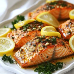Für diesen gebackenen Lachs brauchst du: - 4 Lachsfilets - 2 Esslöffel Olivenöl - 2 Esslöffel frischer Zitronensaft - 1 Esslöffel Ahornsirup Diese Zutaten sind einfach zu finden. Der Lachs ist das Herzstück. Er liefert Geschmack und Nährstoffe. Die Gewürze sind wichtig für den Geschmack. Du benötigst: - 2 Teelöffel Knoblauchpulver - 1 Teelöffel Zwiebelpulver - 1 Teelöffel geräuchertes Paprikapulver - 1 Teelöffel getrockneten Thymian - Salz und Pfeffer nach Geschmack Diese Gewürze bringen den Lachs zum Leuchten. Sie ergänzen die Marinade perfekt. Garnituren machen das Gericht schön. Verwende: - Zitronenscheiben zur Garnitur - Frische Petersilie, gehackt, zur Garnitur Du kannst auch Beilagen wie gemischte Blattsalate oder geröstetes Gemüse hinzufügen. Sie machen das Essen bunt und lecker. {{ingredient_image_2}} Heize deinen Ofen auf 200°C (400°F) vor. Während der Ofen aufheizt, kannst du die Marinade zubereiten. Nimm eine kleine Schüssel und gib 2 Esslöffel Olivenöl, 2 Esslöffel frischen Zitronensaft und 1 Esslöffel Ahornsirup hinein. Füge 2 Teelöffel Knoblauchpulver, 1 Teelöffel Zwiebelpulver, 1 Teelöffel geräuchertes Paprikapulver und 1 Teelöffel getrockneten Thymian hinzu. Mische alles gut. Vergiss nicht, Salz und Pfeffer nach Geschmack einzufügen. Lege 4 Lachsfilets in eine flache Schale. Gieße die marinierte Mischung gleichmäßig über die Filets. Achte darauf, dass alle Seiten gut bedeckt sind. Lass die Lachsfilets mindestens 15 Minuten ruhen. So können sie die Aromen richtig aufnehmen und intensiv schmecken. Lege ein Backblech mit Backpapier oder Aluminiumfolie aus. Platziere die marinierten Lachsfilets mit der Hautseite nach unten darauf. Backe den Lachs 15 bis 20 Minuten im vorgeheizten Ofen. Er ist fertig, wenn er sich leicht mit einer Gabel zerteilen lässt. Nimm das Blech aus dem Ofen und lass den Lachs ein paar Minuten ruhen. Garniere ihn mit frischer Petersilie und Zitronenscheiben. Jetzt ist dein köstlicher gebackener Lachs bereit zum Servieren. Um den perfekten Lachs zu backen, achte auf die Marinade. Diese Mischung aus Olivenöl, Zitronensaft und Gewürzen macht den Fisch saftig und geschmackvoll. Lasse die Lachsfilets mindestens 15 Minuten in der Marinade ziehen. Das gibt dem Lachs Zeit, die Aromen aufzunehmen. Die richtige Backzeit ist ebenfalls wichtig. Backe den Lachs bei 200°C für 15 bis 20 Minuten. So bleibt er zart und wird nicht trocken. Ein häufiger Fehler ist, den Lachs zu lange zu backen. Achte darauf, dass er sich leicht mit einer Gabel zerteilen lässt. Wenn du ihn zu lange im Ofen lässt, wird er trocken. Ein weiterer Fehler ist, die Marinade nicht gut zu vermischen. Eine homogene Mischung sorgt dafür, dass alle Aromen gleichmäßig verteilt sind. Verwende immer frische Zutaten. Alte Gewürze können den Geschmack beeinträchtigen. Die Präsentation macht das Gericht noch ansprechender. Serviere den gebackenen Lachs auf einem Bett aus gemischtem Grün. Das gibt Farbe und macht es interessant. Du kannst auch geröstetes Gemüse dazugeben. Es sieht hübsch aus und schmeckt lecker. Garnieren mit frischer Petersilie und Zitronenscheiben macht das Gericht frisch und einladend. Pro Tipps Frische Zutaten verwenden: Achte darauf, frischen Lachs und frische Kräuter zu verwenden, um den besten Geschmack zu erzielen. Marinade länger einwirken lassen: Wenn du Zeit hast, lasse die Lachsfilets bis zu einer Stunde in der Marinade, damit sie noch mehr Geschmack aufnehmen. Temperatur prüfen: Nutze ein Fleischthermometer, um sicherzustellen, dass der Lachs eine Innentemperatur von 63°C (145°F) erreicht hat, bevor du ihn servierst. Beilagen abstimmen: Serviere den Lachs mit passenden Beilagen wie Quinoa oder einem frischen Salat, um das Gericht abzurunden. {{image_4}} Eine Marinade macht den gebackenen Lachs besonders lecker. Du kannst kreativ sein! Probiere andere Zutaten aus. Eine Honig-Senf-Marinade gibt einen süßen und würzigen Geschmack. Mische 2 Esslöffel Honig, 1 Esslöffel Dijon-Senf, und etwas Zitronensaft. Eine Teriyaki-Marinade mit Sojasauce und Ingwer bringt asiatische Aromen. Experimentiere und finde deinen Favoriten! Die Beilagen machen dein Gericht komplett. Für einen frischen Geschmack serviere den Lachs mit grünem Salat. Geröstetes Gemüse wie Zucchini und Paprika passen auch gut. Ein Kartoffelpüree ist eine tolle, cremige Ergänzung. Denke auch an Quinoa oder Reis als gesunde Option. Die Auswahl ist groß! Du kannst auch andere Fische verwenden. Forelle oder Kabeljau sind gute Alternativen. Diese Fische haben einen milden Geschmack und nehmen Marinade gut auf. Achte auf die Garzeit, da sie unterschiedlich sein kann. So bleibt dein Gericht abwechslungsreich und spannend! Um die Reste deines gebackenen Lachses frisch zu halten, lege sie in einen luftdichten Behälter. Dies verhindert, dass Luft und Feuchtigkeit eindringen. Du kannst den Lachs auch in Frischhaltefolie einwickeln. Stelle sicher, dass der Lachs vollständig abgekühlt ist, bevor du ihn lagerst. So bleibt die Qualität länger erhalten. Gebackener Lachs hält sich im Kühlschrank etwa 3 bis 4 Tage. Wenn du ihn länger aufbewahren möchtest, friere ihn ein. Im Gefrierschrank hält er bis zu 6 Monate. Achte darauf, ihn gut zu verpacken, damit er keine Frostbrand bekommt. Das sorgt dafür, dass der Geschmack frisch bleibt. Wenn du den Lachs aufwärmen möchtest, mache es im Ofen. Heize den Ofen auf 175°C (350°F) vor. Lege den Lachs auf ein Backblech und decke ihn mit Aluminiumfolie ab. So trocknet er nicht aus. Erwärme ihn für etwa 10 bis 15 Minuten. Du kannst ihn auch in der Mikrowelle aufwärmen, aber achte darauf, ihn nicht zu lange zu erhitzen. So bleibt die Textur besser. Um zu vermeiden, dass der Lachs trocken wird, verwende frische Zutaten und achte auf die Backzeit. Marinade ist wichtig! Sie hilft, den Fisch saftig zu halten. Lasse die Lachsfilets mindestens 15 Minuten in der Marinade ziehen. Backe den Lachs nicht länger als 20 Minuten. Prüfe mit einer Gabel, ob er leicht auseinanderfällt. Wenn das passiert, ist er perfekt. Ja, du kannst gefrorenen Lachs verwenden. Achte darauf, ihn vorher gut aufzutauen. Lege den Lachs über Nacht in den Kühlschrank oder tau ihn schnell in kaltem Wasser auf. Marinieren kannst du ihn wie frisch gefangenen Lachs. Das Backen bleibt gleich und schmeckt trotzdem lecker. Zu gebackenem Lachs passen viele Beilagen. Probiere: - Geröstetes Gemüse wie Brokkoli oder Karotten - Ein frischer grüner Salat mit Zitronen-Dressing - Quinoa oder Reis als Beilage - Kartoffelpüree für einen herzhaften Geschmack Diese Beilagen ergänzen den Lachs perfekt und machen das Gericht bunt und einladend. Zusammenfassend haben wir die besten Zutaten und eine Schritt-für-Schritt-Anleitung für gebackenen Lachs betrachtet. Du hast auch Tipps gelernt, um Fehler zu vermeiden und den Lachs perfekt zu präsentieren. Variationen zeigen, wie kreativ du sein kannst, während du die Reste richtig lagerst und aufwärmst. Denke daran, dass frischer Lachs gut zubereitet sein muss, um nicht trocken zu werden. Nutze diese Ideen, um dein nächstes Gericht einfach und köstlich zu gestalten. Guten Appetit!