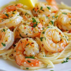 - 450 g große Garnelen, geschält und entdarmt - 60 g ungesalzene Butter - 60 ml Olivenöl - 6 Knoblauchzehen, fein gehackt - 1/2 Teelöffel rote Paprikaflocken (nach Geschmack anpassen) Die Garnelen sind der Star dieses Gerichts. Achte darauf, große Garnelen zu wählen, da sie eine bessere Textur und mehr Geschmack bieten. Die Butter und das Olivenöl geben dem Gericht eine reichhaltige Basis. Knoblauch ist ein Muss. Der Duft beim Anbraten ist einfach unwiderstehlich. Die roten Paprikaflocken fügen eine milde Schärfe hinzu, die du nach Belieben anpassen kannst. - 225 g Linguine oder Spaghetti - 60 ml Hühnerbrühe (oder Gemüsebrühe) - Saft von 1 Zitrone - Abrieb von 1 Zitrone - 1/4 Tasse frisch gehackte Petersilie - Salz und Pfeffer nach Geschmack - Geriebener Parmesan (optional, zum Servieren) Pasta ist ein wichtiger Teil des Gerichts. Linguine oder Spaghetti passen perfekt. Die Brühe bringt mehr Geschmack. Der Zitronensaft und der Abrieb sorgen für Frische. Petersilie bringt Farbe und einen frischen Geschmack. Parmesan ist optional, aber er macht das Gericht noch besser. {{ingredient_image_2}} Um die Linguine oder Spaghetti zu kochen, bringe einen großen Topf mit Wasser zum Kochen. Füge genug Salz hinzu, damit das Wasser wie das Meer schmeckt. Koche die Pasta laut den Anweisungen auf der Verpackung, bis sie al dente ist. Das dauert meist 8 bis 10 Minuten. Heutzutage ist es wichtig, etwas Nudelwasser aufzuheben. Bewahre etwa 240 ml auf, bevor du die Pasta abgießt. Das Wasser hilft, die Soße später zu binden. Erhitze in einer großen Pfanne Olivenöl und 30 g Butter bei mittlerer Hitze. Warte, bis die Butter geschmolzen ist. Dann füge die geschälten Garnelen hinzu. Würze sie mit Salz und Pfeffer. Brate die Garnelen 2 bis 3 Minuten. Sie sollten rosa und durchscheinend sein. Nimm sie danach aus der Pfanne und lege sie beiseite. In derselben Pfanne gib die restlichen 30 g Butter und den fein gehackten Knoblauch. Brate den Knoblauch 1 bis 2 Minuten, bis er gut duftet. Pass auf, dass er nicht anbrennt. Danach füge die roten Paprikaflocken, Zitronensaft, Zitronenabrieb und Hühnerbrühe hinzu. Lass die Mischung 2 bis 3 Minuten köcheln, damit sich die Aromen gut verbinden. Gib die gebratenen Garnelen und die abgetropfte Pasta zurück in die Pfanne. Mische alles gut durch. Je nach Bedarf füge das aufbewahrte Nudelwasser nach und nach hinzu. So passt du die Konsistenz der Soße an. Rühre die frisch gehackte Petersilie unter die Mischung. Schmecke die Gewürze ab und passe sie nach deinem Geschmack an. Lass alles eine zusätzliche Minute weiterkochen, bis alles heiß ist. Richte die Knoblauchbutter Garnelen Scampi auf Tellern an. Du kannst sie mit geriebenem Parmesan bestreuen, wenn du magst. Garniere die Portionen mit zusätzlicher Petersilie und Zitronenscheiben. Das macht das Gericht auch optisch ansprechend. Auswahl der Garnelen Wählen Sie große, frische Garnelen. Achten Sie auf eine feste Textur. Die Farbe sollte lebhaft sein. Vermeiden Sie Garnelen mit unangenehmem Geruch. Garzeiten beachten Garnelen garen schnell. Braten Sie sie für 2-3 Minuten. Sie sind fertig, wenn sie rosa und durchscheinend sind. Überkochen Sie sie nicht, sonst werden sie zäh. Verwendung von frischen Kräutern Frische Kräuter bringen mehr Geschmack. Petersilie ist eine tolle Wahl. Sie verleiht Frische und Farbe. Fügen Sie die Kräuter am Ende hinzu, um Aromen zu bewahren. Alternativen zu Zitronen Wenn Sie keine Zitrone haben, verwenden Sie Limette. Auch Essig kann einen tollen Geschmack geben. Experimentieren Sie mit verschiedenen Zitrusfrüchten, um neue Aromen zu entdecken. Serviervorschläge Richten Sie die Garnelen Scampi auf großen Tellern an. Fügen Sie etwas Petersilie und Zitronenscheiben hinzu. Das sieht schön aus und schmeckt frisch. Verwendung von Parmesan Geriebener Parmesan kann das Gericht aufwerten. Streuen Sie ihn über die Garnelen vor dem Servieren. Es fügt eine salzige Note hinzu, die gut zu den Aromen passt. Pro Tipps Frische Garnelen verwenden: Achte darauf, dass die Garnelen frisch sind und eine feste Konsistenz haben. Tiefgefrorene Garnelen sollten gut aufgetaut werden, bevor du sie anbrätst. Knoblauch nicht verbrennen: Achte darauf, dass du den Knoblauch nur kurz anbrätst, um zu verhindern, dass er bitter wird. Sein Aroma entfaltet sich am besten, wenn er leicht goldbraun ist. Würze anpassen: Probiere die Soße und passe die Gewürze nach deinem Geschmack an. Vielleicht möchtest du mehr Zitronensaft oder Paprikaflocken hinzufügen, um die Schärfe zu erhöhen. Pasta al dente kochen: Koche die Pasta nur bis sie al dente ist, damit sie beim Mischen mit der Soße nicht zu weich wird und ihre Form behält. {{image_4}} Für eine vegetarische Version von Knoblauchbutter Garnelen Scampi gibt es viele Optionen. Du kannst eine Mischung aus Gemüse verwenden. Zucchini, Paprika und Brokkoli sind tolle Wahlmöglichkeiten. Diese Gemüse sind knackig und nehmen die Aromen gut auf. Wenn du eine vegane Variante suchst, ersetze die Garnelen durch Tofu oder Pilze. Tofu hat eine tolle Textur und nimmt den Geschmack der Soße auf. Verwende pflanzliche Butter anstelle von normaler Butter für die Soße. Um dem Gericht mehr Würze zu geben, füge einfach mehr Gewürze hinzu. Du kannst mehr rote Paprikaflocken verwenden oder sogar frische Chilis. Eine andere Möglichkeit ist die Verwendung von Chiliöl. Es gibt dem Gericht einen scharfen Kick und macht es besonders lecker. Probiere auch, etwas Cayennepfeffer hinzuzufügen. So wird dein Scampi noch würziger und aufregender. Wenn du keine Linguine oder Spaghetti hast, keine Sorge! Du kannst verschiedene Pastasorten verwenden. Penne oder Fusilli sind ebenfalls gute Optionen. Sie fangen die Soße gut ein und sorgen für einen tollen Biss. Achte darauf, die Pasta al dente zu kochen. Das sorgt für eine bessere Textur. Wenn du die Pasta abgießt, bewahre etwas Nudelwasser auf. Das kannst du in die Soße geben, um die Konsistenz zu verbessern. Um Reste von Knoblauchbutter Garnelen Scampi richtig zu lagern, benötigst du luftdichte Behälter. Diese halten die Aromen frisch. Stelle sicher, dass die Reste vollständig abgekühlt sind, bevor du sie in den Behälter gibst. Du kannst sie im Kühlschrank aufbewahren. Dort halten sich die Reste etwa 2 bis 3 Tage. Um die Garnelen Scampi wieder aufzuwärmen, empfehle ich die Pfanne oder die Mikrowelle. In der Pfanne kannst du etwas Olivenöl hinzufügen. Erhitze die Mischung bei mittlerer Hitze. In der Mikrowelle solltest du die Reste in einer Schüssel abdecken. So bleibt die Feuchtigkeit drin. Achte darauf, die Garnelen nicht zu lange zu erhitzen. Sonst werden sie gummiartig. Wenn du die Garnelen Scampi einfrieren möchtest, packe sie in gefriergeeignete Behälter oder Beutel. Stelle sicher, dass du die Luft herausdrückst, um Gefrierbrand zu vermeiden. Du kannst die Garnelen so bis zu 3 Monate einfrieren. Um die Qualität zu bewahren, taue die Garnelen langsam im Kühlschrank auf. So bleiben sie zart und schmackhaft. Die Zubereitung dauert insgesamt etwa 25 Minuten. Die Vorbereitungszeit ist etwa 10 Minuten. Das Kochen der Pasta und die Zubereitung der Garnelen nehmen den Rest der Zeit in Anspruch. So hast du in kurzer Zeit ein leckeres Gericht auf dem Tisch. Ja, du kannst gefrorene Garnelen verwenden. Stelle sicher, dass du sie vorher auftauen lässt. Am besten lässt du sie über Nacht im Kühlschrank. Wenn du es eilig hast, lege sie in kaltes Wasser für etwa 15 Minuten. So bleiben sie saftig und zart. Ja, die Soße lässt sich leicht anpassen. Du kannst mehr Knoblauch für einen stärkeren Geschmack hinzufügen. Ein Spritzer Weißwein kann die Aromen vertiefen. Wenn du es schärfer magst, füge mehr Paprikaflocken hinzu. Experimentiere mit den Zutaten, die du magst! Ja, du kannst es glutenfrei machen. Verwende glutenfreie Pasta oder Zucchini-Nudeln als Alternative. So bleibt der Geschmack gleich, und du kannst es genießen. Achte darauf, dass die Brühe ebenfalls glutenfrei ist. Um die Garnelen zarter zu machen, mariniere sie kurz in Zitronensaft und etwas Olivenöl. Lass sie nicht zu lange marinieren, sonst werden sie gummiartig. Achte darauf, die Garnelen nur kurz zu braten, bis sie rosa sind. So bleiben sie zart und saftig. In diesem Blogbeitrag haben wir die köstlichen Knoblauchbutter Garnelen Scampi erkundet. Wir haben die Hauptzutaten wie Garnelen, Butter und Knoblauch besprochen. Außerdem habe ich Schritt-für-Schritt-Anleitungen gegeben, sowie Tipps zur perfekten Zubereitung. Denke daran, mit frischen Kräutern zu arbeiten und Anpassungen für verschiedene Geschmäcker vorzunehmen. Ob pikant, vegetarisch oder mit anderen Pastasorten, du kannst deine persönliche Note einbringen. Viel Spaß beim Kochen und Genießen!