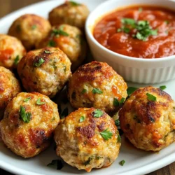 Für diese köstlichen Knoblauch-Kräuter Truthahnbällchen braucht ihr folgende Hauptzutaten: - 500 g gemahlenes Truthahnfleisch - 60 g Semmelbrösel - 60 g geriebener Parmesan - 2 Knoblauchzehen, fein gehackt - 60 g frische Petersilie, gehackt - 1 Ei, verquirlt Diese Zutaten bilden die Basis unserer Bällchen. Das Truthahnfleisch sorgt für die Proteine. Parmesan gibt den Bällchen einen tollen Geschmack. Die Semmelbrösel helfen, die Form zu halten. Einige Gewürze und Kräuter sind wichtig für den vollen Geschmack: - 1 Teelöffel getrockneter Oregano - 1 Teelöffel getrockneter Thymian - 1/2 Teelöffel Salz - 1/4 Teelöffel schwarzer Pfeffer Oregano und Thymian bringen eine italienische Note. Salz und Pfeffer verstärken die Aromen und machen die Bällchen würzig. Frische Kräuter wie Petersilie geben eine frische Farbe und einen tollen Duft. Um die Bällchen zu servieren, könnt ihr sie mit etwas Besonderem kombinieren: - Marinara-Soße (zum Servieren) Diese Soße passt perfekt zu den Bällchen. Ihr könnt auch einen Beilagensalat oder gedämpftes Gemüse hinzufügen. Das macht die Mahlzeit noch bunter und gesünder. Probiert dieses Rezept aus und entdeckt die vielen Möglichkeiten! {{ingredient_image_2}} Um die Knoblauch-Kräuter Truthahnbällchen zuzubereiten, brauchen wir frische Zutaten. Zuerst nehmen wir 500 g gemahlenes Truthahnfleisch und geben es in eine große Schüssel. Dann fügen wir 60 g Semmelbrösel und 60 g geriebenen Parmesan hinzu. Diese Zutaten sorgen für eine tolle Textur. Nun kommt der gehackte Knoblauch. Wir brauchen 2 Knoblauchzehen. Sie geben den Bällchen viel Geschmack. Dann fügen wir 60 g frische, gehackte Petersilie und einen Teelöffel getrockneten Oregano und Thymian hinzu. Diese Kräuter machen die Bällchen frisch und aromatisch. Jetzt geben wir 1/2 Teelöffel Salz und 1/4 Teelöffel schwarzen Pfeffer dazu. Das sorgt für die richtige Würze. Zum Schluss gießen wir ein verquirltes Ei hinein. Mit den Händen vermengen wir alles gut, aber nicht zu fest. So bleiben die Bällchen zart. Heizen Sie den Ofen auf 200 °C vor. Formen Sie die Mischung zu Bällchen von etwa 2,5 cm Durchmesser. Legen Sie sie auf ein Backblech mit Backpapier. Jetzt erhitzen wir 1 Esslöffel Olivenöl in einer Pfanne. Braten Sie die Bällchen portionsweise 3-4 Minuten auf jeder Seite. Sie sollten goldbraun werden. Danach legen wir die Bällchen zurück auf das Backblech und backen sie im Ofen für 10-15 Minuten, bis sie gar sind. Die Innentemperatur sollte 75 °C erreichen. Die Knoblauch-Kräuter Truthahnbällchen schmecken toll mit Marinara-Soße. Servieren Sie sie auf einem schönen Teller. Ein bisschen gehackte Petersilie oben drauf sieht toll aus. Für eine komplette Mahlzeit können Sie einen Beilagensalat oder gedämpftes Gemüse dazu reichen. Genießen Sie Ihre köstlichen Bällchen! Um die perfekte Konsistenz zu erreichen, achte auf die richtige Mischung. Verwende frisches, gemahlenes Truthahnfleisch. Mische die trockenen Zutaten gut, bevor du das Ei hinzufügst. Vermeide es, die Mischung zu überarbeiten. Das sorgt dafür, dass die Bällchen zart bleiben und nicht trocken werden. Forme die Bällchen gleichmäßig, etwa 2,5 cm groß. Dies hilft, dass sie gleichmäßig garen. Ein häufiger Fehler ist, das Fleisch zu lange zu mischen. Das macht die Bällchen hart. Ein weiterer Fehler ist, die Bällchen nicht genug zu würzen. Achte darauf, genug Salz und Pfeffer hinzuzufügen. Wenn du die Bällchen brätst, stelle sicher, dass das Öl heiß genug ist. Zu kaltes Öl lässt die Bällchen kleben und macht sie matschig. Du kannst die Bällchen leicht abwandeln. Füge zum Beispiel gehackte Oliven oder rote Paprika hinzu. Diese Zutaten geben extra Geschmack. Für eine schärfere Note probiere etwas rote Pfefferschote. Du kannst auch andere Kräuter wie Basilikum oder Schnittlauch verwenden. Experimentiere mit verschiedenen Dips wie Joghurt oder Hummus. Diese Abwandlungen machen das Gericht spannend und lecker. Pro Tipps Frische Kräuter verwenden: Verwenden Sie frische Kräuter anstelle von getrockneten, um den Geschmack der Bällchen zu intensivieren. Fleischbällchen gleichmäßig formen: Achten Sie darauf, die Bällchen gleichmäßig zu formen, damit sie gleichmäßig garen. Die Mischung nicht überarbeiten: Arbeiten Sie die Mischung nur so lange, bis alles gut vermischt ist, um zarte Bällchen zu erhalten. Marinara-Soße aufpeppen: Fügen Sie der Marinara-Soße frische Kräuter oder einen Spritzer Zitronensaft hinzu, um zusätzliche Aromen zu entfalten. {{image_4}} Wenn du Abwechslung suchst, probiere Huhn oder Rind. Mit Hühnerfleisch bleiben die Bällchen leicht und zart. Rindfleisch bringt einen reicheren Geschmack. Mische die Zutaten gleich wie im Rezept. Die Garzeit bleibt gleich, aber die Textur ändert sich. Für eine vegane Option benutze pflanzliche Fleischalternativen. Produkte aus Soja oder Erbsenprotein sind ideal. Du kannst auch zerdrückte Kichererbsen verwenden. Halte die restlichen Zutaten gleich, wie die Kräuter und Gewürze. Diese Varianten sind ebenso lecker und nahrhaft. Die Gewürze machen den Unterschied. Experimentiere mit frischen Kräutern wie Basilikum oder Dill. Auch andere getrocknete Kräuter wie Rosmarin oder Majoran passen gut. Mit Gewürzen wie Paprika oder Chili kannst du mehr Wärme hinzufügen. Diese Anpassungen machen jedes Mal ein neues Geschmackserlebnis. Um die Knoblauch-Kräuter Truthahnbällchen frisch zu halten, lege sie in einen luftdichten Behälter. Stelle sicher, dass die Bällchen vollständig abgekühlt sind, bevor du sie lagerst. Sie bleiben so etwa drei bis vier Tage im Kühlschrank gut. Du kannst sie auch in einer flachen Schicht auf ein Backblech legen und anfrieren, bevor du sie in einen Behälter umfüllst. So kleben sie nicht zusammen. Für das Einfrieren ist es am besten, die Bällchen roh oder gekocht einzufrieren. Wenn du sie roh einfrierst, forme sie einfach und lege sie auf ein Backblech. Friere sie etwa eine Stunde ein, bis sie fest sind. Danach kannst du sie in einen Beutel umfüllen. Zum Auftauen lege die Bällchen über Nacht in den Kühlschrank. So behalten sie ihre Textur und ihren Geschmack. Um die Bällchen erneut zu erhitzen, lege sie auf ein Backblech. Heize den Ofen auf 180 °C vor und backe sie etwa 10 bis 15 Minuten. Alternativ kannst du sie in einer Pfanne bei mittlerer Hitze aufwärmen. Wenn du eine Sauce verwendest, füge diese hinzu, während du die Bällchen erhitzt. So bleiben sie saftig und lecker. Ja, du kannst die Fleischbällchen im Voraus zubereiten. Mache die Mischung und forme die Bällchen. Lege sie dann auf ein Backblech und friere sie ein. So hast du sie bereit, wenn du sie brauchst. Du kannst sie direkt aus dem Gefrierfach in die Pfanne oder den Ofen geben. Achte darauf, die Garzeit etwas zu verlängern. Die Bällchen halten sich im Kühlschrank bis zu drei Tage. Stelle sicher, dass du sie in einem luftdichten Behälter aufbewahrst. Wenn du sie länger aufbewahren willst, friere sie ein. So bleiben sie bis zu drei Monate frisch. Als Dipp kannst du Marinara-Soße verwenden. Sie passt perfekt zu den Knoblauch-Kräuter Truthahnbällchen. Du kannst auch Joghurt oder eine Knoblauchsoße wählen. Diese Dips bringen noch mehr Geschmack zu deinen Bällchen. Diese Anleitung zeigt dir, wie du leckere Knoblauch-Kräuter Truthahnbällchen machst. Wir haben die Hauptzutaten, Gewürze und passende Dips besprochen. Du hast gelernt, wie du die Bällchen zubereitest, brätst und servierst. Außerdem habe ich dir Tipps gegeben, um Fehler zu vermeiden und Variationen auszuprobieren. Vergiss nicht die Lagerung und Aufbewahrung, um die Bällchen frisch zu halten. Mit diesen Informationen kannst du jetzt deine Lieblingsversion machen. Viel Spaß beim Kochen!