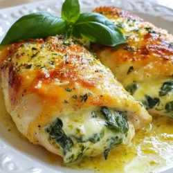 Um cremige Spinat gefüllte Hähnchenbrust zuzubereiten, brauchen Sie: - 4 Hähnchenbrustfilets, ohne Haut und Knochen - 2 Tassen frischer Spinat, grob gehackt - 1 Tasse Frischkäse, weich - 1/2 Tasse Mozzarella, gerieben - 1/4 Tasse Parmesan, gerieben - 2 Knoblauchzehen, fein gehackt - 1 Teelöffel Zwiebelpulver - 1/2 Teelöffel Salz - 1/4 Teelöffel schwarzer Pfeffer - 1 Esslöffel Olivenöl - 1/2 Teelöffel italienische Kräuter - Optional: Frische Basilikumblätter zur Dekoration Frische Zutaten bringen den besten Geschmack. Achten Sie darauf, frischen Spinat zu verwenden. Er hat mehr Aroma und Nährstoffe. Wenn Sie gefrorenen Spinat verwenden, lassen Sie ihn gut auftauen. Drücken Sie das Wasser gut heraus, bevor Sie ihn nutzen. Das hilft, die Füllung nicht zu wässrig zu machen. Wählen Sie frisches Hähnchenfleisch mit einer hellen Farbe. Es sollte fest sein und keinen unangenehmen Geruch haben. Für Käse sollten Sie auf Qualität achten. Verwenden Sie echten Mozzarella und Parmesan. Diese Käse geben der Füllung einen tollen Geschmack. Kaufen Sie die Zutaten, wenn möglich, auf einem Markt oder bei einem vertrauenswürdigen Händler. So stellen Sie sicher, dass Sie die besten Aromen in Ihr Gericht bringen. {{ingredient_image_2}} Heize deinen Ofen auf 190°C vor. Ein vorgeheizter Ofen hilft, das Hähnchen gleichmäßig zu garen. Nimm eine mittelgroße Schüssel. Vermische den grob gehackten Spinat mit Frischkäse, Mozzarella, Parmesan, gehacktem Knoblauch, Zwiebelpulver, Salz, Pfeffer und italienischen Kräutern. Mische alles gut, bis es eine cremige Füllung ergibt. Legen das Hähnchenbrustfilet auf ein Schneidebrett. Schneide mit einem scharfen Messer vorsichtig die Brust horizontal auf. Achte darauf, die Brust nicht ganz durchzuschneiden. So entsteht eine Tasche für die Füllung. Fülle jede Tasche mit der Spinatfüllung. Sei großzügig! Verwende Zahnstocher, um die Öffnungen zu sichern. So bleibt die Füllung beim Kochen im Hähnchen. Erhitze Olivenöl in einer großen, ofenfesten Pfanne bei mittlerer bis hoher Hitze. Brate die gefüllten Hähnchenbrustfilets etwa 3-4 Minuten pro Seite an, bis sie goldbraun sind. Übertrage dann die Pfanne in den vorgeheizten Ofen. Backe das Hähnchen 25-30 Minuten, bis die Innentemperatur 75°C erreicht. Nimm die Pfanne aus dem Ofen und lasse das Hähnchen 5 Minuten ruhen. Entferne die Zahnstocher vorsichtig. Garnieren das Gericht nach Wunsch mit frischen Basilikumblättern. Serviere das Hähnchen warm und genieße es! Ein häufiger Fehler ist, das Hähnchen nicht genug zu füllen. Füllen Sie jede Tasche gut. Achten Sie darauf, die Öffnungen mit Zahnstocher zu sichern. Das verhindert, dass die Füllung beim Braten herausläuft. Ein weiterer Fehler ist die Garzeit. Überprüfen Sie die Innentemperatur. Sie sollte 75°C erreichen. Die optimale Garzeit beträgt 25 bis 30 Minuten im Ofen. So bleibt das Hähnchen saftig. Braten Sie die Hähnchen zuerst 3 bis 4 Minuten auf jeder Seite an. Das gibt eine schöne Farbe. Verwenden Sie ein Fleischthermometer, um sicherzugehen, dass das Hähnchen perfekt gegart ist. Wenn Sie keine ofenfeste Pfanne haben, können Sie eine normale Pfanne verwenden. Braten Sie das Hähnchen an und legen Sie es dann in eine Backform. Für eine einfachere Reinigung verwenden Sie Backpapier. So bleibt Ihre Pfanne sauber. Wenn Sie keinen frischen Spinat haben, können Sie auch gefrorenen verwenden. Achten Sie darauf, ihn vorher gut abzutropfen. Pro Tipps Die richtige Temperatur: Stellen Sie sicher, dass das Hähnchen bei einer Innentemperatur von 75°C (165°F) vollständig durchgegart ist, um Lebensmittelsicherheit zu gewährleisten. Variationen der Füllung: Experimentieren Sie mit verschiedenen Käsesorten oder fügen Sie Zutaten wie getrocknete Tomaten oder Artischocken hinzu, um den Geschmack zu variieren. Die Hähnchenbrust richtig butterfliegen: Seien Sie vorsichtig beim Schneiden der Hähnchenbrust, um die Tasche zu erstellen, und vermeiden Sie es, die Brust ganz durchzuschneiden. Ruhen lassen: Nachdem das Hähnchen aus dem Ofen genommen wurde, lassen Sie es 5 Minuten ruhen, damit sich die Säfte setzen können, was zu einem saftigeren Ergebnis führt. {{image_4}} Du kannst die Käsesorten in dieser Füllung leicht ändern. Anstatt Frischkäse kannst du Ricotta probieren. Ricotta gibt der Füllung eine leichte, luftige Textur. Auch Feta ist eine gute Wahl. Feta bringt einen salzigen, herzhaften Geschmack. Wenn du einen stärkeren Käse magst, verwende Gorgonzola. Dieser Käse verleiht deinem Gericht einen intensiven Geschmack. Die Füllung kann auch mit anderen Gemüsesorten erweitert werden. Du kannst zum Beispiel gehackte Paprika oder Zucchini hinzufügen. Diese Gemüsesorten bringen Frische und Farbe in dein Gericht. Möhren sind eine weitere leckere Option. Sie geben einen süßeren Geschmack und eine knusprige Textur. Denke daran, das Gemüse klein zu schneiden, damit es gut durchgart. Du kannst die Gewürze und Kräuter in deiner Füllung ganz nach deinem Geschmack anpassen. Magst du es schärfer? Füge eine Prise Cayennepfeffer hinzu. Für einen mediterranen Touch kannst du frischen Oregano oder Thymian verwenden. Diese Kräuter harmonieren hervorragend mit dem Hähnchen und dem Käse. Auch ein Spritzer Zitrone kann die Aromen aufhellen. Er probiere es aus und finde deine perfekte Mischung. Um die Reste von cremiger Spinat gefüllter Hähnchenbrust gut zu lagern, lege sie in einen luftdichten Behälter. Achte darauf, dass sie gut abgekühlt sind, bevor du sie verschließt. So bleibt der Geschmack frisch. Du kannst auch die Hähnchenstücke in Folie wickeln. Dies hilft, sie vor dem Austrocknen zu schützen. Wenn du die Reste aufwärmen möchtest, benutze den Ofen oder die Mikrowelle. Im Ofen bleibt das Hähnchen saftig. Heize den Ofen auf 180°C (350°F) vor. Lege das Hähnchen auf ein Backblech und decke es mit Folie ab. So bleibt die Füllung feucht. In der Mikrowelle erwärmst du es bei mittlerer Hitze für 2-3 Minuten. Überprüfe die Temperatur, um sicherzustellen, dass es heiß ist. Im Kühlschrank hält sich die gefüllte Hähnchenbrust 3 bis 4 Tage. Stelle sicher, dass der Behälter gut verschlossen ist. Im Gefrierschrank kann sie bis zu 3 Monate aufbewahrt werden. Um das beste Ergebnis zu erzielen, friere das Hähnchen in Portionen ein. So kannst du genau die Menge auftauen, die du benötigst. Um sicherzustellen, dass das Hähnchen durchgegart ist, nutzen Sie ein Fleischthermometer. Stecken Sie es in die dickste Stelle des Hähnchens. Die Innentemperatur sollte 75°C (165°F) erreichen. So sind Sie sicher, dass das Hähnchen sicher zu essen ist. Achten Sie darauf, dass das Fleisch nicht mehr rosa ist und die Säfte klar sind. Ja, die Füllung passt gut zu vielen Gerichten. Sie können sie in Paprika, Zucchini oder Auberginen verwenden. Auch in Pasta oder als Dip zu Gemüse ist sie lecker. Diese Füllung bringt viel Geschmack und ist sehr vielseitig. Zu gefüllter Hähnchenbrust passen viele Beilagen. Hier sind einige gute Ideen: - Reis oder Quinoa - Gedünstetes Gemüse wie Brokkoli oder Karotten - Ein frischer Salat - Kartoffelpüree oder Ofenkartoffeln Für eine fettärmere Variante können Sie die Füllung anpassen. Nutzen Sie fettarmen Frischkäse oder ersetzen Sie den Käse durch mehr Gemüse. Auch die Hähnchenbrust können Sie durch Putenbrust ersetzen. Diese Optionen bringen den Geschmack, ohne zu viele Fette hinzuzufügen. Die gesamte Zubereitungszeit für gefüllte Hähnchenbrust beträgt etwa 50 Minuten. Davon sind 15 Minuten für die Vorbereitung und 25 bis 30 Minuten für das Backen im Ofen. So haben Sie schnell ein köstliches Gericht auf dem Tisch. Wir haben uns die Zutaten, die Zubereitung und Tipps für gefüllte Hähnchenbrust angesehen. Achte bei der Auswahl der Zutaten auf Frische und Qualität. Verwende die Schritte, um schmackhaftes Hähnchen zu machen. Vermeide häufige Fehler und passe die Garzeiten an. Denke daran, mit Variationen zu experimentieren und Reste richtig aufzubewahren. So bleibt das Gericht auch am nächsten Tag lecker. Jetzt liegt es an dir, diese Tipps umzusetzen und ein köstliches Gericht zu servieren!