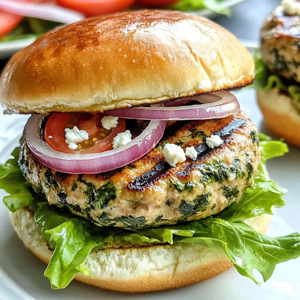 Für die Spinat-Feta-Türkei Burger brauchst du: - 450 g mageres Putenhackfleisch - 1 Tasse frischer Spinat, fein gehackt - 125 g Feta-Käse, zerbröckelt - 1 Knoblauchzehe, fein gehackt - 1 Teelöffel getrockneter Oregano - 1 Teelöffel Zwiebelpulver - ½ Teelöffel schwarzer Pfeffer - ½ Teelöffel Salz - 1 Ei, geschlagen - ½ Tasse Semmelbrösel (oder glutenfreie Alternative) - 4 Vollkorn-Burgerbrötchen - Blattsalat, Tomate und rote Zwiebel für die Garnitur Diese Zutaten sorgen für einen tollen Geschmack und eine saftige Textur. Wenn du kein Putenhackfleisch magst, kannst du andere Optionen nutzen. Du kannst Hähnchenhackfleisch verwenden, das ähnlich ist. Auch eine Mischung aus Rindfleisch und Hähnchen ist möglich. Für eine vegetarische Option probiere Kichererbsen oder schwarze Bohnen. Diese Alternativen bieten dir viele Möglichkeiten, die dir schmecken. Die Gewürze sind wichtig für den Geschmack. Oregano gibt den Burgern eine mediterrane Note. Zwiebelpulver bringt einen süßen, herzlichen Geschmack. Schwarzer Pfeffer und Salz verstärken die Aromen. Du kannst auch frische Kräuter wie Petersilie oder Basilikum hinzufügen, um mehr Frische zu bekommen. Diese kleinen Änderungen machen einen großen Unterschied! {{ingredient_image_2}} Beginne mit einer großen Schüssel. Gib 450 g mageres Putenhackfleisch hinein. Füge eine Tasse fein gehackten frischen Spinat hinzu. Dann kommt 125 g zerbröckelter Feta-Käse dazu. Hacke eine Knoblauchzehe fein und gib sie in die Schüssel. Streue einen Teelöffel getrockneten Oregano und einen Teelöffel Zwiebelpulver hinein. Füge auch ½ Teelöffel schwarzen Pfeffer und ½ Teelöffel Salz hinzu. Vermische alles gut. Zuletzt gib ein geschlagenes Ei und ½ Tasse Semmelbrösel dazu. Mische die Zutaten vorsichtig mit deinen Händen. Achte darauf, das Hackfleisch nicht zu stark zu bearbeiten. Teile die Mischung in vier gleich große Portionen auf. Nimm eine Portion und forme sie zu einem Patty. Die Patties sollten etwa 2 cm dick sein. Lege sie auf einen Teller. Wiederhole diesen Schritt mit den restlichen Portionen. Stelle sicher, dass die Patties gleichmäßig geformt sind. So garen sie gleichmäßig beim Kochen. Heize deinen Grill oder eine beschichtete Pfanne auf mittlerer Hitze vor. Öle die Kochfläche leicht ein. Lege die Patties vorsichtig auf den Grill oder in die Pfanne. Brate sie für etwa 5-6 Minuten auf jeder Seite. Sie sind fertig, wenn die Innentemperatur 74 °C erreicht. Die Patties sollten goldbraun sein. Toast die Burgerbrötchen auf dem Grill für 1-2 Minuten, bis sie leicht goldbraun sind. Jetzt kannst du die Burger zusammenstellen. Lege das Putenpatty auf das Brötchen. Ergänze es mit Blattsalat, Tomatenscheiben und roten Zwiebelringen. Decke die Burger mit der oberen Brötchenhälfte ab und serviere sie sofort. Ein häufiger Fehler ist, das Fleisch zu stark zu mischen. Das macht die Burger zäh. Mischen Sie die Zutaten nur, bis sie gerade verbunden sind. Achten Sie auch darauf, frischen Spinat zu verwenden. Er gibt den Burgern mehr Geschmack und Farbe. Überprüfen Sie die Konsistenz der Patties. Sie sollten fest, aber nicht trocken sein. Wenn sie zu weich sind, fügen Sie mehr Semmelbrösel hinzu. Für perfekte Burger ist die Temperatur wichtig. Erhitzen Sie die Pfanne oder den Grill auf mittlere Hitze. Die Patties sollten etwa 5-6 Minuten pro Seite braten. Um sicherzustellen, dass sie durchgegart sind, messen Sie die Innentemperatur. Sie sollte 74 °C erreichen. So bleiben die Burger saftig und lecker. Zu Spinat-Feta-Türkei Burgern passen viele Beilagen. Frischer Blattsalat, Tomaten und rote Zwiebeln sind klassisch. Sie bringen Frische und Farbe auf den Teller. Für Saucen empfehle ich Joghurt-Dip oder Tzatziki. Diese Saucen ergänzen die Aromen der Burger gut. Ein einfacher Kartoffelsalat oder gebackene Süßkartoffeln passen ebenfalls hervorragend dazu. Experimentieren Sie mit verschiedenen Beilagen, um Ihre perfekte Kombination zu finden. Pro Tipps Frischer Spinat: Verwenden Sie frischen Spinat für den besten Geschmack und die beste Textur. Tiefkühlspinat kann wässerig sein. Feta-Käse: Wählen Sie einen hochwertigen Feta-Käse für einen intensiveren Geschmack. Ein cremiger Feta fügt zusätzlich eine schöne Konsistenz hinzu. Patties nicht überarbeiten: Überarbeiten Sie die Fleischmischung nicht, da dies zu einer zähen Textur führen kann. Mischen Sie nur so lange, bis alles gut kombiniert ist. Burgerbrötchen toasten: Das Toasten der Brötchen verbessert den Geschmack und die Textur. Achten Sie darauf, sie nicht zu lange zu toasten, um sie nicht zu trocken zu machen. {{image_4}} Wenn du eine vegetarische Option suchst, kannst du das Putenhackfleisch durch schwarze Bohnen oder Kichererbsen ersetzen. Diese Hülsenfrüchte bieten einen tollen Geschmack und eine gute Konsistenz. Mische sie mit dem Spinat, Feta und den Gewürzen. Du kannst auch Quinoa hinzufügen, um die Burger noch nahrhafter zu machen. Feta ist lecker, aber du kannst auch andere Käsesorten verwenden. Ziegenkäse bringt eine cremige Note und einen starken Geschmack. Alternativ kannst du Mozzarella für eine mildere Option nehmen. Probiere auch Parmesan für einen herzhaften Kick. Jeder Käse gibt dem Burger einen neuen Charakter. Um den Burger anzupassen, ändere die Gewürze. Du kannst Paprika für etwas Schärfe hinzufügen oder frische Kräuter wie Basilikum oder Petersilie verwenden. Wenn du es würziger magst, probiere Kreuzkümmel oder Chili-Flocken. Diese Gewürze verleihen dem Burger Tiefe und Vielfalt. Rohe Patties sind empfindlich. Lagern Sie sie in einem luftdichten Behälter. Es ist wichtig, sie im Kühlschrank aufzubewahren. So bleiben sie frisch und sicher. Kochen Sie die Patties, bevor Sie sie lagern. Gekochte Burger sind sicherer und einfacher zu handhaben. Sie können die gekochten Patties ebenfalls in einem Behälter lagern. Das Einfrieren ist eine tolle Option. Legen Sie die rohen Patties auf ein Backblech. Frieren Sie sie etwa eine Stunde ein, bis sie fest sind. Danach können Sie die Patties in Gefrierbeutel umpacken. Vergessen Sie nicht, das Datum aufzuschreiben. So wissen Sie, wie lange sie eingefroren sind. Gekochte Burger können auch eingefroren werden. Sie bleiben bis zu drei Monate gut. Im Kühlschrank halten sich rohe Patties etwa zwei Tage. Achten Sie darauf, sie gut zu verpacken. Gekochte Patties sind bis zu vier Tage haltbar. Lagern Sie sie in einem Behälter mit Deckel. Bei unsachgemäßer Lagerung können Bakterien wachsen. Überprüfen Sie immer das Aussehen und den Geruch der Burger, bevor Sie sie essen. Um die Burger auf die richtige Innentemperatur zu bringen, benutze ein Fleischthermometer. Stecke es in die dickste Stelle jedes Patties. Die Innentemperatur sollte 74 °C erreichen. Dies stellt sicher, dass das Fleisch sicher ist. Wenn du kein Thermometer hast, kannst du die Burger bis zur goldbraunen Farbe braten. Aber das Thermometer gibt dir mehr Sicherheit. Ja, du kannst die Burger auch im Ofen zubereiten. Heize den Ofen auf 200 °C vor. Lege die Patties auf ein Backblech mit Backpapier. Backe sie für etwa 20 Minuten. Wende die Patties nach der Hälfte der Zeit, damit sie gleichmäßig garen. Überprüfe die Innentemperatur wie oben beschrieben. So werden sie saftig und lecker. Zu diesen Burgern passen viele Beilagen. Hier sind einige Vorschläge: - Süßkartoffelpommes - Gemischter Salat - Gegrilltes Gemüse - Zucchini-Nudeln - Joghurt-Dip - Krautsalat Diese Beilagen ergänzen den Geschmack der Burger perfekt. Sie sorgen auch für eine bunte und gesunde Mahlzeit. Am Ende unserer Reise zu Spinat-Feta-Türkei Burgern hast du nun die wichtigsten Zutaten und Schritte kennengelernt. Von der Auswahl des Fleischs bis zu den perfekten Gewürzen und Beilagen – ich hoffe, du fühlst dich sicher beim Kochen. Denke daran, Variationen und Alternativen auszuprobieren, um den Burger nach deinem Geschmack zu gestalten. Mit diesen Tipps kannst du köstliche Burger zubereiten, die immer gelingen. Mach dich bereit, deine Gäste zu beeindrucken!