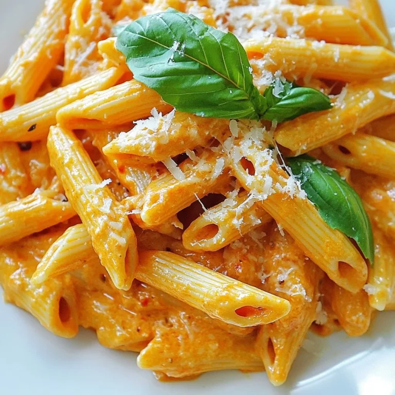 - 340 g Pasta (empfohlen: Penne oder Fusilli) - 2 große rote Paprika - 240 ml Schlagsahne Die Hauptzutaten sind einfach zu beschaffen. Die Pasta, ob Penne oder Fusilli, bringt die Soße gut zur Geltung. Rote Paprika sorgt für eine süße, rauchige Note. Schlagsahne macht die Soße schön cremig. - 3 Knoblauchzehen, fein gehackt - 2 Esslöffel Olivenöl - 50 g geriebener Parmesan Knoblauch gibt der Soße einen tollen Geschmack. Olivenöl sorgt für eine feine Note und hilft beim Anbraten. Parmesan rundet die Soße ab und macht sie besonders. - 1/4 Teelöffel rote Pfefferflocken (optional) - Salz und Pfeffer nach Geschmack - Frische Basilikumblätter zur Garnitur Rote Pfefferflocken bringen eine leichte Schärfe. Salz und Pfeffer heben die Aromen hervor. Frische Basilikumblätter sind perfekt als Garnitur und verleihen Farbe. Mit diesen Zutaten bereitest du eine leckere, cremige Pasta zu. {{ingredient_image_2}} Heize deinen Ofen auf 220°C vor. Schneide die roten Paprika der Länge nach durch. Entferne die Kerne. Lege die Paprika mit der Schnittfläche nach oben auf ein Backblech. Träufle etwas Olivenöl darüber. Röste die Paprika 25 bis 30 Minuten im Ofen. Die Haut sollte geröstet und blasig sein. Nehme die Paprika aus dem Ofen und lasse sie etwas abkühlen. Ziehe die Haut ab und schneide die Paprika in kleinere Stücke. Koche 340 g Pasta nach den Anweisungen auf der Packung. Achte darauf, dass die Pasta al dente ist. Gieße die Pasta ab und stelle sie beiseite. Bewahre 240 ml des Nudelwassers auf. Erhitze einen Esslöffel Olivenöl in einer großen Pfanne bei mittlerer Hitze. Füge die drei fein gehackten Knoblauchzehen hinzu. Brate den Knoblauch etwa eine Minute an, bis er duftet. Achte darauf, dass er nicht verbrennt. Gebe die klein geschnittenen, gerösteten Paprika in die Pfanne. Füge die 240 ml Schlagsahne hinzu. Wenn du magst, streue die roten Pfefferflocken hinein. Püriere die Mischung mit einem Stabmixer, bis sie glatt und cremig ist. Rühre 50 g geriebenen Parmesan unter, bis er geschmolzen ist. Wenn die Soße zu dick ist, füge etwas vom Nudelwasser hinzu. Schmecke die Soße mit Salz und Pfeffer ab. Gebe die gekochte Pasta in die Soße. Vermenge alles gründlich, sodass die Pasta gleichmäßig bedeckt ist. Serviere die Pasta warm. Garniere sie mit frischen Basilikumblättern für einen zusätzlichen Geschmacksakzent. Um eine tolle Soße zu bekommen, nutze das Nudelwasser. Es hat Stärke, die hilft, die Soße dick und cremig zu machen. Wenn du die Soße zubereitest, bewahre 240 ml des Nudelwassers auf. Füge bei Bedarf etwas Nudelwasser hinzu, um die gewünschte Konsistenz zu erreichen. So bleibt die Soße schön glatt und haftet gut an der Pasta. Es gibt viele Wege, den Geschmack zu verstärken. Du kannst frische Kräuter wie Oregano oder Thymian hinzufügen. Ein Spritzer Zitronensaft gibt der Soße eine frische Note. Für mehr Würze sind rote Pfefferflocken eine gute Wahl. Sie bringen ein wenig Schärfe ins Gericht. Experimentiere gern mit Zutaten, die dir gefallen, um deinen eigenen Twist zu kreieren. Das Anrichten kann das Gericht aufwerten. Verwende eine große Schüssel oder flache Teller, um die Pasta zu servieren. Garniere die Pasta mit frischen Basilikumblättern. Das sieht nicht nur schön aus, sondern gibt auch einen frischen Geschmack dazu. Ein wenig geriebener Parmesan oben drauf macht das Gericht noch ansprechender. So wird deine Pasta nicht nur lecker, sondern auch zum Hingucker auf dem Tisch! Pro Tipps Rösten für den besten Geschmack: Rösten Sie die Paprika gründlich, um die Süße zu intensivieren und den rauchigen Geschmack zu verstärken. Achten Sie darauf, dass die Haut schön blasig wird. Die richtige Konsistenz der Soße: Verwenden Sie das aufbewahrte Nudelwasser, um die Soße nach Bedarf zu verdünnen. Es fügt nicht nur Flüssigkeit hinzu, sondern auch zusätzliche Stärke, die die Soße besser an der Pasta haften lässt. Frische Kräuter für mehr Aroma: Garnieren Sie das Gericht nicht nur mit Basilikum, sondern auch mit frisch gehackten Kräutern wie Petersilie oder Thymian für einen zusätzlichen Frischekick. Pasta al dente kochen: Achten Sie darauf, die Pasta al dente zu kochen, da sie beim Mischen mit der Soße noch etwas nachgart und die Textur dadurch optimal bleibt. {{image_4}} Sie können die cremige Pasta leicht anpassen. Fügen Sie einfach mehr Gemüse hinzu. Hier sind einige Ideen: - Zucchini: In kleine Würfel schneiden und anbraten. - Spinat: Frisch oder gefroren, am Ende der Garzeit hinzufügen. - Pilze: Braune oder Champignon-Pilze für einen herzhaften Geschmack. Für glutenfreie Optionen nehmen Sie glutenfreie Pasta. Viele Marken bieten tolle Sorten an. Diese Pasta schmeckt oft genauso gut wie normale Pasta. Achten Sie beim Kauf auf die Zutatenliste. Möchten Sie mehr Eiweiß? Fügen Sie Hähnchen oder Garnelen hinzu. So geht's: - Hähnchen: In Würfel schneiden und in der Pfanne anbraten, bevor Sie die Paprika hinzufügen. - Garnelen: Diese können direkt in die Soße gegeben werden. Sie brauchen nur ein paar Minuten zum Garziehen. Mit diesen Variationen wird Ihr Gericht noch vielseitiger und leckerer! Um die Reste Ihrer Pasta gut aufzubewahren, lassen Sie sie zuerst abkühlen. Geben Sie die Pasta in einen luftdichten Behälter. So bleibt die Pasta frisch und lecker. Lagern Sie die Reste im Kühlschrank. Dort sind sie bis zu drei Tage haltbar. Wenn Sie die Sauce getrennt aufbewahren, bewahren Sie die Konsistenz besser. Beim Erhitzen der Pasta gibt es ein paar gute Methoden. Die beste Methode ist, die Pasta in einer Pfanne zu erwärmen. Fügen Sie etwas Wasser oder Öl hinzu, um ein Ankleben zu verhindern. Rühren Sie die Pasta gut um, bis sie heiß ist. Sie können auch die Mikrowelle nutzen. Stellen Sie sicher, dass Sie die Pasta in einem mikrowellengeeigneten Behälter erhitzen. Decken Sie den Behälter ab, damit die Feuchtigkeit bleibt. Die Haltbarkeit der Pasta ist wichtig, um sicher zu essen. Im Kühlschrank hält die Pasta etwa drei Tage. Achten Sie darauf, die Reste gut zu verpacken. Wenn Sie die Pasta länger aufbewahren möchten, können Sie sie einfrieren. Im Gefrierfach bleibt die Pasta bis zu zwei Monate frisch. Verpacken Sie die Pasta in einem gefrierfesten Behälter oder Beutel. So vermeiden Sie Gefrierbrand und behalten den Geschmack. Die Reste der Pasta können bis zu drei Tage im Kühlschrank aufbewahrt werden. Lagern Sie die Pasta in einem luftdichten Behälter. Achten Sie darauf, die Soße und die Nudeln getrennt zu lagern, wenn möglich. Dies hilft, die Textur der Pasta zu erhalten. Wenn Sie die Reste länger aufbewahren möchten, können Sie diese auch einfrieren. Gefrorene Pasta hält bis zu drei Monate. Ja, Sie können die Rezeptur nach Ihrem Geschmack anpassen. Hier sind einige Tipps: - Fügen Sie zusätzliches Gemüse wie Spinat oder Zucchini hinzu. - Ersetzen Sie die Schlagsahne durch eine pflanzliche Option für eine leichtere Variante. - Variieren Sie die Käsesorte. Feta oder Ziegenkäse geben einen neuen Geschmack. - Experimentieren Sie mit verschiedenen Kräutern, wie Oregano oder Thymian, um den Geschmack zu verändern. Zu dieser cremigen Pasta passen viele Beilagen. Hier sind einige Vorschläge: - Ein frischer grüner Salat mit einem leichten Dressing. - Knoblauchbrot ist immer eine tolle Wahl. - Gegrilltes Gemüse bringt mehr Farbe und Geschmack auf den Tisch. - Für Getränke passen ein trockener Weißwein oder ein spritziges Mineralwasser gut dazu. In diesem Blogbeitrag haben wir die Zutaten und die Zubereitung einer leckeren Pasta besprochen. Wir haben sowohl Hauptzutaten wie Pasta und Paprika als auch aromatische Zutaten und Gewürze behandelt. Die Schritt-für-Schritt-Anleitung zeigt, wie du die perfekte Soße machst. Mich interessieren auch deine Variationen und Tipps. Du kannst die Rezepte ganz nach deinem Geschmack anpassen. Probiere verschiedene Gemüsesorten oder Proteinquellen aus. So wird jedes Gericht einzigartig und schmackhaft. Guten Appetit und viel Spaß beim Kochen!