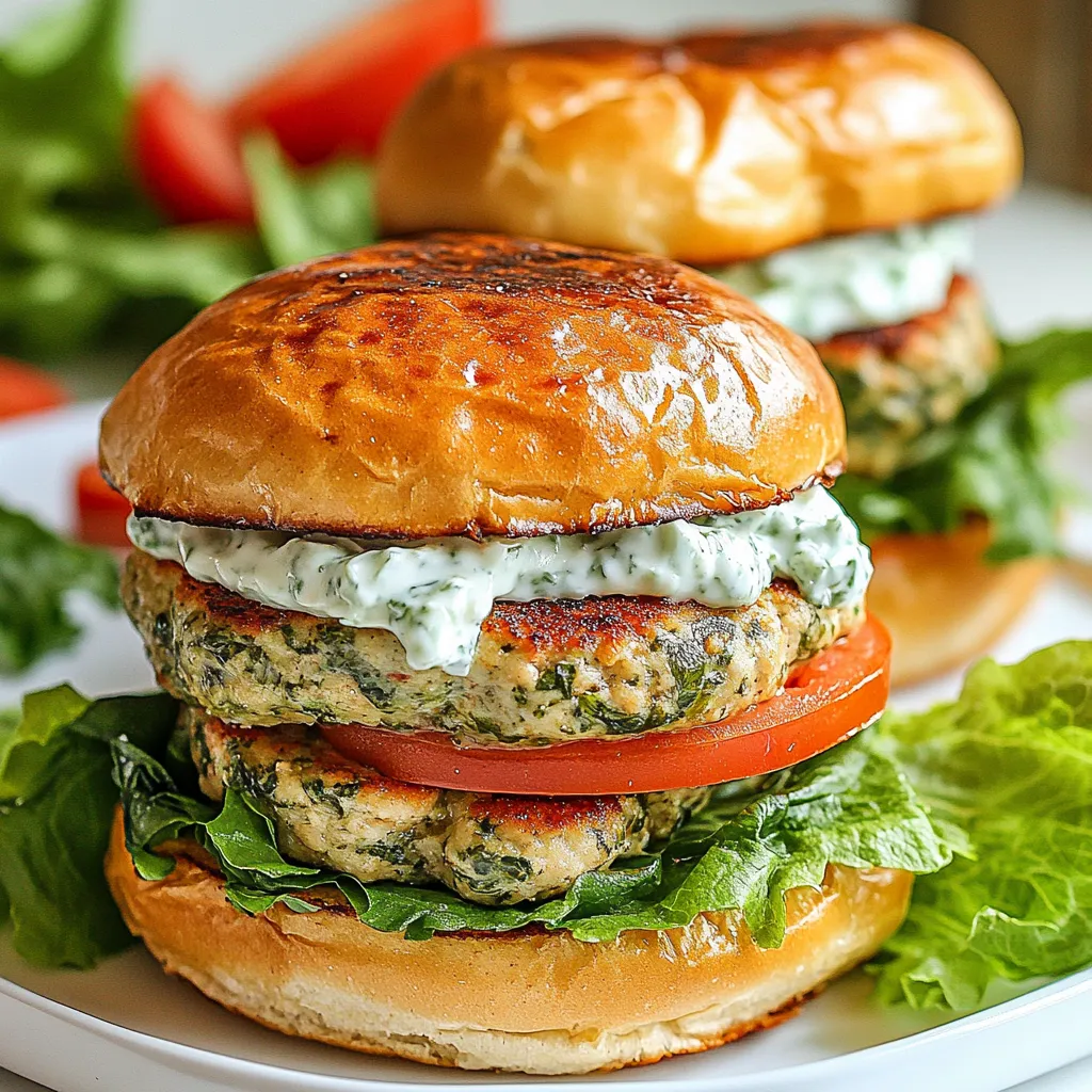 Für die perfekten Spinach Feta Stuffed Turkey Burger brauchen wir einige Hauptzutaten. Hier sind sie: - 450 g gemahlenes Putenfleisch - 1 Tasse frischer Spinat, gehackt - 125 g Feta-Käse, zerbröckelt - 1/4 Tasse rote Zwiebel, fein gehackt - 1 Knoblauchzehe, gehackt - 1 Teelöffel getrockneter Oregano - 1/2 Teelöffel schwarzer Pfeffer - 1/4 Teelöffel Salz - 1 Esslöffel Olivenöl (zum Braten) - 4 Vollkorn-Burgerbrötchen Diese Zutaten sind wichtig, um den Burger saftig und geschmackvoll zu machen. Das Putenfleisch ist leicht und gesund. Der Feta-Käse bringt einen tollen, salzigen Geschmack. Frischer Spinat sorgt für Farbe und Nährstoffe. Um den Burger noch besser zu machen, kannst du einige optionale Beläge hinzufügen: - Geschnittene Tomaten - Frischer Salat - Tzatziki-Sauce Diese Beläge bringen frische Aromen und machen den Burger noch leckerer. Tomaten sorgen für Saftigkeit, während der Salat Crunch gibt. Tzatziki bringt eine kühle, cremige Note. Frische Zutaten sind der Schlüssel zu einem großartigen Burger. Hier sind einige Tipps: - Achte auf die Farbe des Spinats. Er sollte lebendig grün sein. - Wähle Feta, der bröckelig und nicht zu trocken ist. - Die Zwiebeln sollten fest und ohne Flecken sein. Wenn du frische Zutaten wählst, bekommst du den besten Geschmack. Besuche einen lokalen Markt, um die frischesten Produkte zu finden. So wird dein Burger nicht nur lecker, sondern auch gesund. {{ingredient_image_2}} Zuerst nimmst du eine große Schüssel. Füge 450 g gemahlenes Putenfleisch hinzu. Dann kommt 1 Tasse gehackter Spinat dazu. Der Spinat sorgt für Frische. Jetzt zerbröckel 125 g Feta-Käse und gib ihn in die Schüssel. Feta bringt einen tollen Geschmack. Danach füge 1/4 Tasse fein gehackte rote Zwiebel und 1 gehackte Knoblauchzehe hinzu. Diese Zutaten machen die Mischung würzig. Jetzt kommen 1 Teelöffel getrockneter Oregano, 1/2 Teelöffel schwarzer Pfeffer und 1/4 Teelöffel Salz dazu. Vermenge alle Zutaten gut mit deinen Händen. Achte darauf, dass alles gleichmäßig verteilt ist. Das ist wichtig, um den Geschmack in jedem Bissen zu haben. Teile die Putenmischung in vier gleiche Portionen. Jede Portion forme zu einem flachen Patty. Drücke mit deinem Daumen eine kleine Vertiefung in die Mitte jedes Pattys. Diese Vertiefung hilft, die Füllung zu halten. Nimm den restlichen Feta-Käse und Spinat. Forme kleine Bällchen, etwa 1 Esslöffel groß. Setze diese Bällchen in die Vertiefungen der Pattys. Falte die Ränder vorsichtig über die Füllung und drücke sie gut zusammen. So bleibt die Füllung beim Braten drin. Erhitze eine Pfanne bei mittlerer Hitze. Gib 1 Esslöffel Olivenöl in die Pfanne. Wenn das Öl heiß ist, lege die gefüllten Patties hinein. Brate jedes Patty etwa 5-7 Minuten auf jeder Seite. Achte darauf, dass die Innentemperatur 74°C erreicht. So sind sie durchgegart und goldbraun. Während die Burger braten, toaste die Vollkorn-Burgerbrötchen leicht an. Wenn sie goldbraun sind, bist du bereit. Baue die Burger zusammen, indem du die Patties auf die Brötchen legst. Du kannst sie nach Belieben mit geschnittenen Tomaten, Salat und Tzatziki-Sauce belegen. Um perfekte Burger-Patties zu machen, ist es wichtig, das Putenfleisch nicht zu überarbeiten. Mische die Zutaten schnell, aber sanft. So bleiben die Patties zart. Forme die Patties gleichmäßig mit rund 1,5 cm Dicke. Drücke eine kleine Vertiefung in die Mitte, damit sie beim Braten gleichmäßig garen. Die Füllung ist der Schlüssel zu einem großartigen Burger. Du kannst die Füllung anpassen, um verschiedene Aromen zu kreieren. Probiere zum Beispiel, getrocknete Tomaten oder Oliven hinzuzufügen. Diese bringen einen mediterranen Touch. Auch frische Kräuter wie Basilikum oder Petersilie passen gut dazu. Sei kreativ und finde deinen Lieblingsgeschmack. Für die perfekte Präsentation serviere die Burger auf frisch getoasteten Vollkorn-Brötchen. Füge geschnittene Tomaten und knackigen Salat hinzu. Ein Klecks Tzatziki-Sauce bringt Frische und Geschmack. Als Beilage passen knusprige Süßkartoffelpommes oder ein grüner Salat sehr gut. Damit wird dein Essen bunt und lecker. Pro Tipps Frischer Spinat: Für den besten Geschmack verwenden Sie frischen Spinat anstelle von gefrorenem, da dieser mehr Nährstoffe behält und die Textur verbessert. Feta-Käse variieren: Experimentieren Sie mit verschiedenen Feta-Sorten, wie z.B. Kräuterfeta, um zusätzliche Aromen in Ihre Burger zu bringen. Pattys gleichmäßig formen: Achten Sie darauf, die Patties gleichmäßig zu formen, um ein gleichmäßiges Garen zu gewährleisten und ein Auseinanderfallen zu verhindern. Würzen nach Geschmack: Schmecken Sie die Putenmischung vor dem Formen ab und passen Sie die Gewürze nach Ihrem persönlichen Geschmack an. {{image_4}} Wenn du eine vegetarische Option möchtest, kannst du das Putenfleisch durch Kichererbsen ersetzen. Zerdrücke die Kichererbsen in einer Schüssel. Füge dann gehackten Spinat und zerbröckelten Feta hinzu. Diese Mischung macht die Burger lecker und gesund. Du kannst auch schwarze Bohnen oder Quinoa nutzen. Sie geben deinem Burger eine tolle Textur. Gewürze bringen jedem Gericht mehr Leben. Du kannst zum Beispiel Paprika oder Kreuzkümmel hinzufügen. Diese Gewürze geben deinem Burger ein neues Aroma. Für einen scharfen Kick füge etwas Cayennepfeffer hinzu. Auch frische Kräuter wie Petersilie oder Basilikum sind eine gute Wahl. Experimentiere mit verschiedenen Kombinationen, um deinen perfekten Geschmack zu finden. Wenn du glutenfrei essen möchtest, achte darauf, dass die Brötchen glutenfrei sind. Es gibt viele glutenfreie Brötchen auf dem Markt. Du kannst auch Salatblätter verwenden, um die Burger zu servieren. Das macht sie frisch und leicht. Achte beim Einkauf auf die Zutatenliste, um sicherzugehen, dass alles glutenfrei ist. Die Reste der Spinat-Feta gefüllten Putenburger sind einfach zu lagern. Lass die Burger zuerst abkühlen. Dann lege sie in einen luftdichten Behälter. So bleiben sie frisch. Im Kühlschrank halten sie sich bis zu drei Tage. Wenn du sie länger aufbewahren willst, ist das Einfrieren eine gute Option. Um die Putenburger einzufrieren, forme die Patties vor dem Braten. Lege sie zwischen Backpapier, damit sie nicht zusammenkleben. Pack sie dann in einen Gefrierbeutel oder einen luftdichten Behälter. So bleiben sie bis zu drei Monate haltbar. Das macht es leicht, eine gesunde Mahlzeit schnell zubereiten zu können. Um die gefrorenen Burger aufzuwärmen, kannst du sie direkt in der Pfanne braten. Erhitze sie bei mittlerer Hitze, bis sie warm sind. Alternativ kannst du sie im Ofen bei 180 °C für etwa 15 Minuten aufwärmen. Achte darauf, dass die Innentemperatur wieder 74 °C erreicht. So bleiben sie saftig und lecker. Die gefüllten Putenburger sind im Kühlschrank etwa drei Tage haltbar. Achte darauf, sie in einem luftdichten Behälter zu lagern. So bleiben sie frisch und lecker. Wenn du sie länger aufbewahren möchtest, kannst du sie einfrieren. Im Gefrierfach halten sie bis zu drei Monate. Zum Auftauen legst du sie einfach in den Kühlschrank, bis sie weich sind. Ja, du kannst Tiefkühlspinat verwenden. Achte jedoch darauf, ihn gut abzutropfen, bevor du ihn zur Mischung hinzufügst. Tiefkühlspinat hat oft mehr Wasser. Wenn du ihn nicht trocken machst, wird die Mischung zu nass. Das kann die Burger matschig machen. Frischer Spinat hat einen schönen Geschmack und eine tolle Textur. Aber wenn du keinen frischen Spinat hast, ist Tiefkühlspinat eine gute Option. Um die Burger saftiger zu machen, kannst du ein bisschen mehr Olivenöl in die Mischung geben. Das hilft, die Feuchtigkeit zu bewahren. Du kannst auch einen Esslöffel Joghurt oder Frischkäse hinzufügen. Diese Zutaten geben mehr Geschmack und halten die Burger saftig. Achte darauf, nicht zu viel zu mischen, damit die Burger nicht zu dicht werden. Ein guter Trick ist auch, die Patties nicht zu lange zu braten. Wenn du sie perfekt zubereitest, bleiben sie saftig und lecker. Einfache Putenburger sind lecker und vielseitig. Wir schauten uns die besten Zutaten und Zubereitungsschritte an. Du kannst kreative Variationen ausprobieren und frische Zutaten wählen. Auch die Lagerung hat einen Platz in unserem Leitfaden gefunden. Denke daran, dass du die Burger leicht variieren kannst, um neue Geschmäcker zu entdecken. Mit diesen Tipps gelingt dir der perfekte Putenburger. Now, lass uns loslegen und unsere eigene köstliche Version kreieren!
