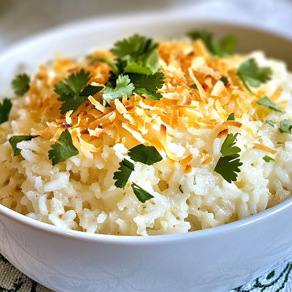 Um Kokosreis perfekt zuzubereiten, brauchen Sie einige einfache Zutaten. Hier ist, was Sie benötigen: - 1 Tasse Jasminreis - 1 Tasse Kokosmilch (Vollfett für extra Cremigkeit) - 1 Tasse Wasser - 1 Esslöffel Zucker - 1 Teelöffel Salz Jasminreis ist ideal, weil er weich und duftend wird. Die Kokosmilch macht den Reis cremig und gibt einen tollen Geschmack. Wasser sorgt für die richtige Konsistenz. Für einen besonders cremigen Reis sollten Sie ungesüßte, geröstete Kokosflocken hinzufügen. Diese Zutat bringt Textur und mehr Kokosgeschmack. Hier ist, was Sie brauchen: - 1/2 Tasse ungesüßte, geröstete Kokosflocken Die gerösteten Kokosflocken geben dem Gericht eine schöne Knusprigkeit. Sie können die Flocken auch als Topping verwenden. Um Ihren Kokosreis zu verfeinern, empfehle ich frischen Koriander. Er bringt Farbe und Frische auf den Teller. Hier ist die Garnierung, die Sie verwenden sollten: - 2 Esslöffel frischer Koriander (zum Garnieren) Ein wenig Koriander oben drauf macht den Reis noch leckerer und schöner. Probieren Sie es aus! {{ingredient_image_2}} Zuerst spülst du den Jasminreis ab. Das hilft, die überschüssige Stärke zu entfernen. Du willst, dass der Reis nicht zu klebrig wird. Fülle eine Schüssel mit kaltem Wasser. Gib den Reis hinein und rühre leicht um. Spüle ihn, bis das Wasser klar bleibt. Dies dauert etwa ein bis zwei Minuten. Jetzt ist es Zeit, die Zutaten in den Instant Pot zu geben. Gib den abgespülten Reis hinein. Füge die Kokosmilch, das Wasser, den Zucker und das Salz hinzu. Rühre gut, damit alles gleichmäßig verteilt ist. Achte darauf, dass der Reis nicht am Boden kleben bleibt. Das sorgt für ein besseres Kochen. Schließe den Deckel des Instant Pots. Versiegle die Ventilöffnung. Stelle den Kochmodus auf High Pressure ein und koche für 4 Minuten. Nach dem Kochen lass den Druck für 10 Minuten natürlich ab. Danach kannst du den restlichen Druck schnell ablassen. Öffne den Deckel vorsichtig. Lockere den Reis mit einer Gabel auf. Mische die gerösteten Kokosflocken unter. Bewahre eine kleine Menge für die Dekoration auf. Serviere den Kokosreis warm. Garniere ihn mit gerösteten Kokosflocken und frischem Koriander. So bekommst du ein tolles Gericht! Das Spülen des Jasminreises ist sehr wichtig. Es entfernt Stärke und macht den Reis lockerer. Spüle den Reis unter kaltem Wasser. Du solltest das Wasser so lange laufen lassen, bis es klar bleibt. Dies kann einige Minuten dauern, aber es lohnt sich! Die Konsistenz des Reises hängt von der Flüssigkeitsmenge ab. Ich empfehle, Vollfett-Kokosmilch zu verwenden. Diese verleiht dem Reis eine cremige Textur. Wenn du es lieber etwas fester magst, kannst du die Menge Wasser leicht reduzieren. Ein Esslöffel Zucker fügt eine süße Note hinzu und hilft, die Aromen zu balancieren. Es gibt viele Möglichkeiten, Kokosreis zu variieren. Du kannst frische Früchte wie Mango oder Ananas hinzufügen. Diese bringen eine fruchtige Frische. Auch Gewürze wie Zimt oder Kardamom können den Reis verfeinern. Experimentiere mit verschiedenen Zutaten, um deinen perfekten Kokosreis zu finden! Pro Tipps Reis gut spülen: Durch das gründliche Abspülen des Jasminreises wird überschüssige Stärke entfernt, was zu einem lockereren und weniger klebrigen Ergebnis führt. Vollfette Kokosmilch verwenden: Die Verwendung von Vollfett-Kokosmilch sorgt für eine cremigere und reichhaltigere Textur des Reises. Natürlicher Druckabbau: Lass den Druck nach dem Kochen 10 Minuten natürlich abfallen, um sicherzustellen, dass der Reis gleichmäßig gart und nicht matschig wird. Kokosflocken frisch rösten: Röste die Kokosflocken selbst, um den besten Geschmack und die frischeste Textur zu erzielen, bevor du sie unter den Reis mischst. {{image_4}} Kokosreis passt gut zu vielen Früchten. Mango, Ananas oder Papaya bringen Frische. Diese Früchte machen das Gericht noch interessanter. Schneide die Früchte in kleine Stücke. Füge sie nach dem Kochen hinzu. Mische sie vorsichtig unter den Reis. Du kannst auch ein paar Früchte als Garnitur verwenden. Dies sorgt für einen schönen Farbkontrast und zusätzlichen Geschmack. Möchtest du eine vegane Version? Verwende einfach Kokosmilch ohne Zusatzstoffe. Der Reis bleibt cremig und lecker. Du kannst auch Agavendicksaft anstelle von Zucker verwenden. So bleibt der Geschmack süß und rein. Achte darauf, dass die Kokosflocken ungesüßt sind. So bleibt dein Gericht gesund und vegan. Um den Kokosreis aufregender zu machen, füge Gewürze hinzu. Zimt oder Kardamom verleihen ein warmes Aroma. Du kannst auch eine Prise Muskatnuss probieren. Diese Gewürze passen gut zu Kokosmilch und Reis. Mische sie mit den anderen Zutaten im Instant Pot. So wird der Reis noch schmackhafter und aromatischer. Experimentiere mit verschiedenen Gewürzen, um deinen perfekten Geschmack zu finden. Um Kokosreis frisch zu halten, lasse ihn zuerst abkühlen. Fülle ihn dann in einen luftdichten Behälter. So bleibt er länger lecker. Du kannst auch Frischhaltefolie verwenden. Stelle den Behälter in den Kühlschrank. Dies schützt den Reis vor Gerüchen und Trockenheit. Wenn du den Reis aufwärmen willst, benutze die Mikrowelle oder den Herd. Bei der Mikrowelle gebe etwas Wasser hinzu. So bleibt der Reis feucht. Erwärme ihn in kurzen Intervallen und rühre zwischendurch um. Auf dem Herd kannst du den Reis in einem Topf mit etwas Wasser erhitzen. Decke den Topf ab, damit der Dampf hilft. Im Kühlschrank bleibt Kokosreis etwa 3 bis 5 Tage haltbar. Achte darauf, dass der Behälter gut verschlossen ist. Im Gefrierfach kannst du ihn bis zu 2 Monate lagern. Teile ihn in kleine Portionen auf, bevor du ihn einfrierst. So kannst du immer nur das auftauen, was du brauchst. Die gesamte Zubereitungszeit für Kokosreis beträgt etwa 25 Minuten. Dies schließt die Vorbereitungszeit von 10 Minuten und die Kochzeit von 4 Minuten ein. Nach dem Kochen lässt du den Druck für 10 Minuten natürlich ab. So bleibt der Reis schön zart und cremig. Ja, du kannst andere Reissorten verwenden, aber das Ergebnis kann variieren. Jasminreis gibt den besten Geschmack und die beste Textur. Du kannst auch Basmati oder Rundkornreis ausprobieren. Achte darauf, die Kochzeit und die Flüssigkeitsmenge anzupassen. Jeder Reis hat eigene Eigenschaften, die das Endergebnis beeinflussen. Um klebrigen Reis zu vermeiden, spüle den Reis gründlich ab. Dies entfernt überschüssige Stärke. Verwende kaltes Wasser, bis das Wasser klar bleibt. Mische die Zutaten gut im Instant Pot. Die richtige Flüssigkeitsmenge hilft auch. Halte dich an das Rezept und genieße fluffigen Kokosreis! Kokosreis ist einfach zuzubereiten und lecker. Wir haben die Haupt- und besonderen Zutaten besprochen. Zudem hast du erfahren, wie du den Reis im Instant Pot kochst. Denk daran, den Reis gut zu spülen für die beste Konsistenz. Du kannst viele Variationen ausprobieren, wie mit Früchten oder Gewürzen. Achte darauf, wie du Kokosreis lagerst und aufwärmst. Mit diesen Tipps machst du immer perfekten Kokosreis! Genieß die Vielfalt und lass deiner Kreativität freien Lauf.