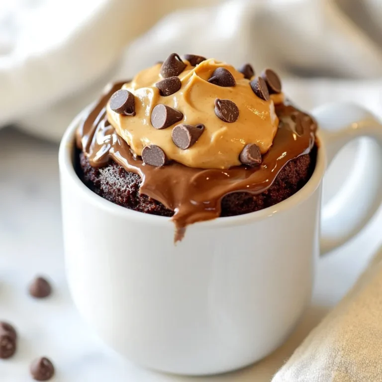 Um diesen köstlichen Schokoladen-Erdnussbutter-Tassekuchen zuzubereiten, benötigst du folgende Zutaten: - 4 Esslöffel Weizenmehl - 4 Esslöffel Zucker - 2 Esslöffel Kakaopulver - 1/8 Teelöffel Backpulver - 1/8 Teelöffel Salz - 3 Esslöffel Milch (oder eine pflanzliche Alternative) - 2 Esslöffel Erdnussbutter - 2 Esslöffel Pflanzenöl - 1/4 Teelöffel Vanilleextrakt - 1 Esslöffel Schokoladenstückchen (optional) Die Qualität deiner Zutaten macht einen großen Unterschied. Achte beim Kauf auf folgende Punkte: - Weizenmehl: Verwende am besten ein feines, helles Mehl. Es sorgt für eine zarte Textur. - Zucker: Für die beste Süße empfehle ich weißen Kristallzucker. Brauner Zucker kann auch eine gute Wahl sein. - Kakaopulver: Nutze ungesüßtes Kakaopulver für den besten Schokoladengeschmack. - Erdnussbutter: Wähle eine natürliche Erdnussbutter ohne Zusatzstoffe. Sie hat einen tollen Geschmack. - Milch: Du kannst Kuhmilch oder pflanzliche Alternativen wie Mandel- oder Hafermilch verwenden. Um deinen Tassekuchen einfach und schnell zuzubereiten, brauchst du nur einige wenige Werkzeuge: - Mikrowellengeeignete Tasse: Eine Tasse mit etwa 350 ml Inhalt ist ideal. - Gabel: Damit kannst du die Zutaten gut vermischen. - Messbecher: Diese sind wichtig, um die Zutaten genau abzumessen. - Löffel: Ein Löffel hilft dir, die Erdnussbutter und die Schokoladenstückchen zu dosieren. Mit diesen Zutaten und Werkzeugen bist du bestens gerüstet, um deinen leckeren Schokoladen-Erdnussbutter-Tassekuchen zu zaubern! {{ingredient_image_2}} Um deinen Schokoladen-Erdnussbutter-Tassekuchen zuzubereiten, benötigst du nur eine Tasse. Nimm eine mikrowellengeeignete Tasse, die etwa 350 ml fasst. Gib zuerst die trockenen Zutaten hinein. Das sind: - 4 Esslöffel Weizenmehl - 4 Esslöffel Zucker - 2 Esslöffel Kakaopulver - 1/8 Teelöffel Backpulver - 1/8 Teelöffel Salz Mische alles gut, damit keine Klumpen bleiben. Danach fügst du die feuchten Zutaten hinzu. Nimm: - 3 Esslöffel Milch (oder eine pflanzliche Alternative) - 2 Esslöffel Erdnussbutter - 2 Esslöffel Pflanzenöl - 1/4 Teelöffel Vanilleextrakt Rühre alles kräftig mit einer Gabel. Die Mischung sollte glatt und cremig sein. Wenn du magst, füge einen Esslöffel Schokoladenstückchen hinzu. Hebe sie vorsichtig unter. Stelle die Tasse in die Mikrowelle. Gare sie bei hoher Leistung für etwa 1 Minute und 30 Sekunden. Es ist wichtig, die Garzeit genau zu beachten. Überprüfe nach der Zeit die Garheit. Der Kuchen sollte aufgegangen sein und in der Mitte fest wirken. Wenn er noch weich ist, verlängere die Garzeit in 10-Sekunden-Intervallen. So erhältst du den perfekten Tassekuchen. Die Garzeit kann je nach Mikrowelle variieren. Jede Mikrowelle ist anders. Wenn dein Kuchen nicht ganz durch ist, gar ihn einfach ein wenig länger. Achte darauf, ihn nicht zu lange zu garen, da er dann trocken wird. Lass den Kuchen nach dem Garen ein paar Minuten abkühlen. So vermeidest du Verbrennungen. Nach dem Abkühlen kannst du ihn mit Erdnussbutter und Schokoladenstückchen garnieren. Um den perfekten Tassekuchen zu machen, benutze eine große Tasse. Eine Tasse mit 350 ml ist ideal. Mische die trockenen Zutaten gut, damit keine Klumpen bleiben. Achte darauf, die Erdnussbutter und die Milch gut zu vermengen. So wird der Kuchen schön cremig. Gare den Kuchen in der Mikrowelle nicht zu lange. Überprüfe nach 1 Minute und 30 Sekunden die Garheit. Ein häufiger Fehler ist, die Mikrowelle zu stark einzustellen. Das kann den Kuchen austrocknen. Stelle die Leistung auf hohe Stufe, aber achte auf die Zeit. Ein anderer Fehler ist, die Zutaten nicht richtig zu mischen. Das führt zu einem klumpigen Teig. Rühre alle Zutaten gut durch, damit sie sich verbinden. Schokoladenstückchen bringen zusätzlichen Geschmack. Du kannst sie nach Belieben hinzufügen. Wenn du sie verwendest, hebe sie vorsichtig unter den Teig. So bleiben sie ganz und schmelzen gut. Schokoladenstückchen können auch als Topping dienen. Sie geben dem Kuchen das gewisse Extra. Pro Tipps Die richtige Tasse wählen: Verwende eine Tasse mit mindestens 350 ml Fassungsvermögen, um ein Überlaufen des Teigs während des Garens zu vermeiden. Variationen ausprobieren: Experimentiere mit verschiedenen Nussbuttersorten oder füge Früchte wie Bananen oder Himbeeren hinzu, um neue Geschmäcker zu entdecken. Garnierungen hinzufügen: Toppe den Kuchen mit Schlagsahne, Karamellsoße oder Nüssen, um das Dessert noch verlockender zu gestalten. Auf die Garzeit achten: Jeder Mikrowellenhersteller kann unterschiedlich sein, also überprüfe den Kuchen regelmäßig, um ein Übergaren zu verhindern. {{image_4}} Wenn du keine Erdnussbutter magst, probiere Mandel- oder Cashewbutter. Diese Nussbutter haben einen ähnlichen Geschmack, aber sie sind milder. Mandelbutter verleiht einen feinen, nussigen Geschmack. Cashewbutter ist cremig und süß. Beide sind ebenso lecker in deinem Tassekuchen. Du kannst deinem Tassekuchen viele Extras hinzufügen. Probiere eine Banane oder ein paar Beeren. Diese Früchte geben frische Aromen und machen den Kuchen saftiger. Auch Nüsse oder Kokosraspeln sind tolle Optionen. Sie bringen einen neuen Crunch in jeden Bissen. Wenn du mehr Schokolade magst, füge einfach mehr Schokoladenstückchen hinzu. Du kannst auch eine andere Tasse oder Schüssel nutzen. Wähle eine, die mindestens 350 ml fasst. Eine größere Schüssel kann helfen, wenn du mehr Kuchen machen möchtest. Achte darauf, dass die Mikrowelle die Tasse gleichmäßig erwärmt. So wird der Kuchen perfekt und fluffig. Um Reste des Schokoladen-Erdnussbutter-Tassekuchens aufzubewahren, lasse ihn zuerst abkühlen. Dann decke die Tasse mit Frischhaltefolie oder einem Deckel ab. Das schützt den Kuchen vor Luft und Feuchtigkeit. Du kannst ihn bis zu zwei Tage bei Zimmertemperatur lagern. Wenn du ihn länger aufbewahren willst, stelle ihn in den Kühlschrank. Um den Tassekuchen aufzuwärmen, nimm die Tasse aus dem Kühlschrank. Stelle sie in die Mikrowelle. Erwärme den Kuchen für 20 bis 30 Sekunden. Überprüfe die Temperatur, bevor du ihn isst. Wenn er noch kühl ist, erwärme ihn weiter in 10-Sekunden-Intervallen. Der Schokoladen-Erdnussbutter-Tassekuchen bleibt lecker, wenn du ihn richtig lagerst. Bei Zimmertemperatur hält er sich zwei Tage. Im Kühlschrank bleibt er bis zu einer Woche frisch. Wenn du den Kuchen einfrierst, kann er bis zu drei Monate halten. Stelle sicher, dass du ihn gut verpackst, um Gefrierbrand zu vermeiden. Für den Schokoladen-Erdnussbutter-Tassekuchen brauchst du nur etwa 5 Minuten. Die Vorbereitungszeit beträgt 2 Minuten, und das Garen in der Mikrowelle dauert 1 Minute und 30 Sekunden. So kannst du schnell ein leckeres Dessert genießen. Ja, du kannst den Tassekuchen auch im Ofen backen. Heize den Ofen auf 180 Grad Celsius vor. Gieße die Mischung in eine kleine Auflaufform und backe sie für etwa 12 bis 15 Minuten. Überprüfe die Garheit mit einem Zahnstocher, um sicherzustellen, dass er durchgebacken ist. In diesem Rezept ist Weizenmehl enthalten, was nicht glutenfrei ist. Du kannst jedoch glutenfreies Mehl verwenden, um einen glutenfreien Tassekuchen zu machen. Achte darauf, dass du ein 1:1 glutenfreies Mehl verwendest, um die besten Ergebnisse zu erzielen. Du kannst viele Toppings ausprobieren. Hier sind einige Ideen: - Ein Klecks Erdnussbutter - Schokoladenstückchen - Gehackte Nüsse - Frische Beeren - Ein Spritzer Sahne Experimentiere mit verschiedenen Toppings nach deinem Geschmack! Der Schokoladen-Erdnussbutter-Tassekuchen ist einfach und köstlich. Wir haben die besten Zutaten sowie Tipps zur Zubereitung behandelt. Diese Anleitung gibt dir die Schritte für tolle Ergebnisse. Denk daran, beim Backen häufige Fehler zu vermeiden. Variiere die Zutaten nach deinem Geschmack und denke an die richtige Lagerung. Mit diesen Tipps bist du gut gerüstet für deinen nächsten Tassekuchen. Viel Spaß beim Ausprobieren!