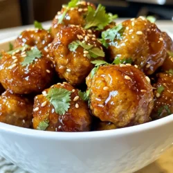 Die Hauptzutaten sind einfach zu finden und machen das Gericht lecker. Hier ist, was du brauchst: - 450 g gemahlenes Truthahnfleisch - 125 g Semmelbrösel (vorzugsweise Panko) - 60 g Frühlingszwiebeln, fein gehackt - 2 Knoblauchzehen, gehackt - 1 Esslöffel frischer Ingwer, gehackt - 1 Ei, leicht geschlagen Diese Zutaten geben den Meatballs ihren tollen Geschmack und ihre gute Textur. Die Gewürze machen die Meatballs besonders. Du benötigst: - 60 ml Sojasauce (mit reduziertem Natriumgehalt) - 2 Esslöffel brauner Zucker - 1 Esslöffel Sesamöl - 1 Teelöffel Speisestärke, gemischt mit 2 Teelöffeln Wasser (zum Andicken) - Salz und Pfeffer nach Geschmack Diese Zutaten bringen die süße und salzige Note, die Teriyaki so beliebt macht. Um deine Teriyaki Truthahn-Meatballs schön zu servieren, kannst du sie mit einigen Garnierungen aufwerten: - Geröstete Sesamsamen - Frischer Koriander (optional) Diese kleinen Extras machen das Gericht nicht nur hübscher, sondern auch noch schmackhafter. {{ingredient_image_2}} Um die Fleischbällchen zuzubereiten, benötigst du eine große Schüssel. Gib das gemahlene Truthahnfleisch, die Semmelbrösel, die Frühlingszwiebeln, den Knoblauch und den Ingwer in die Schüssel. Füge das geschlagene Ei hinzu. Würze die Mischung mit Salz und Pfeffer. Mische alles gut, bis du eine homogene Masse hast. Die Mischung sollte gut zusammenhalten. Für die Teriyaki-Sauce nimm einen kleinen Topf. Vermenge die Sojasauce, den braunen Zucker und das Sesamöl darin. Stelle den Topf bei mittlerer Hitze auf den Herd. Lass die Mischung zum Köcheln bringen. Sobald die Sauce köchelt, rühre die Speisestärke mit Wasser ein. Koche die Sauce weiter, bis sie dick wird. Das dauert etwa 2 bis 3 Minuten. Nimm den Topf dann vom Herd. Heize den Ofen auf 200°C vor. Lege ein Backblech mit Backpapier aus. Forme aus der Truthahn-Mischung kleine Fleischbällchen. Sie sollten etwa 2,5 bis 4 cm groß sein. Lege die Bällchen auf das Backblech. Backe sie etwa 20 Minuten lang, bis sie goldbraun sind. Nimm sie aus dem Ofen und lege sie in eine große Schüssel. Gieße die Teriyaki-Sauce über die Meatballs. Mische alles vorsichtig, damit die Fleischbällchen gleichmäßig bedeckt sind. Serviere die warmen Teriyaki Truthahn-Meatballs mit gerösteten Sesamsamen und frischem Koriander. Um die perfekte Textur für deine Teriyaki Truthahn-Meatballs zu erreichen, achte auf diese Punkte: - Fleischwahl: Verwende mageres Truthahnfleisch. Es sollte frisch sein und eine gute Bindung haben. - Semmelbrösel: Nutze Panko-Semmelbrösel. Diese geben den Meatballs eine luftige und knusprige Konsistenz. - Mischung: Mische die Zutaten sanft. Zu viel Mischen macht die Meatballs fest. - Formen: Halte die Meatballs gleichmäßig. Sie sollten etwa 2,5 bis 4 cm groß sein. Einige Fehler können das Ergebnis beeinträchtigen: - Zu viel Flüssigkeit: Achte darauf, dass die Mischung nicht zu feucht ist. Das kann beim Backen zu einer matschigen Textur führen. - Überbacken: Lass die Meatballs nicht zu lange im Ofen. 20 Minuten reichen aus, bis sie goldbraun sind. - Nicht würzen: Vergiss nicht, mit Salz und Pfeffer zu würzen. Das hebt den Geschmack hervor. Die Gewürze sind wichtig für den Geschmack. Hier sind einige Tipps, um sie anzupassen: - Knoblauch: Wenn du Knoblauch liebst, füge mehr hinzu. Ein zusätzlicher Hauch macht viel aus. - Ingwer: Für mehr Schärfe, erhöhe die Menge an Ingwer. - Sojasauce: Probiere verschiedene Sojasaucen aus. Jede hat ihren eigenen Geschmack. - Brauner Zucker: Du kannst auch Honig verwenden. Das gibt eine süßere Note. Mit diesen Tipps bereitest du die besten Teriyaki Truthahn-Meatballs zu. Sie sind einfach, lecker und perfekt für jede Gelegenheit! Pro Tipps Die richtige Textur: Verwenden Sie Panko-Semmelbrösel, um eine leichtere und luftige Textur der Meatballs zu erzielen. Perfekte Größe: Formen Sie die Meatballs gleichmäßig, damit sie gleichmäßig garen. Halten Sie die Größe zwischen 2,5 und 4 cm im Durchmesser. Variieren Sie die Sauce: Fügen Sie etwas Ananassaft zur Teriyaki-Sauce hinzu, um eine fruchtige Note zu erhalten, die hervorragend zu den Truthahn-Metballs passt. Frische Kräuter: Garnieren Sie Ihre Meatballs mit frischem Koriander und gerösteten Sesamsamen für zusätzlichen Geschmack und Farbe. {{image_4}} Wenn du eine vegane Variante der Teriyaki Truthahn-Meatballs machen möchtest, ersetze das Truthahnfleisch durch eine Mischung aus Kichererbsen und Quinoa. Diese Kombination sorgt für einen tollen Biss und viel Protein. Verwende auch gemahlene Leinsamen anstelle des Eies. Mische einen Esslöffel Leinsamen mit drei Esslöffeln Wasser. Lass es einige Minuten quellen, bis es dick wird. So bindest du die Zutaten gut. Die klassische Teriyaki-Sauce ist lecker, aber du kannst sie anpassen. Möchtest du es süßer? Füge mehr braunen Zucker hinzu. Magst du es würziger? Ein paar Spritzer Sriracha oder Chili-Sauce bringen Schwung. Für eine fruchtige Note probiere Ananassaft in der Sauce. Diese Variationen machen das Gericht spannend und neu. Teriyaki Truthahn-Meatballs sind super vielseitig. Du kannst sie auf einem Bett aus Reis oder Quinoa servieren. Beilagen wie gedämpftes Gemüse oder einen frischen Salat passen perfekt dazu. Für einen tollen Snack serviere die Meatballs in kleinen Schalen mit Zahnstochern. So sind sie ideal für Partys oder Treffen. Du kannst die Teriyaki Truthahn-Meatballs einfach im Kühlschrank aufbewahren. Lege sie in einen luftdichten Behälter. So bleiben sie frisch. Sie halten sich dort etwa 3 bis 4 Tage. Achte darauf, sie gut abzukühlen, bevor du sie lagerst. So vermeidest du Kondensation und Feuchtigkeit. Wenn du die Meatballs länger aufbewahren möchtest, friere sie am besten ein. Lege die abgekühlten Meatballs in einen Gefrierbeutel. Drücke die Luft heraus und schließe den Beutel gut. Du kannst sie auch auf einem Blech vorfrieren, bevor du sie in einen Beutel gibst. So kleben sie nicht zusammen. Im Gefrierschrank halten sie bis zu 3 Monate. Wenn du bereit bist zu essen, taue sie über Nacht im Kühlschrank auf. Um die Meatballs aufzuwärmen, nutze den Ofen oder die Mikrowelle. Im Ofen erhitzt du sie bei 175 °C für etwa 15 Minuten. Die Mikrowelle ist schneller. Erhitze sie auf mittlerer Stufe für 2 bis 3 Minuten. Vergiss nicht, sie zwischendurch zu wenden. So werden sie gleichmäßig warm. Um die Sauce wieder zu beleben, gieße etwas Wasser oder Brühe hinzu. Teriyaki Truthahn-Meatballs sind im Kühlschrank etwa 3 bis 4 Tage haltbar. Lagern Sie sie in einem luftdichten Behälter. So bleiben sie frisch und lecker. Wenn Sie die Meatballs länger aufbewahren möchten, können Sie sie einfrieren. So halten sie bis zu 3 Monate. Achten Sie darauf, sie gut zu verpacken. Ja, Sie können anderes Fleisch verwenden. Rinderhackfleisch oder Hühnerhackfleisch sind gute Alternativen. Jedes Fleisch hat seinen eigenen Geschmack. Achten Sie darauf, die Garzeit anzupassen, wenn Sie ein anderes Fleisch wählen. Bei Rindfleisch kann es etwas länger dauern, bis die Meatballs durch sind. Um die Teriyaki-Sauce glutenfrei zu machen, verwenden Sie glutenfreie Sojasauce. Diese gibt es in vielen Supermärkten. Sie schmeckt ähnlich wie normale Sojasauce und passt gut zu den Meatballs. Achten Sie auch darauf, glutenfreie Semmelbrösel zu verwenden, wenn Sie die Meatballs zubereiten. So genießen Sie das Gericht ohne Gluten. Teriyaki Truthahn-Meatballs sind einfach und lecker. Wir haben die Hauptzutaten und die beste Zubereitung besprochen. Du hast nützliche Tipps für die perfekte Textur bekommen. Es gibt auch viele Variationen und Möglichkeiten zur Lagerung. Denke daran, deine Meatballs nach deinem Geschmack anzupassen. Experimentiere mit neuen Ideen und genieße diese schmackhaften Bällchen. So wird jede Mahlzeit besonders. Mach es dir einfach und viel Spaß beim Kochen!