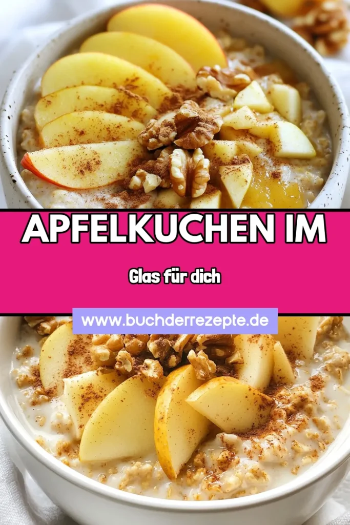 Entdecke das Rezept für Apfelkuchen Overnight Oats, das perfekte gesunde Frühstücksrezept für einen energiereichen Start in den Tag. Mit gerollten Haferflocken, saftigen Äpfeln und einer Prise Zimt ist dieses einfache Morgenrezept nicht nur lecker, sondern auch nahrhaft. Bereite es am Abend vor und genieße am nächsten Morgen diese traumhaften Overnight Oats Apfel. Jetzt ausprobieren und den perfekten Frühstücksgenuss erleben! #ApfelkuchenOvernightOats #GesundeFrühstücksrezepte #HaferflockenRezepte #EinfacheMorgenrezepte